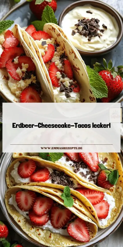 Erlebe den ganz besonderen Genuss mit Erdbeer-Cheesecake-Tacos! Dieses köstliche Dessert kombiniert süße Erdbeeren und cremigen Frischkäse in einer knusprigen Tortilla – perfekt für jede Gelegenheit. In diesem Artikel findest du die besten Zutaten, eine Schritt-für-Schritt-Anleitung und kreative Variationen. Klicke hier, um das vollständige Rezept zu entdecken und deine Freunde mit diesen leckeren Tacos zu beeindrucken!