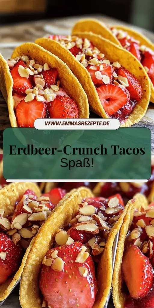 Entdecke die kreative Welt der Strawberry Crunch Cheesecake Tacos! Diese leckeren Tacos sind nicht nur ein wahrer Genuss, sondern auch ganz einfach zuzubereiten. Mit knusprigen Taco-Schalen, einer cremigen Frischkäsefüllung und frischen Erdbeeren sind sie der perfekte Nachtisch für jede Gelegenheit. Lass dich inspirieren und lerne, wie du diese süßen Tacos in wenigen Schritten selbst machen kannst. Klicke jetzt und entdecke das komplette Rezept!
