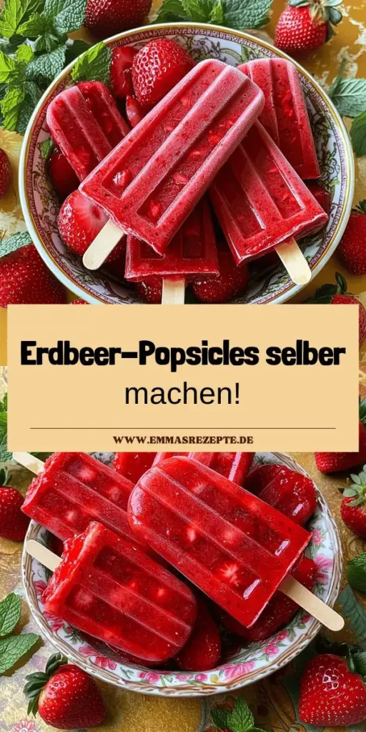 Erdbeer-Popsicles sind der perfekte Sommergenuss und lassen sich ganz einfach selbst machen! Mit frischen Erdbeeren, Kokoswasser und Honig zauberst du köstliche, gefrorene Leckerbissen, die jeder lieben wird. Perfekt für die Kinder oder um sich selbst zu verwöhnen! Entdecke die einfachen Schritte zur Zubereitung und viele kreative Variationen. Klicke jetzt, um das vollständige Rezept zu erfahren und deine eigenen erfrischenden Popsicles zu kreieren!