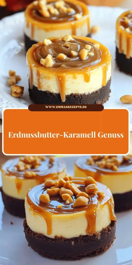 Entdecke die süße Versuchung der Peanut Butter Caramel Mini Cheesecakes! Diese kleinen, köstlichen Leckerbissen vereinen cremige Erdnussbutter und dekadente Karamellsauce in jedem Bissen. Ideal für besondere Anlässe oder als Snack zwischendurch, bringen sie Freude in jede Küche. Lass dich von der einfachen Schritt-für-Schritt-Anleitung inspirieren und zaubere sie selbst. Klicke hier, um das vollständige Rezept zu erforschen und deine Gäste zu begeistern!