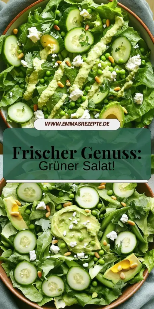 Entdecke, wie einfach ein frischer, gesunder grüner Salat für jeden Tag zubereitet werden kann! Mit knusprigem Gemüse, cremiger Avocado und einem leckeren Avocado-Limetten-Dressing wird dieser Salat zum Highlight deiner Mahlzeiten. Lass dich von meinen einfachen, schmackhaften Rezeptideen inspirieren und bring Farbe auf deinen Tisch. Klicke hier, um die vollständigen Rezepte auszuprobieren und genieße jeden Tag einen gesunden grünen Salat!