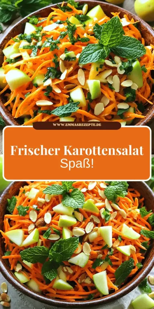 Erlebe den knackigen Geschmack eines Raw Carrot Salad mit frischen Zutaten! Dieser gesunde und farbenfrohe Salat kombiniert geraspelte Karotten, grünen Apfel und frische Minze in einem leichten Dressing. Perfekt für ein Picknick oder als Beilage zu deinem Abendessen, bringt er frischen Wind auf den Tisch. Entdecke jetzt die einfache Zubereitung und Variationen für noch mehr Genuss. Klicke hier und probiere das Rezept aus!