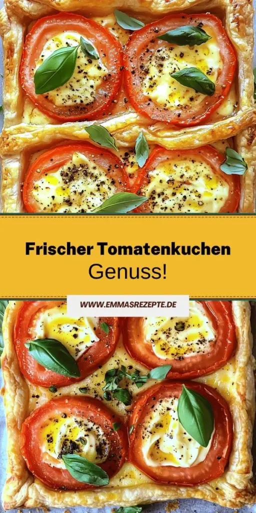 Entdecke das köstliche Rezept für frischen Tomatenkuchen, das einfach und schmackhaft ist! Mit saftigen Tomaten, schmelzendem Käse und feinen Gewürzen zauberst du ein unwiderstehliches Gericht. Ideal für Anfänger oder erfahrene Köche, findest du hier eine Schritt-für-Schritt-Anleitung, um diesen herzhaften Genuss zu kreieren. Lass dich inspirieren und klicke jetzt für mehr Rezepte!