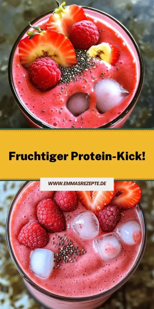 Starte deinen Tag gesund mit meinem leckeren Strawberry Raspberry Banana Protein Smoothie! Dieser nahrhafte Smoothie vereint frische Erdbeeren, Himbeeren und Banane mit cremigem Joghurt für einen perfekten Energiekick. Ideal für Frühstück oder als Snack, bietet er eine perfekte Mischung aus Geschmack und Nährstoffen. Klicke jetzt, um das einfache Rezept und tolle Tipps für die Zubereitung zu entdecken!