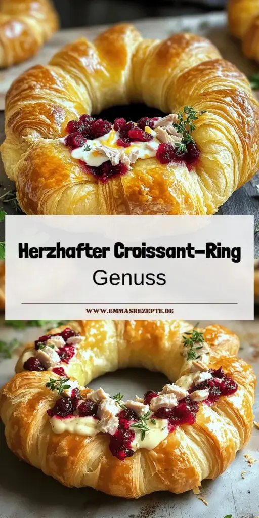 Schaffe unvergessliche Momente mit unserem herzhaften Truthahn-Cranberry-Croissant-Ring Rezept! Perfekt für Feste oder als schmackhafter Snack, kombiniert dieses Gericht zarten Truthahn und süße Cranberrys in knusprigem Croissant-Teig. Einfach zubereitet und voller Geschmack, wird es deine Gäste begeistern! Klicke jetzt, um das vollständige Rezept zu entdecken und deinen Küchenzauber zu entfalten!