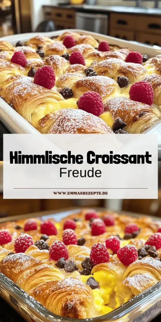 Entdecken Sie unser himmlisches Croissant Bake Rezept mit dieser einfachen Anleitung! Perfekt für ein köstliches Frühstück oder Brunch, besteht es aus weichen Croissants, Eier-Milch-Mischung und Ihren Lieblingszutaten wie Himbeeren und Schokolade. In nur wenigen Schritten zaubern Sie ein unvergessliches Gericht, das garantiert begeistert. Klicken Sie jetzt und genießen Sie jeden Bissen dieses himmlischen Genusses!