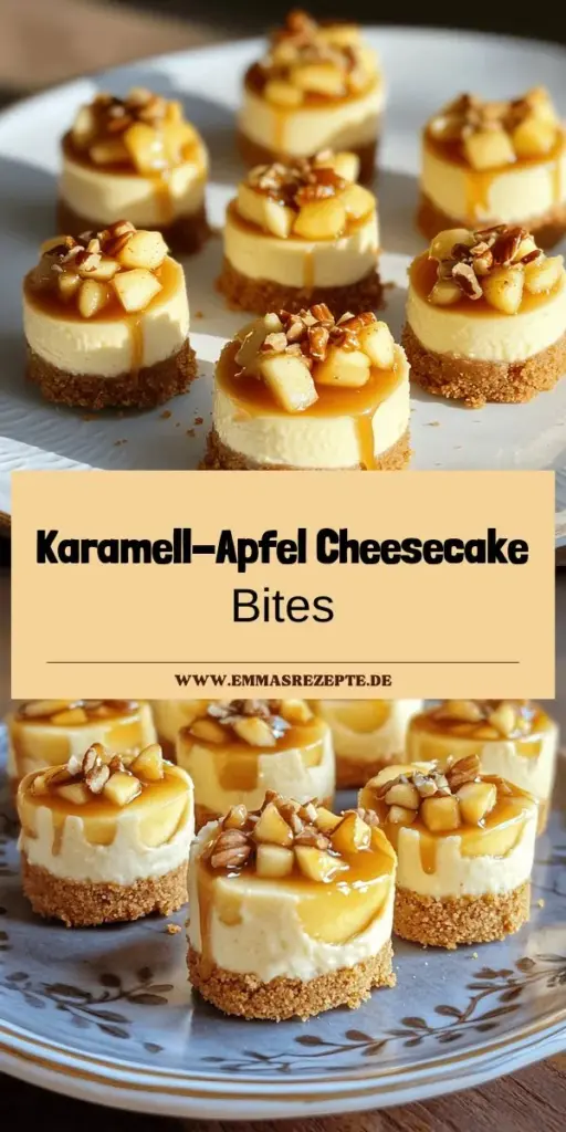 Entdecke die perfekten Mini Caramel Apple Cheesecake Bites für deinen nächsten Snack! Mit einfachen Zutaten wie Graham-Crackern, cremigem Frischkäse und frischen Äpfeln bringst du den süßen Genuss auf den Tisch. Die Kombination aus Karamellsauce und aromatischen Gewürzen macht diese kleinen Leckereien unwiderstehlich. Lass dich inspirieren und entdecke jetzt das vollständige Rezept, um diese köstlichen Cheesecake-Bites selbst zu zaubern!