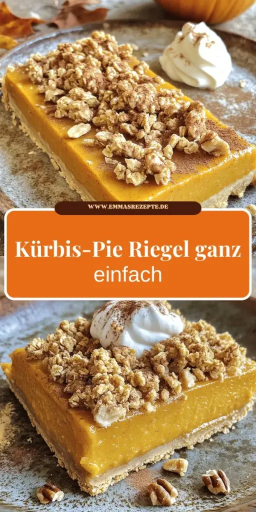 Entdecke, wie einfach es ist, köstliche Kürbis-Pie-Crumble-Riegel zuzubereiten! Diese Riegel vereinen herbstliche Aromen mit einer perfekten Krümel-Textur, die jeden begeistern wird. Ich nehme dich Schritt für Schritt mit durch das Rezept und gebe dir wertvolle Tipps für eine gelungene Zubereitung. Klicke jetzt und erfahre alles über die besten Zutaten und Variationen für deinen neuen Lieblingssnack!