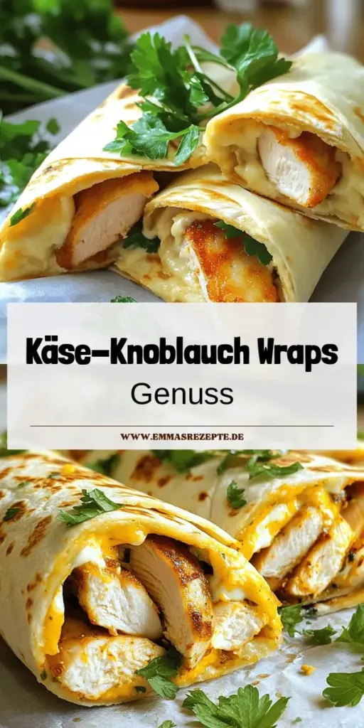 Entdecke das köstliche Rezept für Käse-Knoblauch-Hühnchen-Wraps, das einfach zuzubereiten und perfekt für jede Gelegenheit ist! Mit frischem Hähnchen, geschmolzenem Mozzarella und einer cremigen Frischkäsemischung wird jeder Bissen zum Genuss. Egal, ob du ein schnelles Abendessen oder ein Gericht für Freunde suchst, diese Wraps sind die Lösung. Lass dich inspirieren und klicke jetzt, um das vollständige Rezept zu entdecken!
