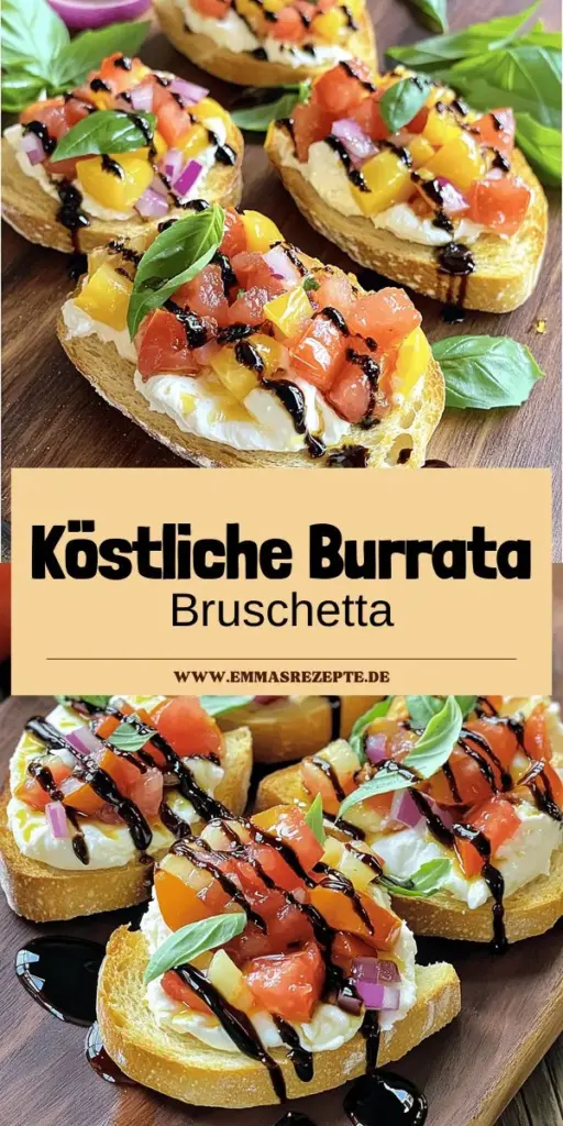 Entdecke das einfache und köstliche Rezept für Burrata Bruschetta, das deine Gäste begeistern wird! Mit frischen Zutaten wie saftigen Tomaten und cremigem Burrata-Käse zauberst du im Handumdrehen eine italienische Vorspeise. Egal, ob für ein Dinner oder eine Feier, dieses Gericht bringt Freude auf den Tisch. Klicke jetzt, um alle Zutaten und die Schritt-für-Schritt-Anleitung zu entdecken und dir einen genussvollen Moment zu sichern!
