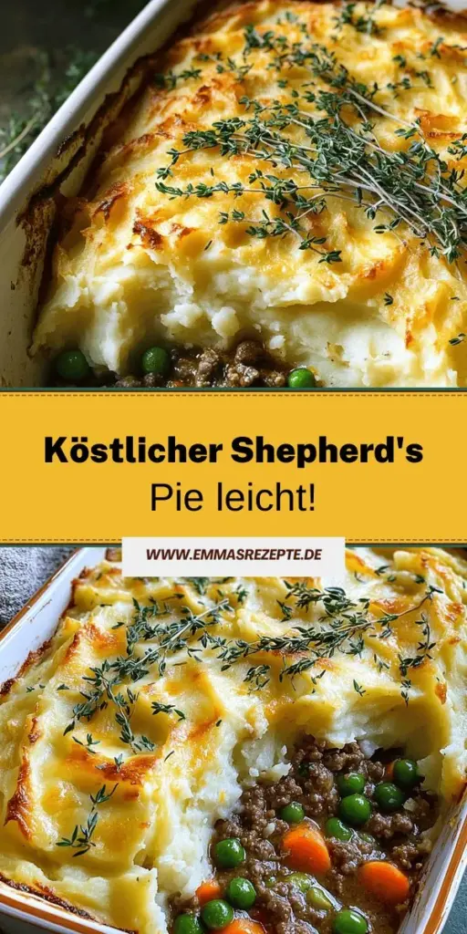 Entdecke, wie du Shepherd's Pie köstlich und einfach zubereiten kannst! Dieses klassische Gericht vereint zartes Rinderhackfleisch, frisches Gemüse und cremiges Kartoffelpüree zu einem unschlagbaren Genuss. Egal, ob du Anfänger oder Profi in der Küche bist, mit meiner Schritt-für-Schritt-Anleitung gelingt es dir garantiert. Lass dich inspirieren und klicke jetzt, um das vollständige Rezept und tolle Variationen zu entdecken!