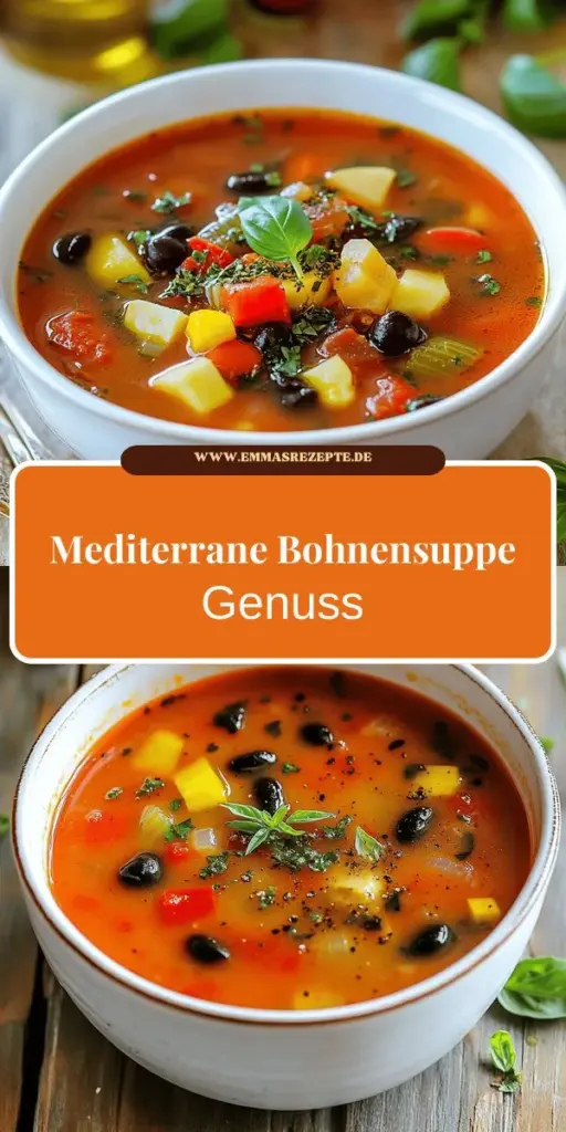 Entdecken Sie die köstliche herzhafte mediterrane Bohnensuppe, die gesunde Zutaten und frische Aromen vereint! Mit einfachen Schritten und wertvollen Tipps können Sie diese nahrhafte Suppe zubereiten, die sich perfekt an verschiedene Diäten anpassen lässt. Lassen Sie sich von den zahlreichen Gewürzen und köstlichen Beilagen inspirieren, um ein wahres Geschmackserlebnis zu genießen. Klicken Sie hier, um das vollständige Rezept zu erkunden!