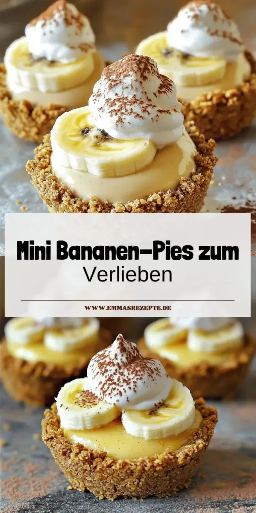 Entdecke die süße Welt der No-Bake Mini Banana Cream Pies – ein perfekt einfaches Dessert, das du lieben wirst! Mit wenigen Zutaten zauberst du im Handumdrehen köstliche Mini-Pies, die sowohl Anfänger als auch erfahrene Köche begeistern. Lerne Schritt für Schritt, wie du die perfekte Keksbasis und cremigen Vanillepudding zubereitest. Klicke jetzt und lass dich inspirieren, dein neues Lieblingsdessert zu kreieren!