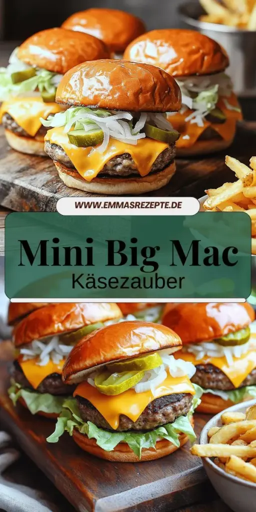 Genieße das beste Rezept für Mini Big Mac Cheeseburgers und verwöhne dich mit kleinen, saftigen Burgern, die jede Menge Geschmack bieten! In einfachen Schritten lernst du, wie du perfekte Patties, eine köstliche Big Mac Sauce und leckere Beilagen zubereitest. Perfekt für dein nächstes Fest oder als Snack für zwischendurch! Neugierig geworden? Klicke jetzt und entdecke das vollständige Rezept!
