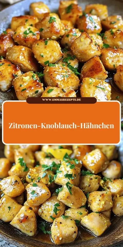 Entdecke das einfache und schnelle Rezept für Zitronen-Knoblauch-Hähnchenbissen! Mit zarten Hähnchenstücken, frischem Knoblauch und spritzigen Zitronen zauberst du ein Gericht, das alle begeistert. Ideal für jeden Anlass und einfach in der Zubereitung. Hole dir kreative Tipps und Variationen, um dieses Rezept zu personalisieren. Klicke jetzt, um die vollständige Anleitung zu entdecken und deine Gäste zu beeindrucken!
