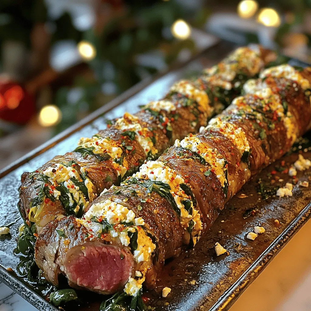 Um gefülltes Flanksteak perfekt zuzubereiten, benötigst du frische Zutaten. Du brauchst 1 kg Flanksteak, 200 g frischen Spinat, 100 g Feta-Käse, 50 g Parmesan-Käse, 2 Knoblauchzehen, 1 kleine Zwiebel, Oregano, Paprika, Salz, Pfeffer und Olivenöl. Diese Zutaten sind wichtig für den vollen Geschmack.