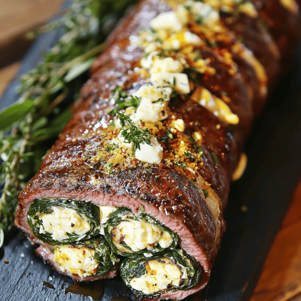 Um gefülltes Flanksteak perfekt zuzubereiten, benötigst du frische Zutaten. Du brauchst 1 kg Flanksteak, 200 g frischen Spinat, 100 g Feta-Käse, 50 g Parmesan-Käse, 2 Knoblauchzehen, 1 kleine Zwiebel, Oregano, Paprika, Salz, Pfeffer und Olivenöl. Diese Zutaten sind wichtig für den vollen Geschmack.