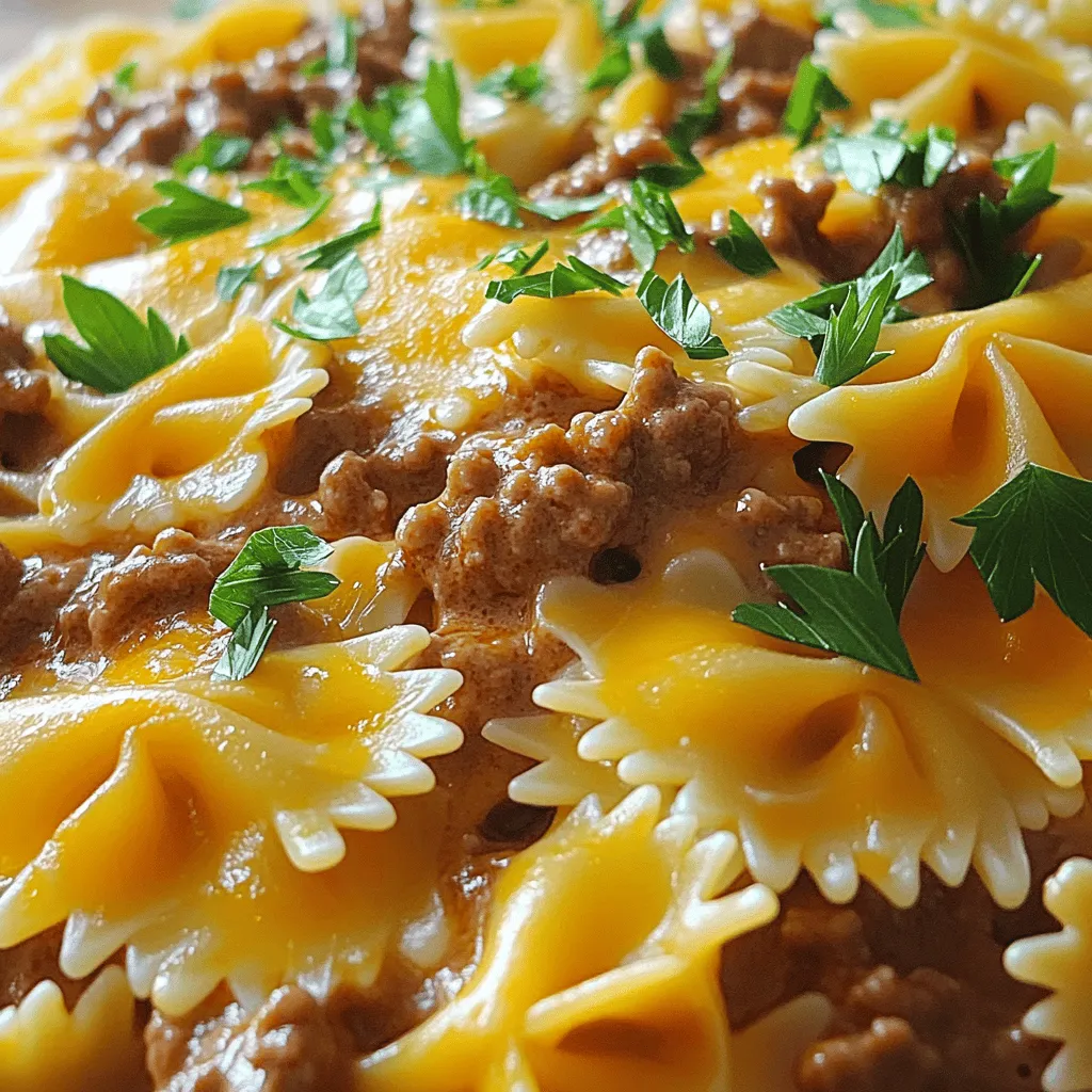 - 225 g Schmetterlings-Pasta (Farfalle) - 450 g Rinderhackfleisch - 240 g Velveeta-Käse, gewürfelt