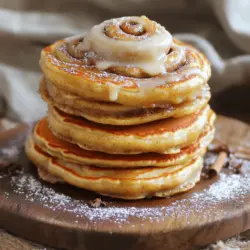 Für unsere Zimtschnecken-Pfannkuchen brauchen wir einige einfache, aber wichtige Zutaten. Hier ist, was du benötigst: - 1 Tasse Weizenmehl - 2 Esslöffel Zucker - 2 Teelöffel Backpulver - 1/2 Teelöffel Natron - 1/4 Teelöffel Salz - 1 Tasse Buttermilch (oder normale Milch mit 1 Esslöffel Essig) - 1 großes Ei - 2 Esslöffel geschmolzene Butter - 1 Teelöffel Vanilleextrakt Diese Zutaten bilden die Basis für einen fluffigen Teig. Der Zimtwirbel macht die Pfannkuchen besonders lecker. Hier sind die benötigten Zutaten: - 1/4 Tasse brauner Zucker - 1 Esslöffel gemahlener Zimt - 2 Esslöffel weiche Butter Diese Mischung verleiht den Pfannkuchen den typischen Zimtgeschmack. Die Frischkäse-Glasur bringt den letzten Schliff. Du brauchst: - 115 Gramm Frischkäse, weich - 1 Tasse Puderzucker - 2 Esslöffel Milch - 1 Teelöffel Vanilleextrakt Diese Glasur macht die Pfannkuchen süß und cremig. Sie rundet das Frühstück perfekt ab. Für die vollständige Anleitung und Zubereitung schaue dir das [Full Recipe] an. Um die Zimtschnecken-Pfannkuchen zu machen, beginne mit den Zutaten. Du brauchst: - 1 Tasse Weizenmehl - 2 Esslöffel Zucker - 2 Teelöffel Backpulver - 1/2 Teelöffel Natron - 1/4 Teelöffel Salz - 1 Tasse Buttermilch (oder normale Milch mit 1 Esslöffel Essig) - 1 großes Ei - 2 Esslöffel geschmolzene Butter - 1 Teelöffel Vanilleextrakt Für die Zimtwirbel-Mischung: - 1/4 Tasse brauner Zucker - 1 Esslöffel gemahlener Zimt - 2 Esslöffel weiche Butter Für die Frischkäse-Glasur: - 115 Gramm Frischkäse, weich - 1 Tasse Puderzucker - 2 Esslöffel Milch - 1 Teelöffel Vanilleextrakt Stelle sicher, dass alles bereit ist. Das macht das Kochen einfacher. Für den Teig mische zuerst das Mehl, den Zucker, das Backpulver, das Natron und das Salz in einer großen Schüssel. Nimm einen Schneebesen und vermenge alles gut. In einer anderen Schüssel rührst du die Buttermilch, das Ei, die geschmolzene Butter und den Vanilleextrakt glatt. Vereine die feuchten Zutaten mit den trockenen. Rühre nur so lange, bis alles vermischt ist. Ein paar Klümpchen sind okay. Zu viel Rühren macht die Pfannkuchen hart. Für den Zimtwirbel mische den braunen Zucker, den gemahlenen Zimt und die weiche Butter in einer kleinen Schüssel. Rühre alles zu einer Paste. Fülle die Mischung in einen Spritzbeutel oder einen Ziploc-Beutel mit abgeschnittener Ecke. So kannst du die Mischung leicht auf die Pfannkuchen bringen. Erhitze eine beschichtete Pfanne bei mittlerer Hitze. Fette sie leicht mit Kochspray oder Butter ein. Gieße für jeden Pfannkuchen etwa 1/3 Tasse Teig in die Pfanne. Nach etwa 2-3 Minuten siehst du Blasen auf der Oberfläche. Dann spritze die Zimtwirbel-Mischung spiralförmig darauf. Brate den Pfannkuchen noch eine weitere Minute. Wenn die Ränder fest aussehen, wende ihn vorsichtig. Brate ihn 1-2 Minuten weiter, bis er goldbraun ist. Wiederhole diesen Schritt, bis der gesamte Teig aufgebraucht ist. Für die Frischkäse-Glasur nimm den weichen Frischkäse und rühre ihn mit Puderzucker, Milch und Vanilleextrakt in einer Schüssel glatt. Die Glasur sollte cremig sein. Jetzt sind deine Zimtschnecken-Pfannkuchen bereit! Serviere sie warm und beträufle sie großzügig mit der Frischkäse-Glasur. Die richtige Konsistenz ist der Schlüssel zu fluffigen Zimtschnecken-Pfannkuchen. Der Teig sollte dick, aber nicht zu fest sein. Achten Sie darauf, die feuchten und trockenen Zutaten nur kurz zu vermischen. Klümpchen sind in Ordnung. Zu viel Rühren macht den Teig zäh. Wenn der Teig zu dick ist, fügen Sie einen Esslöffel Milch hinzu. Testen Sie die Konsistenz, bevor Sie die Pfannkuchen backen. Die Hitze ist wichtig, um perfekte Pfannkuchen zu braten. Zu hohe Hitze kann die Außenseite verbrennen, während die Innenseite roh bleibt. Verwenden Sie mittlere Hitze und fetten Sie die Pfanne leicht ein. Warten Sie, bis Blasen auf der Oberfläche erscheinen, bevor Sie die Zimtwirbel-Mischung hinzufügen. Seien Sie vorsichtig, wenn Sie den Pfannkuchen wenden. Ein Spatel hilft, ihn sanft zu lösen. Servieren Sie die Pfannkuchen warm für den besten Geschmack. Stapeln Sie sie schön auf einem Teller. Beträufeln Sie sie mit der Frischkäse-Glasur. Für zusätzlichen Genuss können Sie frische Beeren wie Erdbeeren oder Himbeeren hinzufügen. Ein Klecks Schlagsahne macht das Frühstück noch leckerer. Zimt oder Puderzucker als Garnitur geben einen tollen Look. Lassen Sie Ihrer Kreativität freien Lauf! Für das vollständige Rezept besuchen Sie den Abschnitt [Full Recipe]. {{image_4}} Für glutenfreie Zimtschnecken-Pfannkuchen tauschen Sie das Weizenmehl aus. Nutzen Sie einfach glutenfreies Mehl. Achten Sie darauf, eine Mischung zu wählen, die gut bindet. Diese Mischung sorgt für eine lockere und fluffige Textur. Messen Sie die Zutaten genau, um die beste Konsistenz zu erreichen. Um eine vegane Version zu machen, ersetzen Sie das Ei durch einen Leinsamen-Ei-Ersatz. Mischen Sie 1 Esslöffel gemahlenen Leinsamen mit 3 Esslöffeln Wasser. Lassen Sie das Gemisch einige Minuten ruhen, bis es gelartig wird. Verwenden Sie pflanzliche Milch und Margarine statt Butter. Diese Optionen geben Ihnen einen tollen Geschmack. Seien Sie kreativ mit Toppings und Füllungen! Frische Früchte wie Bananen oder Beeren passen gut. Auch Nüsse oder Schokoladensplitter sind lecker. Sie können die Pfannkuchen mit einem Hauch Honig oder Sirup garnieren. Die Frischkäse-Glasur lässt sich leicht anpassen. Fügen Sie etwas Kakaopulver hinzu für einen schokoladigen Geschmack. Jede Variation macht das Frühstück spannend und lecker! Weitere Details finden Sie im [Full Recipe]. Wenn du Pfannkuchen übrig hast, bewahre sie in einem luftdichten Behälter auf. Stelle sicher, dass sie gut abgekühlt sind, bevor du sie lagerst. Du kannst sie im Kühlschrank bis zu drei Tage aufbewahren. Um sie aufzuwärmen, lege die Pfannkuchen in die Mikrowelle. Erhitze sie für 30 Sekunden oder bis sie warm sind. Alternativ kannst du sie in einer Pfanne bei niedriger Hitze aufwärmen. Für eine längere Lagerung friere die Pfannkuchen ein. Lege sie zwischen Lagen von Backpapier, damit sie nicht zusammenkleben. Packe sie dann in einen Gefrierbeutel oder einen luftdichten Behälter. So bleiben sie bis zu drei Monate frisch. Wenn du bereit bist zu essen, lasse sie über Nacht im Kühlschrank auftauen oder erwärme sie direkt aus dem Gefrierfach in der Mikrowelle. Eingefrorene Pfannkuchen sind eine tolle schnelle Option. Du kannst sie direkt in die Mikrowelle legen oder in einer Pfanne aufwärmen. Wenn du sie in der Mikrowelle erwärmst, achte darauf, sie in kurzen Intervallen zu überprüfen. Du willst, dass sie warm sind, aber nicht überkochen. Diese Pfannkuchen sind perfekt für ein schnelles Frühstück oder einen Snack zwischendurch. Probiere sie mit etwas frischem Obst oder einem Schuss Sirup! Um Zimtschnecken-Pfannkuchen zu machen, mischen Sie die trockenen Zutaten in einer Schüssel. Fügen Sie dann die feuchten Zutaten hinzu. Rühren Sie nur kurz, bis es gemischt ist. Bereiten Sie die Zimtwirbel-Mischung vor und spritzen Sie sie auf den Pfannkuchenteig. Braten Sie die Pfannkuchen goldbraun und servieren Sie sie warm. Für eine vollständige Anleitung schauen Sie sich das [Full Recipe] an. Ja, Sie können die Frischkäse-Glasur weglassen. Die Pfannkuchen schmecken auch ohne sie gut. Wenn Sie etwas anderes verwenden wollen, probieren Sie Ahornsirup oder Schokoladensauce. Das Rezept ergibt etwa 4 Portionen. Sie bekommen ca. 8 Pfannkuchen. Es ist eine tolle Menge für ein gemütliches Frühstück oder einen Brunch mit Freunden. Wenn Sie keine Buttermilch haben, können Sie normale Milch verwenden. Fügen Sie einfach 1 Esslöffel Essig hinzu und lassen Sie es 5 Minuten stehen. Das macht die Milch sauer und ähnlich wie Buttermilch. Ja, Sie können die Pfannkuchen im Voraus machen. Kochen Sie sie, lassen Sie sie abkühlen und lagern Sie sie im Kühlschrank. Sie können sie dann einfach aufwärmen, wenn Sie bereit sind zu essen. Zimtschnecken-Pfannkuchen sind einfach lecker und vielseitig. Wir haben die Hauptzutaten, die Zubereitung und wichtige Tipps besprochen. Variationen wie glutenfreie und vegane Optionen erweitern die Möglichkeiten noch mehr. Denke daran, Reste richtig zu lagern, damit du länger Freude daran hast. Jetzt bist du bereit, diese köstlichen Pfannkuchen selbst zu machen. Viel Spaß beim Ausprobieren!
