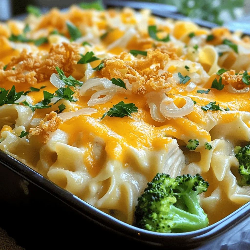 Für ein tolles Chicken Noodle Casserole brauchst du einfache, frische Zutaten. Hier sind die Hauptbestandteile, die du sammeln musst:
