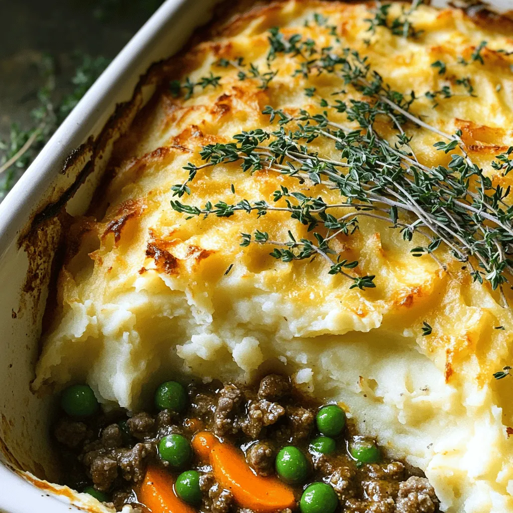 Für einen köstlichen Shepherd's Pie brauchen Sie folgende Hauptzutaten: - 500g Rinderhackfleisch - 1 große Zwiebel, gewürfelt - 2 Karotten, gewürfelt - 2 Selleriestangen, gewürfelt - 2 Knoblauchzehen, gehackt - 2 Esslöffel Tomatenmark - 1 Teelöffel Worcestershiresauce - 200ml Gemüsebrühe - 1 Teelöffel Thymian - 1 Teelöffel Rosmarin - 3 große Kartoffeln, geschält und gewürfelt - 50g Butter - 100ml Milch - Salz und Pfeffer nach Geschmack - 100g gefrorene Erbsen - 50g geriebener Käse (z.B. Cheddar)