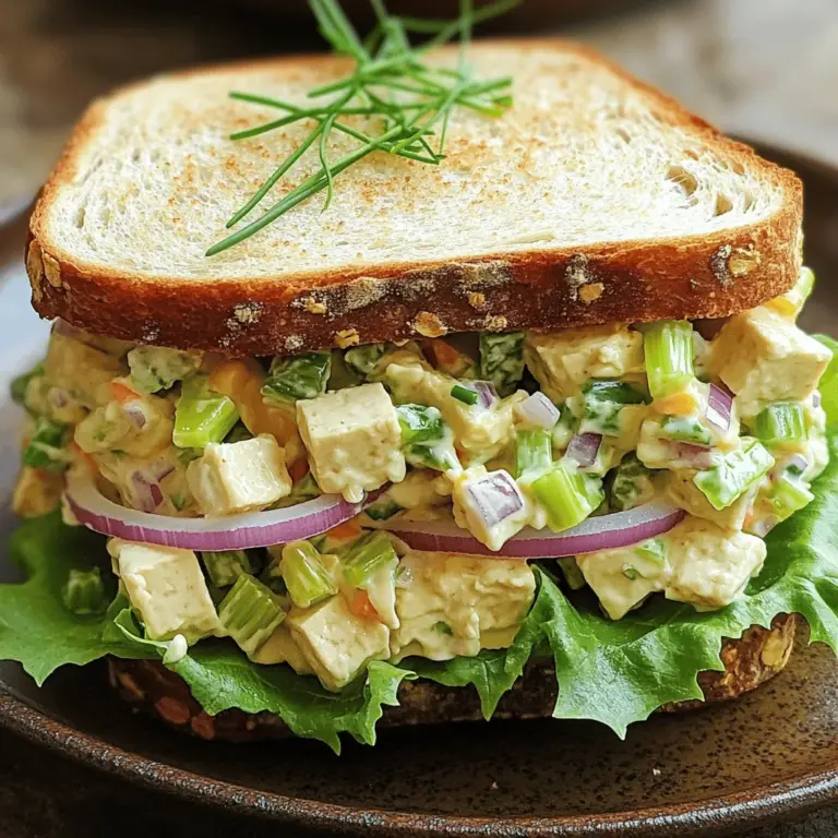Um einen leckeren Tofu Salad Sandwich zu machen, brauchst du folgende Zutaten: - 200g fester Tofu, gut gepresst und zerbröselt - 2 Esslöffel Mayonnaise (oder veganer Ersatz) - 1 Teelöffel Senf - 1 kleine rote Zwiebel, fein gehackt - 1 Stange Sellerie, gewürfelt - 1/2 Paprika, gewürfelt (jede Farbe) - 2 Esslöffel frischer Schnittlauch, gehackt - 1 Teelöffel Zitronensaft - Salz und Pfeffer nach Geschmack - 4 Scheiben Vollkornbrot oder Brötchen - Blätter von frischem Salat (z.B. Kopfsalat oder Rucola)