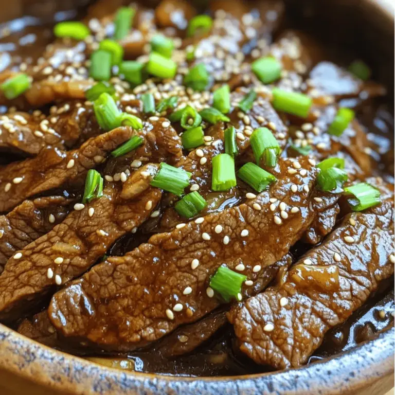 Die Hauptzutaten sind einfach zu finden. Hier ist, was Sie brauchen: - 450 g Flankensteak, dünn gegen die Faser geschnitten - 2 Esslöffel Pflanzenöl - 4 Frühlingszwiebeln, in 2,5 cm lange Stücke geschnitten - 3 Knoblauchzehen, gehackt - 1 Esslöffel frischer Ingwer, gehackt Diese Zutaten bilden die Basis für den vollen Geschmack des Gerichts. Das Flankensteak sorgt für zartes Fleisch. Frühlingszwiebeln geben Frische. Knoblauch und Ingwer bringen Aroma. Für die Marinade und die Sauce benötigen Sie: - 120 ml Sojasauce - 60 g brauner Zucker - 1 Esslöffel Speisestärke - 2 Esslöffel Wasser - 1 Teelöffel rote Pfefferflocken (optional für Schärfe) Die Sojasauce gibt dem Gericht Umami-Geschmack. Brauner Zucker sorgt für eine süße Note. Speisestärke macht die Sauce dick und glänzend. Rote Pfefferflocken bringen eine feine Schärfe, wenn Sie es möchten. Mongolian Beef passt gut zu verschiedenen Beilagen. Hier sind einige Vorschläge: - Gedämpfter Reis - Gebratene Nudeln - Gemüsepfanne Diese Beilagen ergänzen das Gericht perfekt. Gedämpfter Reis nimmt die Sauce auf. Gebratene Nudeln bieten eine tolle Textur. Gemüsepfanne bringt Farbe und Nährstoffe. Für das vollständige Rezept, besuchen Sie die [Full Recipe]. Um das Flankensteak perfekt vorzubereiten, schneide es dünn gegen die Faser. Dies hilft, das Fleisch zart zu machen. Lege die Stücke in eine Schüssel und gib 2 Esslöffel Sojasauce hinzu. Mische alles gut durch. Lasse das Fleisch für etwa 15 bis 20 Minuten marinieren. So wird der Geschmack intensiver. Für die Sauce nimm eine kleine Schüssel. Mische die restliche Sojasauce, den braunen Zucker, die Speisestärke und das Wasser. Rühre alles gut um, bis es eine dicke Masse ergibt. Diese Sauce gibt dem Gericht seinen besonderen Geschmack. Stelle sie dann beiseite. Erhitze 2 Esslöffel Pflanzenöl in einer großen Pfanne oder Wok bei mittlerer Hitze. Sobald das Öl heiß ist, füge das marinierte Flankensteak hinzu. Brate es 2 bis 3 Minuten lang, bis es schön gebräunt ist. Nimm das Rindfleisch aus der Pfanne und stelle es beiseite. Jetzt kommt der aromatische Teil. Gib den gehackten Knoblauch und den Ingwer in die Pfanne. Brate sie etwa 30 Sekunden lang an, bis sie duften. Dann füge die geschnittenen Frühlingszwiebeln hinzu und brate sie für eine weitere Minute. Jetzt ist es Zeit, alles zu kombinieren. Gib das gebratene Rindfleisch zurück in die Pfanne. Gieße die vorbereitete Sauce darüber und rühre gut um, damit alle Stücke bedeckt sind. Wenn du es schärfer magst, füge jetzt die roten Pfefferflocken hinzu. Lass die Mischung 2 bis 3 Minuten köcheln, bis die Sauce dick wird. Rühre gelegentlich um, um ein Ankleben zu verhindern. Nehme die Pfanne vom Herd und lasse das Gericht kurz abkühlen. Du kannst es jetzt nach dem [Full Recipe] genießen! Ein häufiger Fehler ist, das Rindfleisch zu lange zu marinieren. Marinieren Sie es nur 15-20 Minuten. Zu lang macht das Fleisch zäh. Ein weiterer Fehler ist, die Hitze zu niedrig einzustellen. Hohe Hitze gibt dem Fleisch eine schöne Kruste. Achten Sie auch darauf, die Sauce gut zu mischen. Klumpen können die Textur ruinieren. Verwenden Sie frische Zutaten. Alte Gewürze oder Gemüse schmecken nicht gut. Das Flankensteak sollte bei mittelhoher Hitze 2-3 Minuten braten. Dies sorgt für eine zarte Textur. Wenn Sie das Fleisch zu lange braten, wird es trocken. Achten Sie darauf, das Fleisch nicht zu überfüllen. Braten Sie es in Chargen, wenn nötig. So wird es gleichmäßig gar. Die ideale Temperatur für das Rindfleisch ist 60-65 Grad Celsius. Nutzen Sie ein Fleischthermometer, um sicher zu sein. Servieren Sie Mongolian Beef auf einem großen Teller. Garnieren Sie es mit Sesam für einen schönen Look. Frische Frühlingszwiebeln geben Farbe und Frische. Dazu passen Reis oder Nudeln sehr gut. Sie können auch einen bunten Salat anrichten. So wird das Gericht noch ansprechender. Vergessen Sie nicht, die Reste in einem luftdichten Behälter zu lagern. So bleibt der Geschmack erhalten für spätere Mahlzeiten. {{image_4}} Um Mongolian Beef vegetarisch zu machen, kannst du Tofu oder Tempeh verwenden. Diese Proteine nehmen den Geschmack der Sauce gut auf. Schneide den Tofu in Würfel und mariniere ihn in Sojasauce. Brate ihn dann in der Pfanne, bis er goldbraun ist. Du kannst auch Seitan verwenden, der eine fleischähnliche Textur hat. So hast du eine leckere, pflanzliche Variante. Du kannst viele Gemüsesorten zu deinem Mongolian Beef hinzufügen. Gemüse wie Paprika, Brokkoli oder Karotten machen das Gericht bunter. Schneide das Gemüse in kleine Stücke, damit es schnell gar wird. Füge das Gemüse in der Pfanne hinzu, nachdem du die Aromaten angebraten hast. So bleibt das Gemüse knackig und frisch. Wenn du es schärfer magst, füge mehr rote Pfefferflocken hinzu. Du kannst auch frische Chilis verwenden. Schneide sie in kleine Stücke und gib sie mit dem Knoblauch und dem Ingwer in die Pfanne. Du kannst sogar Sriracha oder Chilisauce in die Sauce mischen. So erhältst du ein würziges und schmackhaftes Gericht. Um die Reste von Mongolian Beef frisch zu halten, lege sie in einen luftdichten Behälter. Achte darauf, dass das Gericht vollständig abgekühlt ist, bevor du es verstaust. So bleibt der Geschmack erhalten. Du kannst die Reste bis zu drei Tage im Kühlschrank aufbewahren. Mongolian Beef lässt sich gut einfrieren. Teile das Gericht in Portionen und lege es in gefriergeeignete Behälter oder Beutel. Vergiss nicht, das Datum und den Inhalt zu beschriften. So kannst du es bis zu drei Monate im Gefrierfach lagern. Um Mongolian Beef aufzuwärmen, nutze eine Pfanne oder die Mikrowelle. In der Pfanne, füge etwas Wasser oder Brühe hinzu, damit das Fleisch saftig bleibt. Erhitze es bei mittlerer Hitze, bis es warm ist. In der Mikrowelle, decke das Gericht ab und wärme es in Intervallen von 30 Sekunden auf. So vermeidest du, dass es austrocknet. So hast du immer ein köstliches Gericht bereit! Mongolian Beef hat seinen Ursprung nicht wirklich in der Mongolei. Es ist ein beliebtes Gericht in chinesischen Restaurants. Es verbindet Aromen aus der asiatischen Küche mit westlichen Einflüssen. Manchmal denken die Leute, es sei traditionell mongolisch, aber das stimmt nicht. Es ist eigentlich ein amerikanisches Gericht, das die Liebe zu Rindfleisch und Sojasauce zeigt. Die Kombination von süß und salzig macht es besonders lecker. Mongolian Beef kann eine gute Wahl sein, wenn Sie es in Maßen genießen. Es enthält Rindfleisch, das Proteine liefert. Auch die Frühlingszwiebeln und der Ingwer bringen Vitamine und Antioxidantien mit. Die Sojasauce hat jedoch viel Natrium. Ein hoher Natriumgehalt kann ungesund sein, wenn man zu viel davon isst. Eine gute Idee ist es, das Gericht mit Gemüse zu ergänzen. So wird es nahrhafter und bunter. Mongolian Beef kann im Kühlschrank bis zu drei Tage aufbewahrt werden. Achten Sie darauf, es in einem luftdichten Behälter zu lagern. Wenn Sie es länger behalten wollen, können Sie es auch einfrieren. Im Gefrierfach hält es bis zu drei Monate. Zum Aufwärmen einfach in der Mikrowelle oder in einer Pfanne erhitzen. Das macht es einfach, ein schnelles Abendessen zu genießen. Werfen Sie einen Blick auf das [Full Recipe], um mehr über die Zubereitung zu erfahren. Mongolian Beef ist ein schmackhaftes Gericht, das einfach zuzubereiten ist. Wir haben die Hauptzutaten, Gewürze und Beilagen besprochen. Zudem hast du gelernt, wie du das Rindfleisch richtig vorbereitest und brätst. Vermeide häufige Fehler, um die beste Textur zu erreichen. Probiere auch Variationen, um das Gericht interessant zu halten. Am Ende findest du Tipps zur Aufbewahrung und Antworten auf häufige Fragen. Mit diesen Tipps wirst du in der Küche erfolgreich sein. Genieß dein köstliches Mongolian Beef!