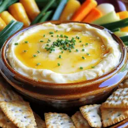 - 225 g Frischkäse - 120 g griechischer Joghurt - 60 ml Honig - 1 Teelöffel rote Paprikaflocken - 1 Esslöffel Zitronensaft - ½ Teelöffel Knoblauchpulver - 80 g geriebener scharfer Cheddar-Käse - 60 g frische Schnittlauch oder Petersilie - Knäckebrot - Baguette - Frisches Gemüse Ich liebe die Kombination aus Frischkäse und griechischem Joghurt. Diese beiden Hauptzutaten machen den Dip wunderbar cremig. Honig fügt eine süße Note hinzu, die perfekt zu den Gewürzen passt. Die roten Paprikaflocken geben dem Dip einen leichten Kick. Zitronensaft sorgt für Frische und das Knoblauchpulver bringt den Geschmack auf die nächste Stufe. Den geriebenen scharfen Cheddar-Käse mische ich am Ende unter. Er schmilzt beim Backen und macht alles noch leckerer. Für die Garnierung verwende ich frischen Schnittlauch oder Petersilie. Diese Kräuter verleihen dem Dip Farbe und einen frischen Geschmack. Serviere den Dip mit Knäckebrot, Baguette oder frischem Gemüse. So wird er zum echten Hit auf jeder Party. Wenn du das Rezept ausprobieren möchtest, findest du die Details in der [Full Recipe]. Heize den Ofen auf 175°C (350°F) vor. Nimm eine große Schüssel und gebe 225 g Frischkäse und 120 g griechischen Joghurt hinein. Rühre die Mischung mit einem Handmixer oder einer Spachtel, bis sie glatt und cremig ist. Diese Basis macht den Dip besonders lecker. Füge dann 60 ml Honig und die Gewürze hinzu. Verwende 1 Teelöffel rote Paprikaflocken, 1 Esslöffel Zitronensaft und ½ Teelöffel Knoblauchpulver. Mische alles gut, bis alles gut verbunden ist. Jetzt kommt der Spaß! Füge 80 g geriebenen scharfen Cheddar-Käse hinzu und falte ihn vorsichtig unter die Mischung. So wird der Dip schön cremig und voll im Geschmack. Gib die Dip-Mischung in eine kleine, ofenfeste Auflaufform. Glätte die Oberfläche mit einer Spachtel. Stelle die Form in den vorgeheizten Ofen und backe sie für 20 bis 25 Minuten. Der Dip sollte durchgewärmt sein und die Ränder leicht blubbern. Hol den Dip aus dem Ofen und bestreue ihn mit frischem Schnittlauch. Serviere den Dip sofort mit Knäckebrot, Baguette oder frischem Gemüse. So wird jeder Biss zu einem Genuss! - Verwenden Sie griechischen Joghurt für zusätzliche Cremigkeit. Er bringt eine tolle Textur. - Passen Sie die Paprikaflocken nach Ihrem Geschmack an. Mehr für Schärfe, weniger für milden Geschmack. - Servieren Sie den Dip in einer dekorativen Schüssel. Das sieht gut aus und macht Appetit. - Arrangieren Sie Brot und Gemüse ansprechend. Nutzen Sie verschiedene Farben und Formen für einen schönen Look. - Was passt am besten zu diesem Dip? Knäckebrot, Baguette oder frisches Gemüse sind perfekt. - Getränkeempfehlungen: Ein kühles Bier oder ein frischer Weißwein ergänzen den Dip gut. Für das vollständige Rezept, schauen Sie sich die [Full Recipe] an. {{image_4}} Es gibt viele Käse, die Sie in diesem Dip verwenden können. Cheddar ist beliebt, aber Sie können auch andere Sorten ausprobieren. - Alternativen zu Cheddar-Käse: - Verwenden Sie Gouda für einen milden Geschmack. - Feta bringt einen salzigen, würzigen Kick. Die Gewürze machen diesen Dip besonders. Sie können die Aromen leicht ändern, um neue Geschmäcker zu finden. - Scharfe oder würzige Varianten: - Fügen Sie mehr Paprikaflocken hinzu, wenn Sie es scharf mögen. - Probieren Sie auch Cayennepfeffer für zusätzliche Hitze. - Süßere Optionen mit zusätzlichem Honig: - Mehr Honig macht den Dip süßer. - Kombinieren Sie Honig mit einer Prise Zimt für eine besondere Note. Wenn Sie auf Kalorien achten, gibt es Optionen für einen leichteren Dip. - Kalorienreduzierte Zutaten auswählen: - Verwenden Sie fettarmen Frischkäse und griechischen Joghurt. - Dies reduziert die Kalorien, ohne den Geschmack zu verlieren. - Vegane Alternativen finden: - Ersetzen Sie den Frischkäse durch pflanzliche Varianten. - Nutzen Sie Kokosjoghurt für die cremige Textur und den Geschmack. Um den Hot Honey Cream Cheese Dip frisch zu halten, bewahren Sie ihn im Kühlschrank auf. Ein luftdichter Behälter ist perfekt. So bleibt der Dip lecker und sicher. Sie können auch eine Schüssel mit Frischhaltefolie verwenden. Achten Sie darauf, den Dip gut abzudecken, um Gerüche zu vermeiden. Der Dip bleibt im Kühlschrank etwa fünf Tage frisch. Nach dem Öffnen des Behälters sollten Sie ihn schnell verbrauchen. Wenn Sie Reste haben, können Sie diese wiederverwenden. Prüfen Sie immer auf den Geruch und das Aussehen, bevor Sie ihn essen. Wenn Sie den Dip aufwärmen, tun Sie dies langsam. Das erhält die Qualität. Die beste Methode ist, ihn im Ofen auf 175°C zu erwärmen. So bleibt er cremig und lecker. Wenn Sie die Mikrowelle nutzen, stellen Sie die Leistung auf niedrig und erwärmen Sie ihn in kurzen Intervallen. Rühren Sie zwischendurch um, um gleichmäßige Wärme zu gewährleisten. Du kannst den Dip bis zu zwei Tage im Voraus zubereiten. Mische alle Zutaten und stelle sie in den Kühlschrank. Wenn du bereit bist zu servieren, backe den Dip. Das gibt ihm einen frischen Geschmack. Achte darauf, ihn in einem luftdichten Behälter zu lagern. So bleibt er frisch und lecker. Ja, du kannst den Dip einfrieren. Fülle ihn in einen geeigneten Behälter und schließe ihn gut. So bleibt der Dip bis zu drei Monate haltbar. Zum Auftauen lege ihn über Nacht in den Kühlschrank. Erwärme den Dip dann im Ofen oder in der Mikrowelle. Achte darauf, dass er gleichmäßig warm wird. Das Rezept hat eine milde Schärfe durch die Paprikaflocken. Du kannst die Menge anpassen, um es schärfer oder milder zu machen. Füge mehr Paprikaflocken hinzu, wenn du es würziger magst. Oder lasse sie ganz weg für einen milden Dip. Experimentiere mit anderen Gewürzen für neue Geschmacksrichtungen. Viele Gemüsesorten passen gut zu diesem Dip. Hier sind einige Vorschläge: - Karotten - Sellerie - Paprika - Gurken - Brokkoli Diese Gemüsesorten bringen frische und knackige Texturen in die Mischung. Sie machen das Dippen noch spaßiger! Dieser Blogbeitrag gab einen Überblick über die Zubereitung eines leckeren Hot Honey Cream Cheese Dips. Wir haben die wichtigsten Zutaten und ihre Funktionen besprochen, wie man den Dip zubereitet und einige praktische Tipps gegeben. Mit Variationen und Lagerungshinweisen haben wir das Rezept umfassend abgedeckt. Probieren Sie verschiedene Käsesorten und Aromen aus, um Ihren perfekten Dip zu finden. Genießen Sie jeden Bissen, und teilen Sie Ihre Kreationen mit Freunden!