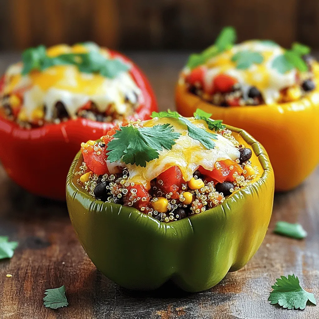 Für gefüllte Paprika mit Quinoa benötigst du einige wichtige Zutaten. Diese Zutaten machen das Gericht nahrhaft und lecker. Hier ist eine Liste: - 4 mittelgroße Paprika (beliebige Farbe) - 1 Tasse Quinoa, gründlich gewaschen - 2 Tassen Gemüsebrühe - 1 Tasse schwarze Bohnen, abgetropft und gewaschen - 1 Tasse Mais, frisch oder gefroren - 1 kleine rote Zwiebel, gewürfelt - 2 Knoblauchzehen, fein gehackt - ½ Tasse gewürfelte Tomaten (frisch oder aus der Dose) Die Quinoa bringt viele Nährstoffe mit. Sie ist eine tolle Proteinquelle. Die Paprika gibt dir einen süßen und frischen Geschmack. Die Bohnen und der Mais fügen Textur und Fülle hinzu. Die Gewürze machen das Gericht spannend. Hier sind die Gewürze, die du brauchst: - 1 Teelöffel Kreuzkümmel - 1 Teelöffel geräuchertes Paprikapulver - Salz und Pfeffer nach Geschmack Kreuzkümmel bringt einen warmen, erdigen Geschmack. Das geräucherte Paprikapulver fügt ein rauchiges Aroma hinzu. Diese Gewürze bringen die Füllung zum Leben. Ein paar Toppings können das Gericht noch besser machen. Hier sind einige Optionen: - ½ Tasse geriebener Käse (Cheddar oder vegane Alternative) - Frischer Koriander oder Petersilie, zur Garnierung Der Käse schmilzt schön und gibt dir einen cremigen Geschmack. Frische Kräuter bringen Farbe und Frische. Du kannst die gefüllten Paprika so anpassen, wie du magst. Für die vollständige Zubereitung schaue dir das [Full Recipe] an. Zuerst heizen Sie Ihren Ofen auf 190°C vor. Dann nehmen Sie die Paprika und schneiden die Oberseiten ab. Entfernen Sie die Samen und die Innenmembran. Legen Sie die Paprika auf die Seite. So können Sie sie später einfach füllen. In einem mittelgroßen Topf bringen Sie die Gemüsebrühe zum Kochen. Fügen Sie die gewaschene Quinoa hinzu. Reduzieren Sie die Hitze und decken Sie den Topf ab. Lassen Sie die Quinoa 15 Minuten köcheln, bis die Brühe aufgesogen ist. In einer großen Pfanne erhitzen Sie etwas Olivenöl. Braten Sie die gewürfelte Zwiebel für 3-4 Minuten. Fügen Sie dann den Knoblauch, Kreuzkümmel und das geräucherte Paprikapulver hinzu. Rühren Sie alles gut um, bis es duftet. Geben Sie die schwarzen Bohnen, den Mais und die gewürfelten Tomaten in die Pfanne. Vermengen Sie alles gut und würzen Sie mit Salz und Pfeffer. Nehmen Sie die Pfanne vom Herd. Jetzt füllen Sie jede Paprika mit der Quinoamischung. Drücken Sie die Füllung leicht nach unten, damit sie gut passt. Stellen Sie die gefüllten Paprika aufrecht in eine Auflaufform. Wenn Sie möchten, streuen Sie den geriebenen Käse obenauf. Decken Sie die Form mit Folie ab und backen Sie die Paprika 25 Minuten. Entfernen Sie die Folie und backen Sie weitere 10-15 Minuten. So werden die Paprika zart und der Käse schmilzt. Lassen Sie die Paprika kurz abkühlen und garnieren Sie sie mit frischem Koriander oder Petersilie. Für die vollständige Anleitung, schauen Sie sich das Full Recipe an. Um die Paprika perfekt zu machen, wähle frische, feste Früchte. Die Farben sind nicht nur schön, sondern auch wichtig. Rote, gelbe und grüne Paprika haben verschiedene Geschmäcker. Vor dem Füllen schneide die Oberseite ab und entferne die Samen. So kannst du die Füllung besser einfüllen. Dann blanchiere die Paprika kurz in kochendem Wasser. Das macht sie zarter und hilft beim Kochen. Ein häufiger Fehler ist, die Paprika zu überfüllen. Lass etwas Platz oben, damit die Füllung nicht herausquillt. Achte darauf, die Füllung gut zu drücken, damit sie nicht locker bleibt. Verwende auch die richtige Menge Gewürze. Zu viel Salz oder Pfeffer kann den Geschmack ruinieren. Mixe die Füllung gut, damit alle Zutaten sich verbinden. Um mehr Geschmack zu bekommen, kannst du verschiedene Gewürze ausprobieren. Füge frische Kräuter wie Basilikum oder Oregano hinzu. Diese bringen frische Aromen. Auch ein Spritzer Zitronensaft kann helfen, die Aromen zu heben. Wenn du es scharf magst, füge etwas Chili oder Cayennepfeffer hinzu. Du kannst auch etwas Limettensaft vor dem Servieren darüber träufeln. Das gibt einen tollen Kick! {{image_4}} Für eine vegane Version der gefüllten Paprika können Sie den Käse einfach weglassen. Stattdessen verwenden Sie eine pflanzliche Käsealternative. Auch Tofu oder Tempeh sind tolle Proteinquellen. Zerdrücken Sie diese und mischen Sie sie in die Füllung. Dies gibt den Paprika einen herzhaften Biss. Diese gefüllten Paprika sind bereits glutenfrei, da Quinoa kein Gluten enthält. Für eine low-carb Variante können Sie die Quinoa durch Blumenkohlreis ersetzen. Dies reduziert die Kohlenhydrate erheblich. Mischen Sie zusätzlich Zucchini oder Spinat in die Füllung für mehr Nährstoffe und weniger Kalorien. Sie können die Farben der Paprika variieren, um das Gericht ansprechender zu gestalten. Gelbe, rote oder grüne Paprika sind alle lecker. Nutzen Sie saisonales Gemüse wie Zucchini oder frische Tomaten, um den Geschmack zu verbessern. Auch Kräuter wie Basilikum oder Thymian bringen frische Aromen in die Füllung. Um die Reste deiner gefüllten Paprika mit Quinoa frisch zu halten, lege sie in einen luftdichten Behälter. Du kannst sie auch in Frischhaltefolie wickeln. Achte darauf, die Paprika vollständig abkühlen zu lassen, bevor du sie lagerst. So bleibt der Geschmack erhalten und die Paprika werden nicht matschig. Um die gefüllten Paprika aufzuwärmen, benutze den Ofen. Heize ihn auf 180°C vor. Lege die Paprika in eine Auflaufform und decke sie mit Folie ab. So trocknen sie nicht aus. Backe sie etwa 15 bis 20 Minuten, bis sie durchgewärmt sind. Du kannst auch die Mikrowelle nutzen. Stelle die Paprika in eine mikrowellengeeignete Schüssel und decke sie ab. Erwärme sie für 2-3 Minuten. Im Kühlschrank halten sich die gefüllten Paprika 3 bis 5 Tage. Achte darauf, sie gut abzudecken. Im Gefrierfach kannst du sie bis zu 3 Monate lagern. Stelle sicher, dass sie in einem gefrierfesten Behälter sind. So bleibt die Qualität erhalten. Wenn du sie auftauen möchtest, lege sie über Nacht in den Kühlschrank. So schmecken sie am besten. Das Kochen der gefüllten Paprika dauert etwa 35 bis 40 Minuten. Zuerst backen wir sie 25 Minuten mit Folie. Dann entfernen wir die Folie und backen sie weitere 10 bis 15 Minuten. In dieser Zeit werden die Paprika weich und der Käse schmilzt. Ja, Sie können gefüllte Paprika im Voraus zubereiten. Füllen Sie die Paprika und stellen Sie sie in den Kühlschrank. Sie können sie bis zu zwei Tage vor dem Backen vorbereiten. Wenn Sie sie backen möchten, nehmen Sie sie einfach aus dem Kühlschrank und backen Sie sie direkt. Es gibt viele leckere Optionen für Füllungen. Sie können zum Beispiel Reis, Linsen oder sogar Hackfleisch verwenden. Gemüse wie Zucchini oder Spinat passt auch gut. Experimentieren Sie mit verschiedenen Gewürzen und Kräutern, um neue Aromen zu entdecken. Für eine mexikanische Note fügen Sie Taco-Gewürz hinzu. Für eine italienische Note verwenden Sie Basilikum und Parmesan. Für das vollständige Rezept schauen Sie sich die [Full Recipe] an. Gefüllte Paprika sind ein tolles Gericht, das leicht zu machen ist. Wir haben die wichtigen Zutaten, die Schritte zum Kochen und nützliche Tipps besprochen. Denk daran, verschiedene Füllungen auszuprobieren, um neue Geschmäcker zu entdecken. Mit den richtigen Tricks vermeidest du häufige Fehler. Reste sind einfach zu lagern und schmecken auch am nächsten Tag gut. Nutze die Antworten auf häufige Fragen, um deine Kochzeit zu planen. So machst du das Gericht perfekt und bringst Vielfalt auf deinen Tisch.