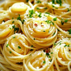 - Spaghetti: Diese langen, dünnen Teigwaren sind die Basis. Sie nehmen den Geschmack gut auf. - Knoblauch: Frisch, dünn geschnitten. Er gibt Aromen und einen tollen Duft. - Olivenöl: Verwende extra natives Olivenöl für den besten Geschmack. Es ist gesund und aromatisch. - Rote Paprikaflocken: Sie bringen die Schärfe ins Gericht. Du kannst die Menge anpassen. - Petersilie: Frisch gehackt, verleiht sie dem Gericht Farbe und Frische. - Zitronenabrieb: Optional, aber es fügt einen tollen Zitrusgeschmack hinzu. - Parmesan: Frisch gerieben, gibt er einen herzhaften Geschmack. Perfekt zum Servieren. - Hochwertiges Olivenöl verwenden: Achte darauf, dass es kaltgepresst ist. Das verbessert den Geschmack. - Frisch gehackte Petersilie: Diese sorgt für mehr Aroma. Trockenpetersilie kann den Geschmack mindern. Wenn du diese Zutaten auswählst, wirst du Spaghetti Aglio e Olio in vollem Aroma genießen. Du kannst alle Details im [Full Recipe] nachlesen. - Wasser vorbereiten: Fülle einen großen Topf mit Wasser. Füge reichlich Salz hinzu. Das Salz bringt Geschmack in die Pasta. Bringe das Wasser zum Kochen. - Spaghetti richtig garen: Gib die Spaghetti ins kochende Wasser. Koche sie nach Packungsanweisung al dente. Das bedeutet, sie sind weich, aber noch bissfest. Bevor du die Pasta abgießt, hebe eine Tasse Nudelwasser auf. Das Wasser hilft später, die Sauce zu binden. - Knoblauch braten: Erhitze in einer großen Pfanne das Olivenöl. Das Öl sollte warm, aber nicht rauchend sein. Füge die dünn geschnittenen Knoblauchzehen hinzu. Brate sie 2-3 Minuten, bis sie goldbraun sind. Achte darauf, dass sie nicht verbrennen. Verbrennter Knoblauch schmeckt bitter. - Achten auf die richtige Temperatur: Halte die Hitze bei mittlerer Temperatur. Wenn das Öl zu heiß ist, brennt der Knoblauch schneller. Bei der richtigen Temperatur entfaltet der Knoblauch sein volles Aroma. - Die richtige Konsistenz erreichen: Gib die abgetropften Spaghetti in die Pfanne mit dem Knoblauchöl. Mische alles gut, damit die Spaghetti gleichmäßig mit dem Öl überzogen sind. Wenn die Pasta zu trocken aussieht, füge nach und nach etwas vom Nudelwasser hinzu. So erreichst du die perfekte Konsistenz. - Abschmecken und anrichten: Rühre die gehackte Petersilie und den Zitronenabrieb ein. Schmecke mit Salz ab. Mische alles gut. Serviere die Spaghetti Aglio e Olio sofort. Garniere sie nach Belieben mit frischer Petersilie und Parmesan. - Knoblauch überkochen: Achte darauf, den Knoblauch nicht zu lange zu braten. Wenn er zu braun wird, schmeckt er bitter. Ein goldener Farbton ist ideal. - Übermäßiges Kochen der Spaghetti: Koche die Spaghetti nur bis sie "al dente" sind. Überkochen macht sie matschig. Lies die Anweisungen auf der Verpackung, um die richtige Zeit zu finden. - Alternativen für die Schärfe: Wenn du die Schärfe anpassen möchtest, probiere frische Chili oder Chiliöl. Diese Optionen bringen auch Farbe auf den Teller. - Verwendung von Kräutern: Frische Kräuter wie Basilikum oder Oregano geben dem Gericht einen neuen Geschmack. Du kannst auch Thymian verwenden, um einen besonderen Twist zu erzielen. - Essenspräsentation: Serviere die Pasta in einer großen Schüssel oder auf Tellern. Forme die Spaghetti in einem Nest und dekoriere sie mit frischer Petersilie und etwas Zitronenabrieb für einen schönen Kontrast. - Beilagen für Spaghetti Aglio e Olio: Ein einfacher grüner Salat oder knuspriges Brot passen gut dazu. Diese Beilagen ergänzen das Gericht und machen das Essen noch genussvoller. Für das vollständige Rezept, schau dir das Rezept Knoblauch Glück Spaghetti Aglio e Olio an. {{image_4}} Um Spaghetti Aglio e Olio noch schmackhafter zu machen, füge frisches Gemüse hinzu. Brokkoli, Zucchini oder Paprika sind tolle Optionen. Diese Gemüsesorten bringen Farbe und Textur. Koche sie kurz in der Pfanne, bevor du die Spaghetti hinzufügst. Das Gemüse wird knackig und behält seinen Geschmack. Wenn du mehr Protein möchtest, sind Garnelen oder Hähnchen ideal. Garnelen geben der Pasta einen feinen Meeresgeschmack. Brate sie einfach im Olivenöl an, bis sie rosa sind. Für Hähnchen kannst du kleine Stücke in die Pfanne geben. Sie sollten gut durchgegart sein, bevor du die Spaghetti hinzufügst. So wird das Gericht noch sättigender. In Italien gibt es viele regionale Varianten von Spaghetti Aglio e Olio. In Neapel fügen viele eine Prise Petersilie hinzu. In Rom nutzen einige zusätzlich Pecorino-Käse für mehr Geschmack. Jede Region hat ihre eigene Note, die das Gericht besonders macht. Probiere verschiedene Varianten aus und finde deine Lieblingsversion! Wenn du Spaghetti Aglio e Olio machst, bleiben oft Reste übrig. Bewahre diese Reste in einem luftdichten Behälter auf. Stelle den Behälter sofort in den Kühlschrank. So bleiben die Spaghetti frisch und schmackhaft. Du kannst sie für bis zu drei Tage aufbewahren. Um die Reste richtig aufzuwärmen, gibt es einige gute Methoden. Du kannst die Spaghetti in einer Pfanne mit etwas Olivenöl erhitzen. Erhitze sie bei mittlerer Hitze. Rühre die Pasta oft um, damit sie gleichmäßig warm wird. Eine andere Möglichkeit ist, die Spaghetti in der Mikrowelle zu erwärmen. Lege sie in eine mikrowellengeeignete Schüssel und füge einen Esslöffel Wasser hinzu. Decke die Schüssel ab und erwärme die Pasta in kurzen Intervallen. Wie lange sind die Reste frisch? Wenn du die Spaghetti richtig lagerst, bleiben sie drei Tage genießbar. Nach dieser Zeit kann der Geschmack nachlassen. Achte auch auf das Aussehen und den Geruch. Wenn etwas nicht frisch aussieht oder riecht, wirf es besser weg. Sicherheit geht vor! Die Zubereitung dauert nur 10 Minuten. Das Kochen der Spaghetti braucht etwa 10 Minuten. Ingesamt sind es also 20 Minuten für ein schnelles und köstliches Gericht. Ja, du kannst die roten Paprikaflocken weglassen. Ohne sie wird das Gericht milder. Du verlierst etwas Schärfe, aber der Knoblauch und das Öl bleiben aromatisch. Ja, es ist eine einfache und gesunde Mahlzeit. Die Zutaten sind frisch und leicht. Olivenöl enthält gesunde Fette. Achte auf die Menge an Salz und Öl, um die Kalorien zu kontrollieren. Dieses Gericht stammt aus Italien, besonders aus der Region Kampanien. Es ist ein einfaches, traditionelles Gericht, das meist von Landarbeitern zubereitet wurde. Es zeigt, wie man mit wenigen Zutaten viel Geschmack erzielt. Für die vollständigen Rezeptdetails und mehr Tipps, schau dir das Rezept an. Spaghetti Aglio e Olio ist einfach und lecker. Du brauchst nur wenige Zutaten und kannst es schnell zubereiten. Hochwertiges Olivenöl und frischer Knoblauch sind wichtig. Vermeide häufige Fehler, um das beste Ergebnis zu erzielen. Probiere Variationen aus, um neue Geschmäcker zu entdecken. Achte darauf, die Reste richtig aufzubewahren, damit sie frisch bleiben. Mit den Tipps und Antworten in diesem Artikel wird dein Gericht sicher ein Hit! Genieße das Kochen und die leckeren Ergebnisse.