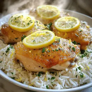 Um das leckere Gericht Lemon Herb Chicken and Rice zuzubereiten, benötigst du folgende Zutaten: - 4 Hautless, entbeinte Hähnchenschenkel - 1 Tasse Basmati-Reis - 2 Tassen natriumreduzierte Hühnerbrühe - 2 Esslöffel Olivenöl - 2 Knoblauchzehen, fein gehackt - Schale von 1 Zitrone (unbehandelt) - 2 Esslöffel frischer Zitronensaft - 1 Teelöffel getrockneter Thymian - 1 Teelöffel getrockneter Oregano - 1 Teelöffel Paprika - Salz und Pfeffer nach Geschmack - Frische Petersilie, gehackt (zum Garnieren) - Zitronenscheiben (zum Garnieren) Die Schale der Zitrone bringt einen tollen frischen Geschmack. Sie gibt dem Gericht eine lebendige Note. Frischer Zitronensaft verstärkt den Geschmack ebenfalls. Verwende frische Kräuter wie Petersilie für den besten Geschmack. Diese Zutaten machen das Gericht besonders und lecker. Wenn du keine Hähnchenschenkel hast, kannst du auch Hähnchenbrust verwenden. Der Basmati-Reis kann durch Jasminreis ersetzt werden. Wenn du keine Hühnerbrühe hast, nimm einfach Wasser, aber die Brühe gibt mehr Geschmack. Auch die Gewürze sind flexibel. Verwende, was du magst, wie Rosmarin oder Basilikum. Beginne mit der Marinade. Vermische in einer Schüssel das Olivenöl, den Knoblauch, die Zitronenschale, den Zitronensaft, den Thymian, Oregano, Paprika, Salz und Pfeffer. Rühre alles gut um. Lege die Hähnchenschenkel in die Marinade und stelle sicher, dass sie gut bedeckt sind. Lass das Hähnchen mindestens 30 Minuten marinieren. Diese Zeit hilft, die Aromen tief einzuziehen. Erhitze eine große Pfanne bei mittlerer Hitze. Nimm die marinierten Hähnchenschenkel aus der Schüssel und lege sie in die Pfanne. Brate das Hähnchen etwa 5-6 Minuten auf jeder Seite. Es sollte goldbraun und durchgegart sein. Nimm das Hähnchen aus der Pfanne und lege es beiseite. Diese Schritte sind wichtig, um das Hähnchen saftig und voll von Geschmack zu halten. In derselben Pfanne füge den Basmati-Reis hinzu. Röste ihn etwa 2 Minuten lang unter häufigem Rühren. Der Reis sollte leicht durchsichtig werden. Gieße nun die Hühnerbrühe dazu und bringe alles zum Kochen. Sobald es kocht, reduziere die Hitze, decke die Pfanne ab und lasse den Reis 15 Minuten köcheln. Nach der Kochzeit nimm die Pfanne vom Herd und lass sie 5 Minuten abgedeckt ruhen. Lockere den Reis mit einer Gabel auf. Jetzt ist der Reis bereit, das Hähnchen zu empfangen. Lege das Hähnchen wieder in die Pfanne auf den Reis. Decke die Pfanne erneut ab und halte das Gericht warm. Das ist der Moment, um alle Aromen zusammenzubringen. Für das volle Rezept, schau dir die Details in der [Full Recipe] an. Die Marinade macht den Unterschied. Mische Olivenöl, Knoblauch, Zitronensaft und Gewürze. Diese Mischung bringt viel Geschmack. Lass das Hähnchen mindestens 30 Minuten marinieren. So ziehen die Aromen gut ein. Du kannst auch über Nacht marinieren. Das gibt dem Hähnchen noch mehr Geschmack. Das Hähnchen sollte goldbraun sein und innen saftig. Brate es auf mittlerer Hitze etwa 5-6 Minuten pro Seite. Verwende ein Fleischthermometer, um sicherzugehen. Die Innentemperatur sollte 75 Grad Celsius erreichen. So bleibt das Hähnchen zart und lecker. Reis kann leicht klebrig werden. Röste ihn vor dem Kochen für 2 Minuten in der Pfanne. Dadurch wird er leicht und fluffig. Nachdem du die Brühe hinzufügst, koche den Reis bei niedriger Hitze. Lass ihn 15 Minuten abgedeckt stehen. Nach dem Kochen mit einer Gabel auflockern. So bleibt der Reis locker und perfekt. Verwende die Tipps für deine Zesty Lemon Herb Chicken & Rice. Sie helfen dir, das Gericht noch besser zu machen! {{image_4}} Du kannst viele Gemüsearten in dein Gericht einfügen. Brokkoli, Karotten und Erbsen sind tolle Optionen. Sie fügen Farbe und Nährstoffe hinzu. Einfach das Gemüse in die Pfanne geben, nachdem du das Hähnchen angebraten hast. Lass es kurz garen, bevor du den Reis hinzufügst. So bleibt das Gemüse knackig und frisch. Wenn du etwas Abwechslung willst, probiere andere Reissorten. Quinoa ist eine gesunde Wahl. Es hat viele Ballaststoffe und Protein. Du kannst auch Wildreis verwenden, um einen nussigen Geschmack zu bekommen. Bereite die Reisalternative wie im Rezept vor. Achte darauf, die Kochzeit entsprechend anzupassen. Du kannst die Aromen leicht verändern. Füge zum Beispiel frische Kräuter wie Basilikum oder Rosmarin hinzu. Sie bringen frische Aromen. Eine Prise Cayennepfeffer kann das Gericht würziger machen. Auch eine Sojasauce kann interessante Umami-Noten hinzufügen. Experimentiere mit den Gewürzen, um deinen persönlichen Geschmack zu finden. Nach dem Essen bleiben oft Reste übrig. Du kannst die Reste in einem luftdichten Behälter aufbewahren. Stelle sicher, dass der Behälter sauber ist. Lagere ihn im Kühlschrank. So bleiben Hähnchen und Reis frisch. Es ist am besten, die Reste innerhalb von 3 bis 4 Tagen zu essen. Achte darauf, die Reste gut zu kühlen. So vermeidest du, dass Bakterien wachsen. Wenn du die Reste länger aufbewahren möchtest, kannst du sie einfrieren. Teile die Reste in Portionen auf. Lege sie in gefriersichere Behälter oder Beutel. Drücke die Luft heraus, bevor du sie verschließt. So bleibt das Gericht bis zu 3 Monate frisch. Wenn du bereit bist, das Gericht zu essen, ziehe es einfach aus dem Gefrierfach. Um das Gericht wieder aufzuwärmen, gibt es einige einfache Schritte. Du kannst die Reste in der Mikrowelle aufwärmen. Stelle sicher, dass du sie in einem mikrowellengeeigneten Behälter hast. Decke den Behälter mit einem Deckel oder einem feuchten Papiertuch ab. So wird das Gericht gleichmäßig heiß. Du kannst das Gericht auch in einer Pfanne auf dem Herd aufwärmen. Füge etwas Wasser oder Brühe hinzu, um es saftig zu halten. Rühre regelmäßig um, damit alles gut warm wird. Du kannst Lemon Herb Chicken und Rice bis zu drei Tage im Kühlschrank aufbewahren. Stelle sicher, dass du das Gericht in einem luftdichten Behälter lagerst, um den Geschmack zu erhalten. Nach drei Tagen kann die Frische nachlassen, und die Textur könnte sich ändern. Ja, du kannst das Rezept im Voraus zubereiten. Mariniere das Hähnchen am Abend davor und stelle es in den Kühlschrank. Dadurch ziehen die Aromen besser ein. Du kannst auch den Reis bereits kochen und später wieder aufwärmen. So sparst du Zeit am Tag des Servierens. Wenn du keinen Basmati-Reis hast, kannst du auch Jasminreis oder Langkornreis verwenden. Diese Reisarten haben ähnliche Kochzeiten und Texturen. Du kannst sogar Quinoa oder Couscous für eine andere Konsistenz ausprobieren. Jedes dieser Alternativen bringt einen anderen Geschmack, der gut zu diesem Gericht passt. In diesem Artikel haben wir die besten Zutaten für leckeres Hähnchenreis besprochen. Sie haben gelernt, wie man das Hähnchen mariniert und richtig brät. Fluffiger Reis ist ebenfalls wichtig. Denken Sie an Variationen mit mehr Gemüse und Reisalternativen. Denken Sie immer an die passende Aufbewahrung. Werfen Sie einen Blick auf die FAQs für weitere Tipps. Mit diesen Fakten können Sie ein schmackhaftes Gericht zaubern. Probieren Sie es aus und genießen Sie Ihr eigenes Meisterwerk!