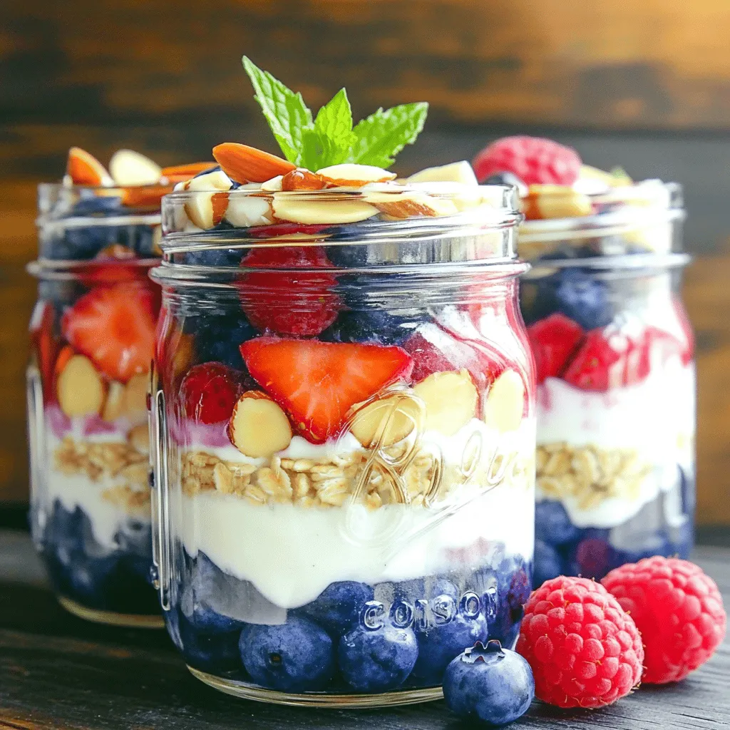 Um die perfekten Beeren-Magie Übernacht-Haferflocken zuzubereiten, benötigst du diese Zutaten: - 1 Tasse zarte Haferflocken - 1 ½ Tassen Mandelmilch (oder Milch nach Wahl) - ½ Tasse griechischer Joghurt (oder pflanzenbasierter Joghurt) - 1 Esslöffel Chiasamen - 2 Esslöffel Ahornsirup (oder Honig) - 1 Teelöffel Vanilleextrakt - ½ Tasse gemischte Beeren (Erdbeeren, Blaubeeren, Himbeeren) - 2 Esslöffel geschnittene Mandeln - Frische Minzblätter zur Garnitur Diese Zutaten bieten dir eine tolle Basis. Die Haferflocken geben dir die nötige Energie, während die Beeren für den süßen Geschmack sorgen. Chiasamen fügen gesunde Fette hinzu. Falls du einige Zutaten nicht hast, gibt es tolle Alternativen: - Statt Mandelmilch kannst du auch Hafer- oder Sojamilch verwenden. - Griechischer Joghurt kann durch Kokos- oder Sojajoghurt ersetzt werden. - Verwende Agavendicksaft anstelle von Ahornsirup, wenn du es süßer magst. - Du kannst jede Frucht verwenden, die du magst, wie Äpfel oder Bananen. Es ist wichtig, dass du die Zutaten an deinen Geschmack anpasst. So wird das Rezept noch besser! Frische Beeren machen deine Übernacht-Haferflocken besonders lecker. Achte beim Kauf auf: - Farbe: Wähle Beeren mit leuchtenden Farben. Sie sind frisch und süß. - Festigkeit: Die Beeren sollten fest sein, nicht matschig oder weich. - Geruch: Rieche an den Beeren. Sie sollten süß und frisch duften. Wenn du frische Beeren findest, benutze sie sofort. So bleibt der Geschmack am besten. Wenn du gefrorene Beeren verwendest, lass sie vorher auftauen. So schmecken sie gleich gut! Um deine Berry Burst Overnight Oats perfekt vorzubereiten, brauchst du frische Zutaten. Sammle alles, was du benötigst: - 1 Tasse zarte Haferflocken - 1 ½ Tassen Mandelmilch (oder Milch nach Wahl) - ½ Tasse griechischer Joghurt (oder pflanzenbasierter Joghurt) - 1 Esslöffel Chiasamen - 2 Esslöffel Ahornsirup (oder Honig) - 1 Teelöffel Vanilleextrakt - ½ Tasse gemischte Beeren (Erdbeeren, Blaubeeren, Himbeeren) - 2 Esslöffel geschnittene Mandeln - Frische Minzblätter zur Garnitur 1. Nimm eine große Rührschüssel. Gib die Haferflocken, Mandelmilch, Joghurt, Chiasamen, Ahornsirup und Vanilleextrakt hinein. 2. Rühre die Mischung gut um. Achte darauf, dass alle Zutaten gleichmäßig vermischt sind. 3. Füge die gemischten Beeren vorsichtig hinzu. Mische sie sanft, damit sie nicht zerdrückt werden. 4. Teile die Haferflocken-Mischung gleichmäßig auf zwei Gläser auf. Nutze Einmachgläser oder andere Behälter mit Deckel. 5. Verschließe die Gläser gut. Stelle sie über Nacht oder mindestens vier Stunden in den Kühlschrank. 6. Am Morgen rühre die Haferflocken gut durch. Probiere sie und füge bei Bedarf mehr Ahornsirup hinzu. 7. Garniere jedes Glas mit geschnittenen Mandeln und frischen Minzblättern, bevor du servierst. Die richtige Konsistenz ist wichtig. Die Haferflocken sollten weich, aber nicht matschig sein. Wenn du sie länger im Kühlschrank lässt, werden sie noch weicher. Achte darauf, genug Flüssigkeit hinzuzufügen, wenn du eine cremigere Textur wünschst. Du kannst die Konsistenz nach deinem Geschmack anpassen. Um die besten Overnight Oats zu machen, halte dich an einige einfache Regeln: - Verwende frische Zutaten. Frische Beeren und Milch sorgen für den besten Geschmack. - Lass sie lange genug ziehen. Mindestens 4 Stunden, idealerweise über Nacht. - Rühre gut um. Mische alles ordentlich, damit sich die Aromen verbinden. - Nutze den richtigen Behälter. Ein luftdichtes Glas hält deine Oats frisch. Die Süße ist wichtig für den Geschmack deiner Overnight Oats. Hier sind einige Tipps: - Beginne mit weniger Süße. Du kannst immer mehr hinzufügen, wenn nötig. - Verwende natürliche Süßstoffe. Honig oder Ahornsirup sind tolle Optionen. - Probiere Früchte aus. Geschnittene Banane oder Datteln geben auch eine natürliche Süße. - Schmecke ab. Rühre und koste, bevor du mehr Süße hinzufügst. Garnituren machen deine Overnight Oats schöner und leckerer. Hier sind einige Ideen: - Frische Minze. Ein Blatt oder zwei geben Frische. - Nüsse und Samen. Geschnittene Mandeln oder Walnüsse fügen Knusprigkeit hinzu. - Zusätzliche Beeren. Eine Handvoll Beeren oben drauf sieht gut aus und schmeckt toll. - Joghurt-Tupfer. Ein Klecks Joghurt oben drauf macht es cremig. Mit diesen Tipps wird dein Berry Burst Overnight Oats Rezept noch besser. Für die genauen Schritte, schaue dir das Full Recipe an. {{image_4}} Du kannst die Beeren-Magie Übernacht-Haferflocken leicht anpassen. Probiere verschiedene Früchte aus. Zum Beispiel, füge Bananen oder Pfirsiche hinzu. Diese Früchte passen gut zu Haferflocken. Auch exotische Früchte wie Mango oder Ananas sind lecker. Mixe sie mit deinen Lieblingsbeeren für mehr Geschmack. Achte darauf, dass die Früchte frisch sind. So bleibt dein Frühstück gesund und nahrhaft. Wenn du mehr Protein möchtest, ist das einfach. Füge einen Löffel Nussbutter hinzu. Mandel- oder Erdnussbutter sind besonders gut. Du kannst auch pflanzliches Proteinpulver verwenden. Ein Esslöffel reicht aus. So wird dein Frühstück nicht nur sättigend, sondern auch energiefördernd. Diese kleinen Änderungen machen viel aus. Sie halten dich länger satt und stärken deine Muskeln. Wenn du vegan oder glutenfrei essen möchtest, ist das kein Problem. Verwende einfach pflanzenbasierte Milch und Joghurt. Mandelmilch oder Hafermilch sind klasse Alternativen. Achte darauf, glutenfreie Haferflocken zu wählen. Viele Marken bieten diese Option an. So passt dein Frühstück in jede Diät. Es bleibt lecker und gesund. Für mehr Geschmack, füge Zimt oder Kakao hinzu. Das macht die Übernacht-Haferflocken noch besser. Du wirst sie lieben! Die Lagerung von Overnight Oats ist ganz einfach. Nutze gut verschlossene Gläser. So bleiben die Haferflocken frisch. Stelle die Gläser in den Kühlschrank. Achte darauf, dass die Gläser nicht umfallen. Lagere sie an einem Ort, wo sie nicht stören. Wenn du mehrere Portionen machst, verwende verschiedene Gläser. So hast du eine tolle Auswahl. Die Haltbarkeit ist beeindruckend. Im Kühlschrank halten sich die Haferflocken bis zu 3 Tage. Nach dieser Zeit können sie an Geschmack verlieren. Achte darauf, dass sie gut aussehen und riechen. Wenn du einen seltsamen Geruch bemerkst, entsorge sie. Es ist besser, auf Nummer sicher zu gehen. Bleibt etwas übrig? Kein Problem! Verwandle die Reste in einen köstlichen Smoothie. Füge etwas Obst und Milch hinzu und püriere alles. Du kannst die Haferflocken auch in Muffins verwenden. Mixe sie mit etwas Teig und backe sie. Das gibt einen tollen Snack! Sei kreativ und genieße die Vielfalt der Möglichkeiten. Overnight Oats sollten mindestens 4 Stunden im Kühlschrank stehen. Ich empfehle, sie über Nacht zu lassen. So quellen die Haferflocken gut und werden weich. Je länger sie stehen, desto besser wird die Textur. Ja, du kannst die Haferflocken warm essen. Wenn du sie warm magst, erwärme sie einfach in der Mikrowelle. Stelle sicher, dass du sie vorher gut umrührst. So verteilen sich die Wärme und die Aromen gleichmäßig. Ja, Overnight Oats sind sehr gesund. Sie enthalten Ballaststoffe, die gut für die Verdauung sind. Auch die Beeren liefern wichtige Vitamine und Antioxidantien. Die Kombination aus Haferflocken und Joghurt bietet eine gute Menge an Protein. So bleibst du lange satt und hast viel Energie für den Tag. Für das komplette Rezept empfehle ich dir, die Beeren-Magie Übernacht-Haferflocken auszuprobieren. Beeren-Magie Übernacht-Haferflocken sind einfach und nahrhaft. Wir haben die Hauptzutaten, Alternativen und Auswahl frischer Beeren besprochen. Die Schritt-für-Schritt-Anleitung hilft dir bei der Zubereitung. Tipps und Tricks geben Hinweise zur Anpassung und Garnierung. Variationen bieten neue Geschmackserlebnisse. Gute Aufbewahrung verlängert die Haltbarkeit und kreative Resteverwertung macht's spannend. Probiere diese leckeren Haferflocken aus und mache sie zu deinem gesunden Frühstück!