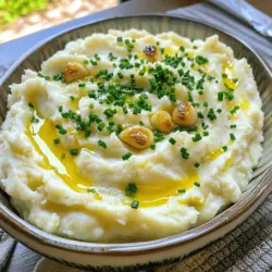 - 1 großer Kopf Blumenkohl - 1 Kopf Knoblauch - 2 Esslöffel Olivenöl - 1/4 Tasse ungesüßte Mandelmilch - 2 Esslöffel ungesalzene Butter - Salz und Pfeffer nach Geschmack - Frische Schnittlauch oder Petersilie, gehackt Um ein leckeres rotes Knoblauch-Blumenkohl-Püree zu erhalten, benötigst du frische Zutaten. Der Blumenkohl ist die Hauptzutat. Er gibt dem Püree eine cremige Textur. Der Knoblauch sorgt für einen köstlichen, kräftigen Geschmack. Das Olivenöl hilft, die Aromen zu verbinden und das Gemüse beim Rösten zu bräunen. Mandelmilch macht das Püree noch cremiger und gibt eine leichte Süße. Verwende ungesalzene Butter für einen reichhaltigen Geschmack. Für das Würzen sind Salz und Pfeffer wichtig. Frische Kräuter wie Schnittlauch oder Petersilie sind perfekt, um das Püree zu garnieren. Sie bringen Farbe und Frische ins Gericht. So einfach ist es, mit diesen Zutaten ein köstliches Gericht zuzubereiten! Du findest die vollständige Anleitung im Full Recipe. - Heize deinen Ofen auf 200°C vor. - Nimm einen Kopf Knoblauch und schneide die Spitze ab. Beträufle ihn mit 1 Esslöffel Olivenöl. - Teile den Blumenkohl in Röschen und verteile sie gleichmäßig auf einem Backblech. - Träufle den restlichen Esslöffel Olivenöl über die Röschen. Würze sie mit Salz und Pfeffer. - Wende die Röschen, damit sie gleichmäßig bedeckt sind. - Lege das eingewickelte Knoblauchpaket auf das Backblech. Röste beides im Ofen für 30–35 Minuten, bis der Blumenkohl zart und der Knoblauch weich ist. - Nimm den Knoblauch aus dem Ofen und lasse ihn kurz abkühlen. - Drücke die gerösteten Knoblauchzehen aus ihrer Haut in eine Schüssel und zerdrücke sie mit einer Gabel. - Gib den gerösteten Blumenkohl in eine Küchenmaschine. Füge das zerdrückte Knoblauch, die Mandelmilch und die Butter hinzu. - Mixe alles, bis eine glatte und cremige Konsistenz erreicht ist. - Schmecke das Püree mit mehr Salz und Pfeffer ab und mische gut durch. - Serviere das Püree warm, garniert mit frischem Schnittlauch oder Petersilie für einen schönen Farbkontrast. Für die vollständige Anleitung und alle Details schau dir das Rezept für gerösteten Knoblauch-Blumenkohl-Püree an. Um den besten Geschmack aus deinem Blumenkohl herauszuholen, röste ihn gut. Schneide den Blumenkohl in gleichmäßige Röschen. So garen sie gleichmäßig. Ein wenig Olivenöl hilft, die Röschen schön knusprig zu machen. Achte darauf, den Blumenkohl nicht zu überladen. Lass genug Platz auf dem Blech, damit die Röschen rösten können. Die Konsistenz des Pürees ist wichtig. Du willst ein glattes, cremiges Püree. Nutze eine Küchenmaschine für das beste Ergebnis. Füge die Mandelmilch nach und nach hinzu. So kannst du die perfekte Cremigkeit erreichen. Wenn das Püree zu dick ist, kannst du mehr Milch hinzufügen. Achte darauf, nicht zu viel auf einmal zu geben. Garnieren ist der Schlüssel zu einem schönen Gericht. Frischer Schnittlauch oder Petersilie bringt Farbe ins Püree. Schneide die Kräuter fein und streue sie kurz vor dem Servieren darüber. Dies gibt dem Gericht Frische und Geschmack. Du kannst das Püree auch gut kombinieren. Es passt toll zu gegrilltem Fleisch oder Fisch. Serviere es als Beilage zu einem herzhaften Steak oder einem vegetarischen Gericht. Es ist vielseitig und lecker. Du kannst das Püree auch mit einer Sauce toppen, um es noch schmackhafter zu machen. {{image_4}} Du kannst Roasted Garlic Mashed Cauliflower ganz nach deinem Geschmack anpassen. Eine tolle Idee ist, Käse oder Hefeflocken hinzuzufügen. Diese Zutaten geben dem Püree einen herzhaften und reichhaltigen Geschmack. Wenn du es würziger magst, probiere Muskatnuss oder geräuchertes Paprikapulver. Diese Gewürze bringen eine neue Dimension in dein Gericht. Für vegane Varianten kannst du pflanzliche Butter und Milch verwenden. Mandelmilch ist eine gute Wahl, denn sie hat einen milden Geschmack. Du kannst auch andere pflanzliche Zutaten ausprobieren, wie Kokosmilch oder Cashewcreme. Diese Optionen machen dein Püree cremig und lecker, ohne tierische Produkte zu verwenden. Das Püree hält sich im Kühlschrank etwa 3 bis 5 Tage. Um die Frische zu bewahren, gebe das Püree in einen luftdichten Behälter. So bleibt der Geschmack erhalten, und das Püree trocknet nicht aus. Wenn du es länger aufbewahren möchtest, ist das Einfrieren eine gute Option. Um das Püree einzufrieren, lasse es zuerst abkühlen. Fülle es dann in einen geeigneten Behälter oder in Gefrierbeutel. Achte darauf, etwas Platz zu lassen, da das Püree beim Gefrieren expandiert. Zum Auftauen lege das Püree einfach über Nacht in den Kühlschrank. Du kannst es dann in einem Topf oder in der Mikrowelle wieder erwärmen. Rühre es gut durch, um die Konsistenz zu verbessern. So kannst du das köstliche Aroma genießen, wann immer du willst. Um Röstaromen zu bekommen, röste den Blumenkohl gut. Die Röstung bringt natürliche Süße hervor. Achte darauf, den Blumenkohl gleichmäßig zu würzen. Verwende genug Olivenöl, damit die Röschen nicht austrocknen. Je mehr Farbe der Blumenkohl hat, desto mehr Geschmack hat er. - Röste bei 200°C für 30-35 Minuten. - Wende die Röschen einmal während des Röstens. - Der Knoblauch sollte auch geröstet sein. Er wird süß und weich. Diese Schritte helfen dir, ein Püree mit vollem Geschmack zu machen. Du kannst auch etwas Muskatnuss hinzufügen, um den Geschmack zu verstärken. Ja, Blumenkohl ist sehr gesund. Er hat viele Nährstoffe und wenig Kalorien. Blumenkohl steckt voller Vitamine und Mineralien. Er ist reich an Vitamin C und K. Außerdem enthält er Antioxidantien, die gut für den Körper sind. - Blumenkohl hat viel Ballaststoffe, die gut für die Verdauung sind. - Er unterstützt das Immunsystem und hilft beim Abnehmen. - Blumenkohl ist auch gut für das Herz. Durch das Pürieren wird er leicht verdaulich und behält seine Nährstoffe. Ja, du kannst andere Gemüse verwenden. Wenn du Blumenkohl nicht magst, probiere diese Alternativen: - Brokkoli: Er hat einen ähnlichen Geschmack und Textur. - Süßkartoffeln: Sie sind süß und cremig, wenn sie püriert sind. - Karotten: Sie bringen eine süße Note in das Püree. Diese Gemüse können auch geröstet und püriert werden. Sie haben ihre eigenen Vorteile und Geschmäcker. So kannst du kreativ sein und neue Rezepte ausprobieren. Für das beste Ergebnis, halte die Röstaromen gleich. Für das vollständige Rezept, schau dir das Rezept für gerösteten Knoblauch-Blumenkohl-Püree an. Das Blumenkohlpüree ist einfach und lecker. Wir haben die Zutaten, Zubereitung, Tipps und Varianten besprochen. Wurst und Käse können dem Püree neue Aromen geben. Auch vegane Optionen sind leicht umzusetzen. Denke daran, das Püree richtig aufzubewahren. So bleibt es frisch und schmackhaft. Experimentiere mit Zutaten und finde deine Lieblingsversion. Du wirst die Vielseitigkeit von Blumenkohl lieben!