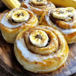- 3 reife Bananen, zerdrückt - 125 g weiche Butter - 100 g brauner Zucker Die Hauptzutaten sind einfach und lecker. Die reifen Bananen bringen viel Geschmack. Sie sind der Schlüssel zu saftigem und süßem Brot. Die Butter sorgt für eine zarte Textur und reichhaltigen Geschmack. Der braune Zucker gibt den Zimtschnecken eine angenehme Karamellnote. - 250 g Weizenmehl - 1/2 Teelöffel Salz - 1 Teelöffel Natron Die trockenen Zutaten sind wichtig für die Struktur. Das Weizenmehl gibt den Zimtschnecken Stabilität. Das Salz verstärkt den Geschmack und das Natron hilft, die Schnecken locker zu machen. - 1 Teelöffel Vanilleextrakt - 1 Teelöffel gemahlener Zimt - 60 ml Milch (oder pflanzliche Milch) - 30 g gehackte Walnüsse (optional) - 30 g Rosinen (optional) Diese Zutaten verleihen den Zimtschnecken das besondere Etwas. Vanilleextrakt und Zimt bringen Wärme und Tiefe. Milch sorgt für die richtige Konsistenz des Teigs. Die Walnüsse und Rosinen sind tolle Ergänzungen, aber ganz optional. Für die vollständige Anleitung schau dir das [Full Recipe] an. Zuerst zerdrücke drei reife Bananen in einer großen Schüssel. Füge 125 g weiche Butter hinzu. Mische alles gut, bis die Masse glatt ist. Jetzt kommen 100 g brauner Zucker und ein Teelöffel Vanilleextrakt dazu. Rühre weiter, bis alles gleichmäßig vermischt ist. In einer anderen Schüssel siebe 250 g Weizenmehl, 1/2 Teelöffel Salz und 1 Teelöffel Natron. Diese trockenen Zutaten gibst du nach und nach zur Bananenmischung. Achte darauf, dass du immer wieder gut rührst. So entsteht ein weicher Teig. Nehme den Teig aus der Schüssel und lege ihn auf eine bemehlte Fläche. Knete den Teig sanft für etwa zwei bis drei Minuten. Rolle ihn dann zu einem Rechteck von etwa 0,5 cm Dicke aus. Für die Füllung vermenge einen Teelöffel gemahlenen Zimt mit einem Esslöffel weicher Butter und einem Esslöffel braunem Zucker. Verteile diese Mischung gleichmäßig auf dem ausgerollten Teig. So bekommt dein Gebäck den perfekten Geschmack. Rolle den Teig vorsichtig von einer langen Seite auf. Drücke die Ränder gut zusammen, damit sie sich nicht öffnen. Schneide den aufgerollten Teig in etwa 2,5 cm dicke Stücke. Lege die Stücke in eine gefettete Backform. Heize den Ofen auf 175 °C vor. Lass die Zimtschnecken etwa 20 Minuten ruhen. Backe sie dann für 25 bis 30 Minuten. Sie sind fertig, wenn sie goldbraun sind. Für das gesamte Rezept, besuche bitte [Full Recipe]. Für einen perfekten Teig sind reife Bananen der Schlüssel. Sie bringen viel Geschmack und Feuchtigkeit. Verwende Bananen mit braunen Flecken. Diese sind süßer und weicher. Beim Kneten ist es wichtig, nicht zu viel zu drücken. Knete den Teig sanft, bis er glatt ist. Das dauert nur 2-3 Minuten. Wenn du den Teig ausrollst, mache ein Rechteck von etwa 0,5 cm Dicke. Das gibt dir gleichmäßige Schnecken. Der Guss ist einfach und lecker. Mische 120 g Puderzucker mit 2 Esslöffeln Milch. Rühre, bis die Mischung glatt ist. Achte darauf, dass keine Klumpen bleiben. Träufle den Guss über die warmen Zimtschnecken. Das gibt einen süßen Glanz und macht sie noch besser. Präsentiere die Zimtschnecken auf einem rustikalen Holzteller. Das sieht toll aus. Träufle den Guss darüber und füge einige Bananenscheiben hinzu. Eine Prise Zimt oben drauf sorgt für zusätzlichen Flair. Kombiniere die Schnecken mit einer Tasse Kaffee oder Tee. So wird das Frühstück oder der Snack noch besser. Für einen besonderen Touch serviere etwas Sahne oder Eis dazu. {{image_4}} Schokoladenstückchen machen alles besser! Du kannst sie einfach in den Teig einarbeiten. Sie schmelzen beim Backen und geben einen tollen Geschmack. Ich empfehle, etwa 100 g Schokoladenstückchen zu verwenden. Mische sie vorsichtig unter den Teig, bevor du ihn ausrollst. Deine Zimtschnecken werden dann eine süße Überraschung in jedem Bissen haben. Nüsse bringen Crunch und Geschmack. Wenn du keine Walnüsse magst, probiere Mandeln oder Haselnüsse. Du kannst auch eine Mischung aus verschiedenen Nüssen verwenden. Eine tolle Kombination ist, Walnüsse mit Pekannüssen zu mischen. Das gibt deinen Zimtschnecken noch mehr Textur und Geschmack. Für eine vegane Version kannst du pflanzliche Milch und Butter verwenden. Kokosmilch oder Mandelmilch sind gute Optionen. Ersetze die Butter durch vegane Margarine. So bleibt der Genuss und es ist auch für Veganer lecker. Weitere Alternativen sind Apfelmus oder Avocado, die du im Teig verwenden kannst. So wird dein Rezept vielseitig und für alle geeignet. Lagere die Bananenbrot-Zimtschnecken in einem luftdichten Behälter. So bleiben sie frisch. Die Schnecken halten sich im Kühlschrank etwa 3 bis 5 Tage. Stelle sicher, dass der Behälter gut verschlossen ist. So trocknen sie nicht aus und bleiben saftig. Wenn du die Zimtschnecken länger aufbewahren möchtest, friere sie einfach ein. Wickele jede Schnecke in Frischhaltefolie. Lege sie dann in einen gefrierfesten Beutel. So bleiben sie bis zu 3 Monate haltbar. Achte darauf, das Datum auf dem Beutel zu notieren. Um die gefrorenen Zimtschnecken aufzutauen, lege sie über Nacht in den Kühlschrank. Du kannst sie auch bei Raumtemperatur auftauen lassen. Das dauert etwa 1 bis 2 Stunden. Wenn du es eilig hast, nutze die Mikrowelle. Stelle sie auf niedrige Leistung für 30 Sekunden. Der beste Weg, die Zimtschnecken aufzuwärmen, ist der Ofen. Heize ihn auf 175 °C vor. Lege die Schnecken auf ein Backblech und backe sie 10 bis 15 Minuten. So werden sie warm und weich. Die Mikrowelle ist schneller, kann aber die Zimtschnecken gummiartig machen. Wenn du Zeit hast, wähle den Ofen. So bleiben sie fluffig und lecker. Wenn du das vollständige Rezept für Bananenbrot-Zimtschnecken möchtest, schau hier: [Full Recipe]. Ja, du kannst die Zimtschnecken im Voraus zubereiten. Bereite den Teig und die Füllung vor. Rolle den Teig auf und schneide die Stücke. Lege sie in eine Backform und decke sie ab. Du kannst die Schnecken bis zu einer Nacht im Kühlschrank lagern. Vor dem Backen lasse sie auf Zimmertemperatur kommen. So sparst du Zeit an einem geschäftigen Morgen. Bananenbrot-Zimtschnecken bleiben frisch für etwa 3 bis 4 Tage. Lagere sie in einem luftdichten Behälter. So bleiben sie weich und lecker. Du kannst die Schnecken auch einfrieren, wenn du sie länger aufbewahren möchtest. Wickel sie gut ein, um Gefrierbrand zu vermeiden. Zum Auftauen lasse sie einfach bei Raumtemperatur stehen. Ja, die Zimtfüllung lässt sich leicht anpassen. Du kannst mehr Zimt für einen stärkeren Geschmack hinzufügen. Oder mische andere Gewürze wie Muskatnuss oder Ingwer für eine neue Note. Auch Schokoladenstückchen passen gut zur Füllung. Lass deiner Kreativität freien Lauf und finde deine perfekte Mischung. So wird jedes Mal ein neues Geschmackserlebnis. Zusammenfassend hast du nun alle Zutaten und Schritte, um köstliche Bananenbrot-Zimtschnecken zu backen. Du kennst die Tipps, um den Teig perfekt zu machen und das beste Ergebnis zu erzielen. Stelle sicher, dass du deinen Zimtschnecken die richtige Pflege und Lagerung gibst. Mit diesen Anleitungen und Ideen kannst du einfach variieren und anpassen. Viel Spaß beim Backen und Genießen deiner einzigartigen Kreationen!