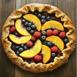 Für eine leckere Peach und Berry Galette brauche ich folgende Zutaten: - 2 reife Pfirsiche, in Scheiben geschnitten - 1 Tasse gemischte Beeren (Blaubeeren, Erdbeeren, Himbeeren) - 1 Esslöffel Zitronensaft - 1 Esslöffel Speisestärke - 2 Esslöffel brauner Zucker (nach Geschmack anpassen) - 1 Teelöffel Vanilleextrakt - 1 fertiger Piekrist (gekauft oder selbstgemacht) - 1 Ei (für die Ei-Wäsche) - 1 Esslöffel Milch (für die Ei-Wäsche) - Zucker zum Bestreuen des Teigs Pfirsiche sind saftig und süß. Sie geben der Galette einen tollen Geschmack. Ich wähle reife Pfirsiche, da sie besser schmecken. Die Beeren bringen frische Noten. Blaubeeren, Erdbeeren und Himbeeren harmonieren gut zusammen. Ich mag eine Mischung, die süß und leicht sauer ist. Diese Früchte passen perfekt zur Galette und machen sie bunt und einladend. Ich kann entweder einen fertigen Piekrist kaufen oder selbst einen machen. Fertige Teige sind schnell und einfach. Sie sparen viel Zeit in der Küche. Wenn ich mehr Kontrolle und frischen Geschmack will, mache ich den Teig selbst. Ein selbstgemachter Teig hat eine knusprigere Textur. Er schmeckt auch besser. Beide Optionen sind gut. Es hängt von meiner Zeit und Lust ab. Ich empfehle, das zu wählen, was für mich am besten passt. Für das komplette Rezept, schau dir [Full Recipe] an. Zuerst bereiten wir die Früchte vor. Du brauchst 2 reife Pfirsiche und 1 Tasse gemischte Beeren. Schneide die Pfirsiche in dünne Scheiben. Für die Beeren kannst du Blaubeeren, Erdbeeren und Himbeeren verwenden. Gib alle Früchte in eine große Schüssel. Füge 1 Esslöffel Zitronensaft, 1 Esslöffel Speisestärke, 2 Esslöffel braunen Zucker und 1 Teelöffel Vanilleextrakt hinzu. Vermenge alles vorsichtig. Lass die Mischung etwa 10 Minuten stehen. So zieht der Geschmack besser ein. Jetzt kommt der Teig. Du kannst einen fertigen Piekrist verwenden oder ihn selbst machen. Wenn du ihn selbst machst, rolle ihn auf einer leicht bemehlten Fläche aus. Der Teig sollte etwa 30 cm groß sein. Achte darauf, dass er gleichmäßig dick bleibt. Wenn der Teig ausgerollt ist, lege ihn auf ein Backblech mit Backpapier. So bleibt nichts kleben und alles wird schön knusprig. Nun wird die Galette zusammengebaut. Nimm die marinierten Früchte und löffle sie in die Mitte des Teigs. Lass dabei einen Rand von etwa 5 cm. Klappe die Ränder des Teigs vorsichtig über die Früchte. Es ist wichtig, die Mitte offen zu lassen. So sieht die Galette schön aus und die Früchte blitzen hervor. Jetzt bereitest du die Ei-Wäsche vor. Vermische 1 Ei und 1 Esslöffel Milch in einer kleinen Schüssel. Bestreiche die Ränder des Teigs mit der Mischung. Streue etwas Zucker darüber, um eine leckere Kruste zu bekommen. Backe die Galette dann im vorgeheizten Ofen bei 200°C für 35-40 Minuten, bis sie goldbraun ist. Für das vollständige Rezept, schau dir die Sektion "Zutaten" an. Um die beste Galette zu machen, wähle frische, reife Früchte. Pfirsiche sollten weich sein, aber nicht matschig. Achte auf die Farben – sie sollten lebhaft und einladend aussehen. Bei den Beeren sind Blaubeeren, Erdbeeren und Himbeeren toll. Sie bringen Süße und einen schönen Farbkontrast. Mische verschiedene Beeren für mehr Geschmack und Textur. Frische Früchte geben der Galette einen saftigen Biss. Wenn du in der Nebensaison bist, sind gefrorene Früchte eine gute Wahl. Lass sie vor der Verwendung auftauen und abtropfen. Heize deinen Ofen auf 200°C vor, um den Teig knusprig zu machen. Die hohe Temperatur sorgt dafür, dass die Galette schön aufgeht und goldbraun wird. Backe die Galette für 35 bis 40 Minuten. Achte darauf, dass der Rand goldbraun ist. Die Füllung sollte blubbern, wenn sie fertig ist. Wenn du sie früher herausnimmst, könnte der Teig weich sein. Wenn er zu lange backt, kann er verbrennen. Ein Esslöffel Zitronensaft hebt den Geschmack der Früchte. Er bringt Frische und hilft, die Süße auszugleichen. Brauner Zucker fügt eine tiefe, karamellige Note hinzu. Du kannst auch etwas Zimt oder Muskatnuss hinzufügen. Diese Gewürze geben der Galette einen warmen, einladenden Geschmack. Vanilleextrakt ist ein Muss für ein zusätzliches Aroma. Experimentiere mit Honig oder Ahornsirup, um eine süßere Note zu erzielen. Diese kleinen Geheimnisse machen deine Galette besonders lecker. Für das vollständige Rezept und mehr Tipps, schau dir das [Full Recipe] an. {{image_4}} Für eine herbstliche Note können Sie Äpfel und Zimt verwenden. Schneiden Sie zwei große Äpfel in dünne Scheiben. Mischen Sie die Äpfel mit einem Esslöffel Zimt und etwas braunem Zucker. Die Mischung sorgt für Wärme und Aroma. Füllen Sie die Galette wie im Grundrezept, und genießen Sie den Duft von Herbst. Eine schokoladige Galette ist ein echter Genuss. Fügen Sie ein paar Esslöffel Kakaopulver zur Füllung hinzu. Die Beeren harmonieren perfekt mit der Schokolade. Verwenden Sie dazu die gleichen Beeren wie im Rezept. Schokoladensplitter können auch für extra Geschmack sorgen. Diese Variante ist ein Hit für Schokoladenliebhaber. Wenn Sie eine vegane Galette machen möchten, ersetzen Sie das Ei mit einer Mischung aus Pflanzenmilch und Leinsamen. Für die Ei-Wäsche verwenden Sie einfach die Pflanzenmilch. Der Piekrist kann auch vegan sein, wenn Sie einen pflanzlichen Teig verwenden. Diese Version ist lecker und freundlich zur Umwelt. Für weitere Ideen und das vollständige Rezept, schauen Sie auf die Seite [Full Recipe]. Um die Galette frisch zu halten, lasse sie zuerst abkühlen. Wickele sie dann in Frischhaltefolie oder lege sie in einen luftdichten Behälter. Stelle sicher, dass die Galette nicht zerknittert oder zerdrückt wird. So bleibt der Teig knusprig. Du kannst sie auch in einen Pizzakarton legen. Das schützt die Form und den Geschmack. Eine gebackene Galette hält sich gut für zwei bis drei Tage im Kühlschrank. Achte darauf, dass sie gut verpackt ist. Nach ein paar Tagen kann der Teig etwas weich werden. Wenn du die Galette länger aufbewahren möchtest, friere sie ein. In diesem Fall kann sie bis zu drei Monate halten. Um die Galette wieder knusprig zu bekommen, heize deinen Ofen auf 180°C vor. Lege die Galette auf ein Backblech und erwärme sie für etwa 10 bis 15 Minuten. Du kannst auch die Mikrowelle nutzen, aber der Teig wird nicht so knusprig. Wenn du eine frische Note möchtest, füge etwas Honig oder frische Beeren hinzu, während du sie erwärmst. Für das gesamte Rezept siehe [Full Recipe]. Um eine perfekte Galette zu machen, brauchen Sie frische Zutaten. Beginnen Sie mit einem guten Teig. Roll ihn gleichmäßig aus. Die Füllung sollte aus saftigen Früchten bestehen. Achten Sie darauf, die Früchte nicht zu nah an den Rand zu legen. Falten Sie den Teig vorsichtig, um die Füllung zu schützen. Bestreichen Sie die Ränder mit einer Ei-Wäsche. Backen Sie die Galette bis sie goldbraun ist. So bleibt der Teig knusprig und die Früchte lecker. Ja, Sie können gefrorene Früchte verwenden. Aber denken Sie daran, sie vorher aufzutauen. Lassen Sie das Wasser gut abtropfen, um eine matschige Füllung zu vermeiden. Gefrorene Früchte können weniger süß sein. Daher sollten Sie den Zucker anpassen. Wenn Sie gefrorene Früchte verwenden, wird die Galette trotzdem köstlich! Zu einer Galette passen viele Beilagen. Eine Kugel Vanilleeis ist eine tolle Wahl. Schlagsahne oder griechischer Joghurt geben einen schönen Kontrast. Frische Minze bringt Frische. Auch ein Spritzer Honig macht das Dessert noch besser. Experimentieren Sie mit verschiedenen Beilagen, um Ihre perfekte Kombination zu finden. Eine Galette ist einfach und macht Spaß. Wir haben die besten Zutaten ausgewählt, wie Pfirsiche und Beeren. Fertigteig oder selbstgemacht, du kannst wählen. Ich habe dir eine Schritt-für-Schritt-Anleitung gegeben, um die Galette einfach zu machen. Denke an die besten Früchte und die perfekte Backzeit. Variationen wie herbstliche Äpfel oder vegane Optionen bringen neue Ideen. Lagere deine Galette richtig und wärme sie schnell auf. Mach deine nächste Galette zu einem Genuss!