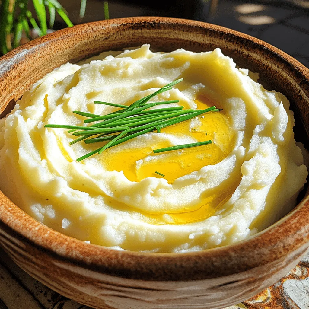 - 900 Gramm Yukon Gold Kartoffeln - 4 Knoblauchzehen - 115 Gramm ungesalzene Butter Die Hauptzutaten sind einfach zu finden. Yukon Gold Kartoffeln sind perfekt. Sie haben einen tollen Geschmack und eine cremige Textur. Knoblauch bringt den besonderen Kick. Frischer Knoblauch sorgt für ein intensives Aroma. Die ungesalzene Butter macht den Brei schön reichhaltig. - 240 ml Schlagsahne - 120 ml saure Sahne Die Milchprodukte sind wichtig für die Cremigkeit. Schlagsahne macht den Kartoffelbrei luftig und weich. Saure Sahne gibt einen leichten, würzigen Geschmack. Beide zusammen schaffen eine tolle Balance. - Salz und Pfeffer nach Geschmack - 2 Esslöffel frischer Schnittlauch Die Gewürze sind entscheidend. Salz und Pfeffer heben die Aromen hervor. Frischer Schnittlauch bringt Farbe und Frische dazu. Er macht den Brei nicht nur lecker, sondern auch ansprechend. Für das vollständige Rezept schauen Sie sich den Abschnitt "Full Recipe" an. Um cremigen Knoblauch-Kartoffelbrei zu machen, beginne mit den Kartoffeln. Du solltest die Kartoffeln schälen und in gleich große Würfel schneiden. So garen sie gleichmäßig. Gib die gewürfelten Kartoffeln in einen großen Topf und bedecke sie mit kaltem Wasser. Füge eine großzügige Prise Salz hinzu. Das Salz hilft, den Geschmack zu verbessern. Koche die Kartoffeln bei mittelhoher Hitze. Lass sie etwa 15 bis 20 Minuten köcheln. Die Kartoffeln sind fertig, wenn sie mit einer Gabel leicht durchstochen werden können. Während die Kartoffeln kochen, bereite die Knoblauchbutter vor. Nimm einen kleinen Topf und schmelze die Butter bei schwacher Hitze. Achte darauf, dass die Butter nicht braun wird. Wenn die Butter geschmolzen ist, füge die fein gehackten Knoblauchzehen hinzu. Brate den Knoblauch für etwa 2 bis 3 Minuten. Der Knoblauch sollte duften, aber nicht bräunen. Nimm den Topf vom Herd und stelle ihn beiseite. Sobald die Kartoffeln gar sind, gieße sie in ein Sieb ab. Lass sie eine Minute ruhen, damit die Feuchtigkeit verdampfen kann. Danach gib die Kartoffeln zurück in den Topf. Mit einem Kartoffelstampfer püriere die Kartoffeln auf die gewünschte Konsistenz. Jetzt kommt die Knoblauchbutter, die Schlagsahne und die saure Sahne hinzu. Vermische alles gut, bis die Mischung cremig und glatt ist. Schmecke den Kartoffelbrei mit Salz und Pfeffer ab. Falls du eine samtigere Konsistenz möchtest, füge mehr Sahne hinzu. Jetzt ist dein cremiger Knoblauch-Kartoffelbrei fast fertig. Gib ihn in eine Servierschüssel und garniere ihn mit frisch gehacktem Schnittlauch. Für die volle Anleitung schau dir das [Full Recipe] an. Um den besten Kartoffelbrei zu machen, achte auf die Kochzeit. Koche die Kartoffeln für 15 bis 20 Minuten. Sie sollten weich sein, wenn du sie mit einer Gabel anstichst. Ein Kartoffelstampfer gibt dir eine schöne, grobe Textur. Ein elektrischer Mixer macht die Kartoffeln sehr glatt, aber auch klebrig. Wähle die Methode, die dir am besten gefällt. Um den Geschmack zu verbessern, füge etwas Käse hinzu. Parmesan oder Cheddar geben einen tollen Geschmack. Frische Kräuter sind eine weitere gute Idee. Petersilie oder Schnittlauch bringen Frische und Farbe in dein Gericht. Für eine schöne Präsentation serviere den Kartoffelbrei in einer warmen Schüssel. Mache eine kleine Mulde in der Mitte. Träufle etwas von der Knoblauchbutter darüber. Das sieht nicht nur gut aus, sondern schmeckt auch besser. Garnieren mit frischem Schnittlauch macht das Gericht noch attraktiver. Du kannst die ganze Zeit mit Farben und Formen spielen. {{image_4}} Wenn du eine vegane Option suchst, kannst du pflanzliche Butter und Milch verwenden. Dies gibt dir einen ähnlichen Geschmack und eine cremige Textur. Glutenfreie Anpassungen sind ebenfalls leicht. Achte darauf, dass alle Zutaten, die du verwendest, glutenfrei sind. Um den Kartoffelbrei noch besser zu machen, füge Kräuterbutter hinzu. Das gibt einen tollen Geschmackskick. Du kannst auch Zwiebeln oder Lauch anbraten und unter den Brei mischen. Dies bringt eine neue Geschmacksdimension in dein Gericht. Cremiger Knoblauch-Kartoffelbrei passt perfekt zu Fleischgerichten. Probiere ihn mit Braten oder gegrilltem Hühnchen. Er ist auch eine großartige Beilage für Feiertagsessen. Serviere ihn zu deinem Festmahl und erfreue die Gäste mit diesem köstlichen Gericht. Entdecke die [Full Recipe], um die besten Zubereitungstipps zu erhalten. Cremiger Knoblauch-Kartoffelbrei bleibt im Kühlschrank etwa drei bis fünf Tage frisch. Lagern Sie ihn in einem luftdichten Behälter. So bleibt der Geschmack erhalten. Decken Sie den Kartoffelbrei gut ab, damit keine Luft eindringt. Dies hilft, das Austrocknen zu verhindern. Um Kartoffelbrei einzufrieren, geben Sie ihn in einen gefrierfesten Behälter. Lassen Sie dabei etwas Platz für die Ausdehnung. Sie können ihn bis zu drei Monate einfrieren. Zum Aufwärmen erwärmen Sie den gefrorenen Brei in der Mikrowelle oder im Topf. Fügen Sie etwas Milch oder Sahne hinzu, um die Cremigkeit zu verbessern. Verwenden Sie Reste für leckere Rezepte. Kartoffelbrei eignet sich gut für Aufläufe oder als Füllung für Pfannkuchen. Sie können auch Kartoffelbratlinge daraus machen. Mischen Sie den Brei mit Eiern und Paniermehl. Braten Sie sie goldbraun in der Pfanne. So genießen Sie den Brei auf neue Art. Die Zubereitung dauert insgesamt etwa 30 Minuten. Die Vorbereitungszeit beträgt etwa 15 Minuten. In dieser Zeit schälen und würfeln Sie die Kartoffeln. Dann kochen Sie die Kartoffeln für 15-20 Minuten, bis sie weich sind. Diese schnelle Zubereitungsart macht den Kartoffelbrei einfach und lecker. Ja, das können Sie! Gerösteter Knoblauch hat einen süßeren und milderen Geschmack. Wenn Sie ihn rösten, wird der Knoblauch weniger scharf. Rösten Sie ihn einfach in etwas Butter, bis er goldbraun ist. Dann fügen Sie ihn den Kartoffeln hinzu. Das bringt einen tollen Geschmack in Ihren Kartoffelbrei. Für Kartoffelbrei sind Yukon Gold Kartoffeln eine hervorragende Wahl. Sie sind cremig und haben eine glatte Textur. Mehlige Kartoffeln wie Russets können auch verwendet werden, sind aber weniger cremig. Die Wahl der Kartoffel beeinflusst die Konsistenz und den Geschmack des Breis. Yukon Gold bietet die beste Balance aus Geschmack und Textur für diesen Rezept. Besuchen Sie das [Full Recipe], um alle Details zu erfahren. In diesem Blogpost habe ich die wichtigsten Zutaten für cremigen Knoblauch-Kartoffelbrei vorgestellt. Du hast gelernt, wie man die Kartoffeln zubereitet und die perfekten Gewürze hinzufügt. Tipps für die optimale Konsistenz waren ebenfalls dabei. Denke daran, dass du kreativ sein kannst mit Variationen und Servierideen. Lagerung und Resteverwertung sind ebenfalls wichtig, um Verschwendung zu vermeiden. Probiere es aus und genieße deinen Kartoffelbrei!