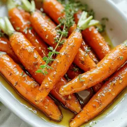 Hier sind die Zutaten, die du für die Ahornsirup-glasierten Karotten brauchst: - 450 g Babykarotten (oder normale Karotten, geschält und in Scheiben geschnitten) - 3 Esslöffel reiner Ahornsirup - 2 Esslöffel Olivenöl - 1 Teelöffel gemahlener Zimt - 1/2 Teelöffel Muskatnuss - Salz und Pfeffer nach Geschmack - Frischer Thymian oder Petersilie zur Garnierung Diese Zutaten sind einfach zu finden. Babykarotten sind süß und zart. Wenn du normale Karotten nimmst, schäle sie gut und schneide sie in gleichmäßige Stücke. Der Ahornsirup bringt eine wunderbare Süße. Zimt und Muskatnuss geben den Karotten Tiefe und Wärme. Olivenöl sorgt dafür, dass die Karotten nicht anbrennen und schön rösten. Salz und Pfeffer bringen den Geschmack zur Geltung. Frische Kräuter wie Thymian oder Petersilie sind das i-Tüpfelchen. Sie verleihen Farbe und Frische. Wenn du die Zutaten bereit hast, bist du bereit für den nächsten Schritt. Das Rezept ist einfach und voller Geschmack. Du wirst überrascht sein, wie gut es schmeckt. Probiere die Ahornsirup-glasierten Karotten aus und genieße sie als Beilage oder Hauptgericht. Das ganze Rezept findest du in der Vollversion. Zuerst schälen Sie die Karotten. Schneiden Sie sie dann in passende Stücke. Ich empfehle, die Karotten in gleichmäßige Stücke zu schneiden. So garen sie gleichmäßig. Heizen Sie den Ofen auf 220°C (425°F) vor. Ein gut vorgeheizter Ofen sorgt für knusprige Karotten. In einer großen Schüssel vermengen Sie den Ahornsirup, das Olivenöl, den gemahlenen Zimt, die Muskatnuss, Salz und Pfeffer. Rühren Sie alles gründlich, bis eine homogene Mischung entsteht. Diese Marinade gibt den Karotten einen tollen Geschmack. Sie wird sie süß und würzig machen. Jetzt geben Sie die Karotten in die Marinade und wenden Sie sie gut. Achten Sie darauf, dass jede Karotte gut bedeckt ist. Verteilen Sie die Karotten auf einem Backblech. Rösten Sie sie im Ofen für 25 bis 30 Minuten. Nach der Hälfte der Zeit sollten Sie die Karotten umrühren. Das hilft, ein gleichmäßiges Rösten zu erreichen. Die Karotten sind fertig, wenn sie zart und leicht karamellisiert sind. Sie können die gerösteten Karotten auf eine Servierplatte geben und nach Belieben mit frischem Thymian oder Petersilie garnieren. Für das vollständige Rezept schauen Sie sich die Anleitung für die Ahornsirup-glasierten gerösteten Karotten an. Um die besten Röstaromen zu bekommen, achte auf die richtige Temperatur. Ich empfehle, den Ofen auf 220°C vorzuheizen. So karamellisieren die Karotten schön. Vermeide es, das Blech zu überfüllen. Wenn die Karotten zu nah beieinander liegen, garen sie nicht gleichmäßig. Sie brauchen Platz, um die Hitze zu erreichen und zu rösten. Für mehr Geschmack kannst du zusätzliche Gewürze oder frische Kräuter verwenden. Eine Prise Kreuzkümmel oder etwas Rosmarin gibt den Karotten einen neuen Twist. Möchtest du die Karotten noch süßer machen? Dann füge etwas Honig oder mehr Ahornsirup hinzu. So wird der Geschmack noch intensiver. Das Anrichten ist wichtig für den ersten Eindruck. Serviere die Karotten auf einer großen, flachen Platte. Du kannst sie mit dem restlichen Ahornsirup aus dem Blech bestreichen. Das sieht toll aus und schmeckt besser. Garnierungen wie frischer Thymian oder Petersilie machen das Gericht ansprechender. So wird dein Essen zum echten Hingucker. {{image_4}} Um die Aromen zu erweitern, können Sie andere Wurzelgemüse hinzufügen. Süßkartoffeln sind eine tolle Wahl. Sie bringen eine natürliche Süße mit, die perfekt zu dem Ahornsirup passt. Rüben sind eine weitere Option. Ihr erdiger Geschmack ergänzt die Karotten gut. Schneiden Sie die Wurzelgemüse in gleich große Stücke, damit sie gleichmäßig garen. Mischen Sie alles in der Marinade und rösten Sie es zusammen. So erhalten Sie eine bunte und schmackhafte Beilage, die jeden Tisch aufwertet. Wenn Sie einen Kick wünschen, fügen Sie Chili-Flocken oder frisch geriebenen Ingwer hinzu. Diese Zutaten bringen eine angenehme Schärfe in das Gericht. Einfach die Gewürze mit der restlichen Marinade vermischen. Seien Sie vorsichtig mit der Menge, damit es nicht zu scharf wird. Beginnen Sie mit einer kleinen Menge und probieren Sie die Mischung. So können Sie den perfekten Geschmack finden. Diese Variante eignet sich besonders gut für Freunde, die würzige Speisen lieben. Für eine vegane Version können Sie Alternativen zum Ahornsirup oder Öl verwenden. Agavendicksaft ist ein guter Ersatz für den Sirup. Es hat einen ähnlichen Geschmack und ist ebenfalls süß. Anstelle von Olivenöl können Sie Kokosöl verwenden. Es gibt den Karotten ein leichtes Aroma. Diese Anpassungen machen das Gericht für alle zugänglich. Genießen Sie den vollen Geschmack, ohne auf die vegane Ernährung zu verzichten. Um die Reste der Ahornsirup-glasierten Karotten aufzubewahren, lege sie in einen luftdichten Behälter. Stelle sicher, dass der Behälter gut verschlossen ist, um die Feuchtigkeit zu bewahren. Lagere die Karotten im Kühlschrank. So bleiben sie frisch und lecker. Wenn du die Karotten wieder aufwärmen möchtest, kannst du das einfach im Ofen oder in der Mikrowelle tun. Für den Ofen heize ihn auf 180°C vor. Lege die Karotten in eine Auflaufform und erwärme sie für etwa 10 Minuten. In der Mikrowelle erwärmst du sie in kurzen Intervallen von 30 Sekunden. Rühre sie zwischendurch um, damit sie gleichmäßig warm werden. Die Reste der gerösteten Karotten sind im Kühlschrank etwa 3 bis 5 Tage haltbar. Achte darauf, sie gut zu lagern, damit sie nicht austrocknen. Wenn du sie länger aufbewahren möchtest, kannst du sie auch einfrieren. In einem gefrierfesten Behälter bleiben sie bis zu 3 Monate frisch. Die Zubereitung der Karotten dauert etwa 10 Minuten. Das Rösten im Ofen dauert 25 bis 30 Minuten. Ich empfehle, die Karotten nach 15 Minuten umzurühren. So garen sie gleichmäßig und karamellisieren gut. Ja, du kannst die Karotten im Voraus zubereiten. Bereite die Marinade und die Karotten bis zu einem Tag vorher vor. Lege die glasierten Karotten in den Kühlschrank. Wenn du bereit bist zu essen, röste sie einfach im Ofen. Das spart Zeit am Tag des Servierens. Ja, die Karotten lassen sich auch auf dem Grill zubereiten. Du kannst sie in Alufolie wickeln und auf den Grill legen. Achte darauf, die Karotten regelmäßig zu wenden. Die Garzeit beträgt etwa 15 bis 20 Minuten. So bekommst du einen tollen Grillgeschmack. Diese Karotten passen gut zu vielen Gerichten. Du kannst sie mit gebratenem Hähnchen oder Fisch servieren. Auch ein frischer Salat oder Reisgerichte sind tolle Beilagen. Experimentiere mit verschiedenen Kombinationen. Sie werden dein Essen bereichern. Für das komplette Rezept schau dir den Abschnitt „Full Recipe“ an. Die gerösteten Karotten sind ein einfacher Genuss. In diesem Beitrag haben wir alle Zutaten und Schritte durchlaufen. Wir haben Tipps zur perfekten Zubereitung gegeben und verschiedene leckere Variationen vorgestellt. Vergiss nicht, mit frischen Kräutern zu garnieren. Damit machst du das Gericht noch ansprechender. Experimentiere mit weiteren Gewürzen, um deinen eigenen Geschmack zu finden. Diese Karotten sind nicht nur gesund, sondern auch vielseitig. Probiere sie als Beilage oder Hauptgericht aus. Guten Appetit!