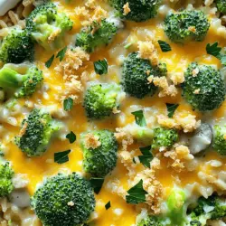 Für einen leckeren Käse-Brokkoli-Reis-Auflauf brauchst du: - 2 Tassen ungekochter Vollkornreis - 4 Tassen Gemüsebrühe - 3 Tassen frische Brokkoliröschen - 1 Tasse geriebener scharfer Cheddar-Käse - 1 Tasse Pilzsuppe (aus der Dose oder selbstgemacht) - 1/2 Tasse Milch - 1 mittelgroße Zwiebel, gewürfelt - 2 Knoblauchzehen, fein gehackt - 1 Teelöffel Paprika - 1 Teelöffel schwarzer Pfeffer - Salz nach Geschmack - 1/2 Tasse Semmelbrösel - 2 Esslöffel Olivenöl Diese Zutaten bilden die Basis für das Gericht. Jeder Bestandteil hat seinen eigenen Geschmack. Der Vollkornreis gibt einen tollen Biss. Der Brokkoli sorgt für Frische und Farbe. Der Käse macht alles schön cremig. Ich empfehle, frische und hochwertige Zutaten zu verwenden. Frischer Brokkoli bringt mehr Geschmack als tiefgefrorener. Achte darauf, dass der Käse gut schmilzt. Scharfer Cheddar gibt dem Auflauf eine tolle Würze. Verwende auch gute Gemüsebrühe für den besten Geschmack. Wenn du keine frischen Zutaten hast, gibt es gute Alternativen. Tiefgefrorener Brokkoli ist eine einfache Option. Er ist oft gleich frisch und spart Zeit. Für die Zwiebel kannst du auch Zwiebelpulver nutzen. Anstelle von Cheddar kannst du andere Käsesorten ausprobieren, wie Gouda oder Mozzarella. Diese Varianten bringen neue Geschmäcker in den Auflauf. Für das vollständige Rezept schaue dir den Abschnitt über die Zubereitung an. Zuerst benötigst du 2 Tassen ungekochten Vollkornreis. Gib den Reis in einen mittelgroßen Topf. Füge 4 Tassen Gemüsebrühe hinzu. Bringe alles zum Kochen. Decke den Topf ab und lasse den Reis bei niedriger Hitze für etwa 45 Minuten köcheln. Der Reis ist fertig, wenn er zart ist und die Brühe aufgesogen wurde. Während der Reis kocht, erhitze 2 Esslöffel Olivenöl in einer großen Pfanne. Füge 1 gewürfelte Zwiebel hinzu und brate sie für 5 Minuten. Die Zwiebel wird glasig und duftet. Danach gib 2 fein gehackte Knoblauchzehen dazu und brate alles eine weitere Minute. Jetzt ist es Zeit für 3 Tassen frische Brokkoliröschen. Sautiere sie 3-4 Minuten, bis sie leuchtend grün sind. In einer großen Schüssel kombiniere den gekochten Reis mit der Zwiebel-Brokkoli-Mischung. Füge 1 Tasse geriebenen scharfen Cheddar-Käse, 1 Tasse Pilzsuppe, 1/2 Tasse Milch, 1 Teelöffel Paprika, 1 Teelöffel schwarzen Pfeffer und Salz nach Geschmack hinzu. Mische alles gut. Übertrage die Mischung in eine gefettete Auflaufform. Streue 1/2 Tasse Semmelbrösel oben drauf. Backe den Auflauf bei 175°C für 30 Minuten. Lass ihn dann 5-10 Minuten ruhen, bevor du ihn servierst. Für das vollständige Rezept, schau dir das Rezept für Käse-Brokkoli-Reis-Auflauf an. Um einen perfekten Auflauf zu machen, ist Timing wichtig. Kochen Sie den Reis nicht zu lange. Der Reis sollte zart sein, aber nicht matschig. Achten Sie darauf, die Brokkoliröschen nicht zu überkochen. Sie sollen noch einen leichten Biss haben. Das gibt dem Auflauf Textur. Mischen Sie die Zutaten gut, damit der Käse gleichmäßig schmilzt. Ein häufiger Fehler ist, zu viel Flüssigkeit zu verwenden. Das kann den Auflauf matschig machen. Achten Sie auch darauf, die Zwiebeln nicht zu dunkel zu braten. Sie sollen glasig und süß sein. Ein weiterer Fehler ist, die Semmelbrösel zu früh hinzuzufügen. Streuen Sie sie erst vor dem Backen darüber. So bleiben sie schön knusprig. Gewürze sind der Schlüssel zu einem guten Geschmack. Fügen Sie Paprika oder Pfeffer nach Ihrem Wunsch hinzu. Sie können auch etwas Knoblauchpulver für mehr Geschmack verwenden. Ein Hauch Muskatnuss passt wunderbar zu Käse. Experimentieren Sie mit Kräutern wie Thymian oder Rosmarin. So können Sie den Auflauf ganz nach Ihrem Geschmack anpassen. {{image_4}} Für eine vegetarische Version kannst du den Käse durch pflanzlichen Käse ersetzen. Nutze für die Sauce eine Mischung aus pflanzlicher Milch und Hefeflocken. Diese geben einen schönen, käsigen Geschmack. Wenn du die vegane Option wählst, achte darauf, dass die Brühe und die Suppe ebenfalls vegan sind. Es gibt viele leckere Alternativen, die du ausprobieren kannst. Um mehr Geschmack hinzuzufügen, experimentiere mit weiteren Zutaten. Du kannst zum Beispiel gebratene Pilze oder Paprika hinzufügen. Auch eine Handvoll Nüsse kann eine knusprige Textur bieten. Wenn du magst, füge etwas Spinat oder Erbsen hinzu. Diese Zutaten bringen Farbe und Nährstoffe in dein Gericht. Für einen noch intensiveren Geschmack kannst du den Auflauf mit verschiedenen Käsesorten überbacken. Versuche Gouda oder Mozzarella für eine cremige Textur. Du kannst auch etwas Parmesan für eine herzhaftere Note hinzufügen. Eine weitere Idee ist, den Auflauf mit einer Schicht knuspriger Zwiebelringe zu toppen. Das gibt einen tollen Crunch und einen zusätzlichen Geschmack. So wird dein Käse-Brokkoli-Reis-Auflauf immer wieder neu und spannend. Um übrig gebliebenen Auflauf richtig aufzubewahren, lassen Sie ihn zuerst abkühlen. Dann decken Sie die Form mit Folie oder einem Deckel ab. Dies hilft, Feuchtigkeit zu halten. Lagern Sie den Auflauf im Kühlschrank. Er bleibt dort für drei bis fünf Tage frisch. Stellen Sie sicher, dass die Temperatur unter 4°C bleibt. Wenn Sie den Auflauf länger aufbewahren möchten, frieren Sie ihn ein. Teilen Sie den Auflauf in Portionen. Verwenden Sie luftdichte Behälter oder Gefrierbeutel. So bleibt der Auflauf bis zu drei Monate haltbar. Zum Auftauen, legen Sie den Auflauf über Nacht in den Kühlschrank. Sie können ihn auch direkt aus dem Gefrierfach backen. Das dauert länger, aber das Ergebnis ist lecker. Zum Aufwärmen sollten Sie den Auflauf im Ofen machen. Heizen Sie den Ofen auf 175°C vor. Bedecken Sie den Auflauf mit Folie, um ein Austrocknen zu verhindern. Erwärmen Sie ihn für etwa 20 bis 25 Minuten. Überprüfen Sie die Temperatur. Der Auflauf sollte heiß sein. Für eine knusprige Oberseite können Sie die Folie in den letzten fünf Minuten abnehmen. So wird der Käse schön goldbraun. Dieses Rezept ergibt 6 bis 8 Portionen. Die Menge hängt von der Größe der Portionen ab. Es ist perfekt für eine Familie oder eine kleine Gruppe. Wenn Sie eine größere Menge brauchen, können Sie die Zutaten einfach verdoppeln. Ja, Sie können andere Käsesorten verwenden. Gouda oder Mozzarella sind gute Alternativen. Diese Käsesorten schmelzen gut und geben einen anderen Geschmack. Experimentieren Sie mit Ihren Lieblingskäsesorten, um neue Aromen zu entdecken. Ja, dieser Auflauf ist ideal für Meal Prep. Sie können ihn im Voraus zubereiten und im Kühlschrank aufbewahren. Er bleibt frisch und lecker für einige Tage. Sie können auch Portionen einfrieren und später genießen. Der Käse-Brokkoli-Reis-Auflauf ist einfach zuzubereiten und sehr lecker. Wir haben die Hauptzutaten, deren Qualität und Alternativen besprochen. Ich habe dir eine Schritt-für-Schritt-Anleitung gegeben, um die Zubereitung zu erleichtern. Tipps und Tricks helfen dir, den perfekten Auflauf zu machen. Variationen zeigen dir Möglichkeiten zur Anpassung. Schließlich gibt es Hinweise zur Lagerung und häufige Fragen. Mach dein Rezept einzigartig und genieß es!