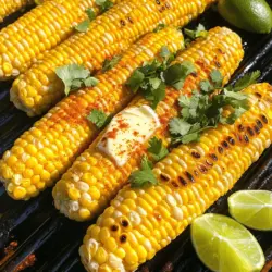 - 4 frische Maiskolben, von der Hülle befreit - 3 Esslöffel Limettensaft - 1 Teelöffel Chili-Pulver (nach Geschmack anpassen) - 1/2 Teelöffel geräuchertes Paprikapulver - 1/2 Teelöffel Knoblauchpulver - 1/4 Teelöffel Salz - 1/4 Teelöffel schwarzer Pfeffer Die Hauptzutaten für Chili Lime Corn on the Cob sind einfach und frisch. Frische Maiskolben sind der Schlüssel. Sie bringen den süßen Geschmack mit. Limettensaft fügt eine spritzige Note hinzu. Gewürze wie Chili-Pulver und geräuchertes Paprikapulver geben Tiefe und Wärme. Salz und Pfeffer runden alles ab. - Geschmolzene Butter - Frischer Koriander zur Garnierung - Limettenviertel zum Servieren Optionales Zubehör macht das Gericht noch besser. Geschmolzene Butter sorgt für reichhaltigen Geschmack. Frischer Koriander verleiht einen schönen Farbkontrast und frischen Geschmack. Limettenviertel sind perfekt, um mehr Saft hinzuzufügen. Diese Extras machen Ihr Gericht besonders. Für das vollständige Rezept schauen Sie sich die [Full Recipe] an. - Heizen Sie Ihren Grill auf mittelhohe Hitze vor (ca. 200°C oder 400°F). - Befreien Sie die Maiskolben vollständig von der Hülle. Entfernen Sie alle Seidenfäden. - In einer kleinen Schüssel vermengen Sie den Limettensaft, das Chili-Pulver, das geräucherte Paprikapulver, das Knoblauchpulver, das Salz und den schwarzen Pfeffer. - Rühren Sie die Mischung gut um, bis alles gut kombiniert ist. - Bestreichen Sie jeden Maiskolben großzügig mit der geschmolzenen Butter. Achten Sie darauf, dass jeder Teil gut bedeckt ist. - Streuen Sie die Gewürzmischung gleichmäßig über die Maiskolben. Stellen Sie sicher, dass alle Seiten gut beschichtet sind. - Legen Sie die Maiskolben direkt auf den Grill. Grillen Sie sie etwa 10-15 Minuten lang. - Wenden Sie die Kolben gelegentlich, bis der Mais zart ist und schöne Grillstreifen hat. - Nach dem Grillen nehmen Sie die Maiskolben vom Grill. Garnieren Sie sie mit frischem, gehacktem Koriander. - Servieren Sie die heißen Maiskolben mit Limettenvierteln an der Seite für zusätzlichen Zest! Für detaillierte Anweisungen und Tipps schauen Sie sich das [Full Recipe] an. - Temperaturkontrolle: Achte darauf, deinen Grill auf mittelhohe Hitze vorzubereiten. Das sorgt für gleichmäßiges Garen. Die ideale Temperatur liegt bei etwa 200°C. So grillst du die Maiskolben perfekt. - Hinweise zum Wenden der Kolben: Wende die Kolben alle paar Minuten. So bekommst du schöne Grillstreifen. Diese Technik hilft, den Mais gleichmäßig zu garen, ohne dass er anbrennt. - Schärfe grad genau abstimmen: Du kannst die Schärfe anpassen, indem du mehr oder weniger Chili-Pulver verwendest. Beginne mit einem Teelöffel und taste dich langsam vor. So findest du den perfekten Kick für deinen Geschmack. - Alternative Gewürzkombinationen: Probiere auch andere Gewürze aus. Paprika, Kreuzkümmel oder sogar Parmesan können tolle Akzente setzen. Sei kreativ und finde deine Lieblingsmischung! - Anrichten für besondere Anlässe: Serviere die Maiskolben auf einem rustikalen Holzteller. Das gibt deinem Gericht ein tolles Aussehen. Ergänze es mit frischen Limettenvierteln und Koriander für den Wow-Faktor. - Dekorative Serviervorschläge: Eine schöne Servieridee ist, die Kolben in einem hohen Glas zu präsentieren. So sieht es ansprechend aus und bleibt warm. Deine Gäste werden begeistert sein! {{image_4}} Für die vegane Variante von Chili Lime Corn on the Cob benutze ich pflanzliche Butter. Diese Butter gibt dem Mais den gleichen tollen Geschmack. Du kannst auch andere Gemüsebeilagen hinzufügen, wie Paprika oder Zucchini. Diese passen gut zum Grillen und machen dein Gericht bunter und gesünder. Wenn du eine asiatische Wendung magst, füge Sojasauce und Sesam hinzu. Diese Zutaten geben dem Mais einen herzhaften, salzigen Geschmack. Ich empfehle, den Mais nach dem Grillen mit frischen Frühlingszwiebeln zu garnieren. Sie bringen eine frische Note und einen schönen Crunch. Für eine süß-smoky Variante kannst du Honig oder Ahornsirup verwenden. Diese Süße passt perfekt zu dem scharfen Chili. Ergänze es mit geräuchertem Paprikapulver. Das gibt dem Gericht einen tiefen, rauchigen Geschmack, der einfach unwiderstehlich ist. Wenn du mehr Ideen brauchst, schau dir das [Full Recipe] an! Um frische Maiskolben zu lagern, wählen Sie einen luftdichten Behälter. Ein feuchtes Tuch kann helfen, die Feuchtigkeit zu halten. Lagern Sie die Kolben im Kühlschrank. So bleibt der Geschmack frisch und süß. Wenn Sie Reste haben, schneiden Sie den Mais vom Kolben ab. Bewahren Sie ihn in einem luftdichten Behälter auf. Reste halten sich etwa drei bis vier Tage im Kühlschrank. Sie können die Reste auch in Salaten oder als Füllung verwenden. Um Maiskolben einzufrieren, blanchieren Sie sie zuerst in kochendem Wasser. Lassen Sie sie danach abkühlen und verpacken Sie sie in Gefrierbeutel. So bleiben sie bis zu sechs Monate haltbar. Zum Auftauen legen Sie die Kolben einfach in den Kühlschrank oder tauen sie in der Mikrowelle auf. So bleibt der Geschmack frisch und lecker. Für das beste Ergebnis, probieren Sie das vollständige Rezept für Chili Lime Corn on the Cob! Die Zubereitung dauert etwa 10 Minuten. Die Kochzeit auf dem Grill beträgt 10 bis 15 Minuten. Insgesamt sind das 25 Minuten für das gesamte Gericht. So bleibt der Mais frisch und lecker. Chili Lime Corn on the Cob passt gut zu vielen Gerichten. Hier sind einige Ideen: - Gegrilltes Hähnchen oder Rindfleisch - Frische Salate wie einen Tomatensalat - Guacamole oder Salsa für einen mexikanischen Touch - Reis oder Quinoa als sättigende Beilage Diese Kombinationen bringen den Geschmack des Maises noch besser zur Geltung. Ja, du kannst die Maiskolben auch im Ofen zubereiten. Heize den Ofen auf 200 Grad Celsius vor. Lege die vorbereiteten Maiskolben auf ein Backblech. Backe sie für 20 bis 25 Minuten. Wende sie nach der Hälfte der Zeit, damit sie gleichmäßig garen. So bleibt der Mais zart und saftig. Ja, dieses Rezept ist glutenfrei. Alle Zutaten sind von Natur aus frei von Gluten. Das macht es perfekt für alle, die Gluten meiden möchten. Achte jedoch darauf, dass die Gewürze, die du verwendest, ebenfalls glutenfrei sind. Zusammengefasst zeigt dieser Beitrag, wie man leckere Chili Lime Maiskolben zubereitet. Wir haben die Hauptzutaten besprochen, die Zubereitungsschritte detailliert erläutert und Tipps gegeben, um das Grillen zu perfektionieren. Du kannst die Rezepte ganz nach deinem Geschmack anpassen, inklusive veganer und asiatischer Varianten. Nutze die Lagerungstipps, um deine Reste frisch zu halten. Experimentiere und finde deine Lieblingsversion dieses köstlichen Snacks. Lass den Grill heiß werden und genieße jeden Bissen!
