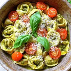 Für ein leckeres Pesto Hühnchen Tortellini Gericht brauchst du: - 2 Tassen frische Tortellini (mit Käse oder Spinat gefüllt) - 1 Tasse gekochtes Hühnchen, zerrissen oder gewürfelt - 1 Tasse Basilikumpesto (aus dem Laden oder selbstgemacht) - 1 Tasse Kirschtomaten, halbiert - 1/2 Tasse Schlagsahne - 1/2 Tasse geriebener Parmesan - 2 Esslöffel Olivenöl - Salz und Pfeffer nach Geschmack - Frische Basilikumblätter zur Garnitur Diese Zutaten sind einfach zu finden und machen die Mahlzeit besonders lecker. Ich empfehle, frische Tortellini zu verwenden. Sie haben einen tollen Geschmack und eine angenehme Textur. Um das Pesto Hühnchen Tortellini zu kochen, benötigst du: - Einen großen Topf für die Tortellini - Eine große Pfanne für das Hühnchen und die Sauce - Ein Sieb zum Abgießen der Tortellini - Ein Kochlöffel zum Rühren - Ein Schneidebrett und ein Messer für das Gemüse Mit diesen Utensilien kannst du alles leicht und schnell zubereiten. Hochwertige Zutaten machen einen großen Unterschied. Hier sind einige Tipps: - Wähle frische Tortellini aus dem Kühlregal. Sie schmecken besser als getrocknete. - Achte auf gutes Hühnchen. Frisch oder selbstgekocht ist ideal. - Verwende frisches Basilikum für das Pesto. Es hat mehr Aroma. - Kirschtomaten sollten reif und fest sein. Sie bringen Süße ins Gericht. - Hochwertiger Parmesan gibt dem Gericht einen tollen Geschmack. Wenn du diese Tipps befolgst, wird dein Gericht noch leckerer! Du kannst das ganze Rezept im Abschnitt "Full Recipe" nachlesen. Um die Tortellini perfekt zu kochen, bringe einen großen Topf mit gesalzenem Wasser zum Kochen. Füge die frischen Tortellini hinzu und koche sie für 3-4 Minuten. Sie sollten al dente sein, also nicht zu weich. Gieße sie dann ab und stelle sie beiseite. Erhitze in einer großen Pfanne 2 Esslöffel Olivenöl bei mittlerer Hitze. Gib das gekochte Hühnchen und die halbierten Kirschtomaten in die Pfanne. Brate alles für etwa 3-4 Minuten an. Achte darauf, dass die Tomaten weich werden und das Hühnchen warm ist. Reduziere die Hitze auf mittlere bis niedrige Stufe. Gieße das Basilikumpesto und die Schlagsahne in die Pfanne. Rühre gut um, damit sich alles verbindet. Lass die Mischung für etwa 2 Minuten köcheln, bis sie heiß ist. Jetzt ist es Zeit, die gekochten Tortellini hinzuzufügen. Gib sie vorsichtig in die Pfanne und wende sie sanft in der Pesto-Mischung. Streue den geriebenen Parmesan darüber und rühre, bis er schmilzt. Schmecke alles mit Salz und Pfeffer ab. Nehme die Pfanne vom Herd und garniere das Gericht mit frischen Basilikumblättern. Serviere es sofort für den besten Geschmack. Diese Schritte ergeben eine schmackhafte und schnelle Mahlzeit. Für das vollständige Rezept, schau dir die [Full Recipe] an. Um eine perfekte Pesto-Mischung zu erstellen, beginne mit frischen Zutaten. Frisches Basilikum bringt den besten Geschmack. Wenn du magst, kannst du auch Pinienkerne oder Walnüsse hinzufügen. Diese Nüsse geben dem Pesto eine schöne Textur. Mische alles in einem Mixer. Füge langsam Olivenöl hinzu, bis die Mischung cremig wird. Denke daran, Parmesan am Ende hinzuzufügen. So bleibt der Geschmack frisch und intensiv. Du kannst die Aromen deines Pestos leicht anpassen. Möchtest du einen schärferen Geschmack? Füge etwas Knoblauch oder Chili hinzu. Für einen milderen Geschmack verwende weniger Knoblauch. Salz und Pfeffer sind wichtig, aber gehe sparsam damit um. Probiere die Mischung während des Mixens. So findest du die perfekte Balance für deinen Geschmack. Wenn du wenig Zeit hast, benutze fertiges Pesto aus dem Laden. Es spart Zeit und ist oft sehr lecker. Du kannst auch gefrorene Tortellini verwenden. Diese sind schnell zubereitet und haben eine gute Konsistenz. Für eine extra schnelle Mahlzeit, bereite das Hühnchen im Voraus vor. So kannst du alles in weniger als 20 Minuten zubereiten. Das macht das Rezept perfekt für geschäftige Tage. Für das komplette Rezept, schau dir das [Full Recipe] an! {{image_4}} Wenn Sie eine vegetarische Version von Pesto Hühnchen Tortellini machen möchten, ist das ganz einfach. Statt Hühnchen können Sie gegrilltes Gemüse verwenden. Zucchini, Paprika und Auberginen passen gut. Diese Gemüse bringen frische Aromen in Ihr Gericht. Sie können auch Kichererbsen oder Linsen für zusätzliche Proteine nutzen. Anstelle von Schlagsahne können Sie pflanzliche Sahne verwenden. Das macht das Gericht leicht und dennoch lecker. Wenn Sie Abwechslung bei den Proteinen möchten, probieren Sie Garnelen oder Lachs. Diese Meeresfrüchte passen toll zu Pesto. Sie geben dem Gericht einen neuen Geschmack. Für eine herzhaftere Option können Sie auch Wurst oder Speck verwenden. Diese Zutaten verleihen dem Gericht eine rauchige Note. Achten Sie darauf, die Garzeiten anzupassen, damit alles gut durchgekocht wird. Pesto gibt es in verschiedenen Geschmacksrichtungen. Sie können traditionelles Basilikumpesto verwenden oder kreativ werden. Rucola oder Spinat sind tolle Alternativen für einen anderen Geschmack. Auch getrocknete Tomatenpesto bringt eine süße Note. Wenn Sie Nüsse nicht mögen, können Sie Sonnenblumenkerne verwenden. Diese Optionen machen Ihr Gericht besonders. Experimentieren Sie und finden Sie Ihre Lieblingsversion. Für das vollständige Rezept schauen Sie sich die Pesto Hühnchen Tortellini Delight an. Um die Reste von Pesto Hühnchen Tortellini frisch zu halten, lege sie in einen luftdichten Behälter. Stelle sicher, dass der Behälter gut verschlossen ist. Lagere ihn im Kühlschrank. So bleiben die Aromen und die Textur erhalten. Du solltest die Reste innerhalb von 3 bis 4 Tagen essen. Du kannst die Tortellini auch einfrieren. Teile die Reste in Portionen auf und lege sie in Gefrierbeutel. Drücke die Luft heraus, bevor du sie verschließt. So bleiben die Tortellini bis zu einem Monat frisch. Wenn du bereit bist, sie zu essen, taue sie im Kühlschrank auf. Um die Tortellini aufzuwärmen, benutze eine Pfanne. Füge einen Schuss Wasser oder Brühe hinzu, um das Gericht feucht zu halten. Erhitze es langsam bei mittlerer Hitze. Rühre die Mischung gut um, bis alles heiß ist. Vermeide die Mikrowelle, da dies die Textur beeinträchtigen kann. Für das vollständige Rezept gehe zu [Full Recipe]. Die Zubereitung von Pesto Hühnchen Tortellini dauert insgesamt etwa 20 Minuten. Die Vorbereitungszeit ist nur 10 Minuten. Das Kochen der Tortellini benötigt etwa 3-4 Minuten. Das Anbraten des Hühnchens und der Tomaten dauert ebenfalls 3-4 Minuten. Die restlichen Schritte sind schnell erledigt. Ja, du kannst Tiefkühl-Tortellini verwenden. Sie sind eine praktische Option, wenn du wenig Zeit hast. Achte darauf, die Tortellini nach den Anweisungen auf der Verpackung zu kochen. Der Geschmack wird trotzdem köstlich sein. Zu Pesto Hühnchen Tortellini passen viele Beilagen. Ein einfacher grüner Salat ist erfrischend und leicht. Auch geröstetes Gemüse ergänzt das Gericht gut. Wenn du etwas mehr möchtest, sind Knoblauchbrot oder ein italienisches Brot eine tolle Wahl. Sie fügen Geschmack und Textur hinzu. Für das vollständige Rezept kannst du die [Full Recipe] ansehen. Dieses Rezept für Pesto Hühnchen Tortellini ist einfach und lecker. Wir haben die nötigen Zutaten, die Schritte zum Kochen und wertvolle Tipps besprochen. Denk daran, hochwertige Produkte zu wählen, um den besten Geschmack zu erzielen. Du kannst auch Variationen ausprobieren, um dein Gericht zu personalisieren. Reste lassen sich gut lagern und aufwärmen. Überrasche deine Freunde mit diesem tollen Gericht. Es ist schnell zubereitet und wird allen gefallen. Viel Spaß beim Kochen!