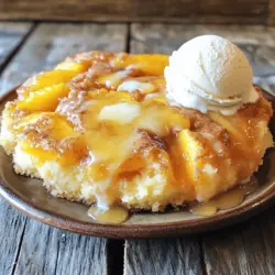 Für den Pfirsich-Paradies-Dump-Cake benötigst du eine handvoll frischer Zutaten: - 4 Tassen frische Pfirsiche, geschält und in Scheiben geschnitten (oder 2 Dosen Pfirsiche in Scheiben, abgetropft) - 1 Tasse Zucker (nach Bedarf anpassen, je nach Süße der Pfirsiche) - 1 Esslöffel Zitronensaft - 1 Teelöffel Vanilleextrakt - 1 Packung gelbe Kuchenmischung (15,25 oz) - 1/2 Tasse ungesalzene Butter, geschmolzen - 1 Teelöffel gemahlener Zimt - Eine Prise Salz - Optional: Vanilleeis zum Servieren Diese Zutaten sind einfach zu finden. Die Kombination aus Pfirsichen und Zucker gibt dem Kuchen seine Süße. Pfirsiche können sehr unterschiedlich schmecken. Einige sind süß, andere weniger. Wenn du süßere Pfirsiche hast, benutze weniger Zucker. Probiere es mit 3/4 Tasse. Bei weniger süßen Pfirsichen kannst du die Menge auf 1 1/4 Tasse Zucker erhöhen. So passt der Kuchen perfekt zu deinem Geschmack. Ich empfehle, den Pfirsich-Paradies-Dump-Cake mit einer Kugel Vanilleeis zu servieren. Das Eis schmilzt leicht und macht den Kuchen noch köstlicher. Die kühle Sahne des Eises harmoniert perfekt mit den warmen Pfirsichen. Das ist ein Genuss, den du nicht verpassen solltest! Du kannst das Eis auch mit einer Prise Zimt bestäuben für extra Geschmack. Für das vollständige Rezept sieh dir [Full Recipe] an. Heize deinen Ofen auf 175°C (350°F) vor. Dies ist wichtig, um den Kuchen gleichmäßig zu backen. Bereite eine große Auflaufform (9x13 Zoll) vor, indem du sie leicht einfettest. So bleibt der Kuchen nicht kleben und lässt sich leicht herausnehmen. Für die Pfirsichmischung nimm vier Tassen frische Pfirsiche. Du kannst auch zwei Dosen Pfirsiche verwenden, wenn frische nicht verfügbar sind. Schäle und schneide die Pfirsiche in dünne Scheiben. In einer großen Schüssel mische die geschnittenen Pfirsiche mit einer Tasse Zucker, einem Esslöffel Zitronensaft und einem Teelöffel Vanilleextrakt. Lass die Mischung etwa zehn Minuten stehen. So geben die Pfirsiche ihren Saft ab und werden süßer. Verteile die Pfirsichmischung gleichmäßig auf dem Boden der Auflaufform. Jetzt kommt die gelbe Kuchenmischung. Streue sie gleichmäßig über die Pfirsiche. Rühre nicht um. Gieße die geschmolzene Butter gleichmäßig über die Kuchenmischung. Dies sorgt für eine goldene Kruste. Mische einen Teelöffel Zimt mit einer Prise Salz in einer kleinen Schüssel. Streue diese Mischung über die Butter. Backe den Kuchen für etwa 45-50 Minuten. Die Oberseite sollte goldbraun sein und die Ränder blubbern. Lass den Kuchen nach dem Backen zehn Minuten abkühlen. Jetzt ist dein Pfirsich-Paradies-Dump-Cake bereit zum Genießen! Für die vollständige Zubereitung folge dem [Full Recipe]. Um die beste Konsistenz zu erreichen, achte auf die Saftigkeit der Pfirsiche. Frische Pfirsiche sind ideal, aber auch Dosenpfirsiche funktionieren gut. Stelle sicher, dass du die Pfirsiche gut abtropfen lässt, wenn du Dosenfrüchte verwendest. Ein weiterer Tipp ist, die Butter gleichmäßig über die Kuchenmischung zu gießen. So wird der Kuchen gleichmäßig feucht und lecker. Ein häufiger Fehler ist, die Zutaten zu stark zu mischen. Vermeide es, die Kuchenmischung mit den Pfirsichen zu vermengen. Streue die Mischung einfach auf die Früchte und lasse sie unberührt. Außerdem ist es wichtig, den Kuchen nicht zu lange im Ofen zu lassen. Überprüfe ihn nach 45 Minuten. Die Oberseite sollte goldbraun sein und die Ränder blubbern. Serviere den Dump Cake warm aus dem Ofen. Ein schöner Trick ist, ihn mit einer Kugel Vanilleeis zu toppen. Das Eis schmilzt leicht und macht jedes Stück noch köstlicher. Du kannst auch eine Prise Zimt darüber streuen. Das gibt dem Kuchen einen besonderen Geschmack. Für die beste Erfahrung genieße ihn mit Freunden oder Familie! Für das vollständige Rezept, schau dir den [Full Recipe] an. {{image_4}} Wenn Sie eine glutenfreie Variante des Pfirsich-Paradies-Dump-Cakes wünschen, gibt es einfache Lösungen. Verwenden Sie eine glutenfreie Kuchenmischung. Diese gibt es in vielen Geschäften. Achten Sie darauf, die gleiche Menge wie in dem Rezept zu verwenden. So bleibt die Textur des Kuchens gut. Die frischen Pfirsiche können Sie wie gewohnt verwenden. Der Geschmack bleibt gleich! Für eine vegane Version ersetzen Sie die Butter durch pflanzliches Öl oder vegane Margarine. Verwenden Sie auch eine pflanzliche Milch im Rezept. Diese Anpassungen halten den Kuchen lecker und saftig. Es gibt viele leckere Alternativen, die Sie leicht finden können. So genießen auch Veganer diesen tollen Dump Cake. Um den Pfirsich-Paradies-Dump-Cake aufzuwerten, probieren Sie verschiedene Toppings. Hier sind einige Ideen: - Frische Beeren wie Himbeeren oder Erdbeeren - Gehackte Nüsse für einen knusprigen Biss - Ein Spritzer Honig oder Ahornsirup für extra Süße - Schokoladensauce für einen besonderen Genuss Probieren Sie verschiedene Kombinationen aus. Sie werden schnell Ihre Favoriten finden! Wenn Sie möchten, können Sie auch das Rezept mit Vanilleeis kombinieren. So wird das Dessert noch verlockender. Um den Pfirsich-Paradies-Dump-Cake frisch zu halten, lagere ihn in einem luftdichten Behälter. Ein gut schließender Behälter schützt den Kuchen vor Luft und Feuchtigkeit. Wenn der Kuchen abgekühlt ist, decke ihn mit Frischhaltefolie oder Aluminiumfolie ab. So bleibt er saftig und lecker. Der Kuchen hält sich im Kühlschrank etwa 3 bis 5 Tage. Du kannst ihn auch bei Raumtemperatur lagern, wenn du ihn schnell essen willst. Achte darauf, dass er gut abgedeckt ist. Wenn du ihn länger aufbewahren möchtest, friere ihn ein. Im Gefrierfach bleibt er bis zu 3 Monate frisch. Um den Dump-Cake wieder aufzuwärmen, heize den Ofen auf 175°C vor. Lege ein Stück Kuchen in eine Auflaufform und decke es mit Aluminiumfolie ab. Erwärme ihn etwa 15 bis 20 Minuten. Du kannst auch die Mikrowelle nutzen, aber die Textur wird nicht so schön sein. Erhitze ein Stück bei mittlerer Hitze für 30 bis 60 Sekunden. So schmeckt der Kuchen fast wie frisch gebacken. Wählen Sie reife Pfirsiche mit einer tiefen Farbe und einem süßen Duft. Die Haut sollte glatt und leicht druckempfindlich sein. Vermeiden Sie Pfirsiche mit grünen Stellen oder Druckstellen. Diese sind oft nicht reif oder überreif. Wenn Sie die Pfirsiche schälen, achten Sie darauf, dass das Fruchtfleisch saftig und fest bleibt. Frische Pfirsiche bringen den besten Geschmack in Ihren Pfirsich-Paradies-Dump-Cake. Ja, Sie können die Kuchenmischung selbst machen! Mischen Sie einfach Mehl, Zucker, Backpulver und eine Prise Salz. Verwenden Sie 1 Tasse Mehl, 1 Tasse Zucker, 1 Teelöffel Backpulver und eine Prise Salz. Diese Mischung ersetzt die gekaufte Kuchenmischung. Fügen Sie dann 1/2 Tasse geschmolzene Butter hinzu, um die feuchte Konsistenz zu erreichen. Dies gibt Ihnen die Kontrolle über die Zutaten und den Geschmack. Dump Cakes sind sehr anpassbar! Sie können andere Früchte wie Äpfel, Kirschen oder Beeren verwenden. Mischen Sie verschiedene Früchte für einen bunten Kuchen. Für einen schokoladigen Twist, fügen Sie Schokoladenstückchen zur Kuchenmischung hinzu. Experimentieren Sie mit Gewürzen wie Muskatnuss oder Ingwer für extra Geschmack. Jede Variation macht den Dump Cake einzigartig und lecker. Der Pfirsich-Paradies-Dump-Cake ist einfach und lecker. Wir haben die Hauptzutaten, Zubereitungsschritte und viele nützliche Tipps behandelt. Du kannst den Kuchen anpassen, um die Süße genau richtig zu machen. Auch glutenfreie oder vegane Optionen sind möglich. Denke daran, den Kuchen gut zu lagern, damit er frisch bleibt. Nutze die häufigsten Fragen, um das beste Ergebnis zu erzielen. Mit diesen Tipps gelingt dir der perfekte Dump-Cake jeden Tag. Viel Spaß beim Backen und Genießen!
