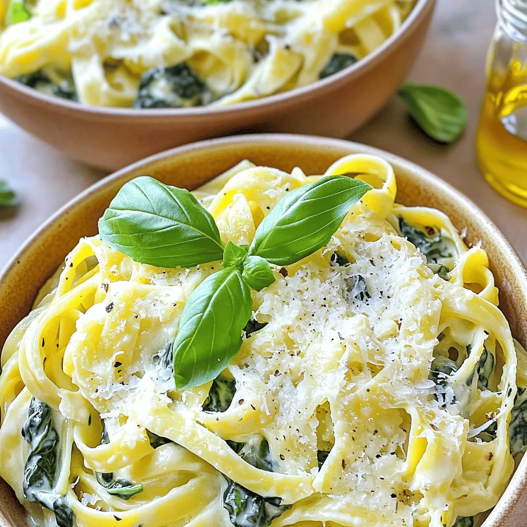 Für eine perfekte cremige Knoblauch-Spinat-Pasta benötigst du einige einfache, aber frische Zutaten. Hier ist die Liste: - 300g Fettuccine-Nudeln - 2 Esslöffel Olivenöl - 4 Knoblauchzehen, fein gehackt - 250ml Schlagsahne - 100g Frischkäse, gewürfelt - 100g frischer Spinat, grob gehackt - 50g geriebener Parmesan - Salz und Pfeffer nach Geschmack - Eine Prise Muskatnuss (optional) - Frische Basilikumblätter zur Garnierung Diese Zutaten bilden die Basis für ein einfaches und schnelles Gericht. Die Fettuccine liefern die perfekte Textur. Der Knoblauch sorgt für einen tollen Geschmack. Schlagsahne und Frischkäse machen die Sauce cremig und reichhaltig. Zusätzlich zu den Hauptzutaten kannst du ein paar Gewürze hinzufügen. Salz und Pfeffer sind wichtig für den Geschmack. Eine Prise Muskatnuss gibt der Sauce eine besondere Note. Frische Basilikumblätter sind nicht nur für die Garnitur. Sie bringen auch Frische und Farbe auf den Teller. Die Wahl frischer Zutaten ist wichtig für den Geschmack. Achte beim Kauf von Spinat darauf, dass die Blätter knackig und grün sind. Vermeide welke oder gelbe Blätter. Der Knoblauch sollte fest und ohne dunkle Stellen sein. Frische Fettuccine sind ideal, aber auch getrocknete Nudeln funktionieren gut. Du kannst die gesamte Rezeptur im [Full Recipe] nachlesen. Um die Fettuccine perfekt zu kochen, bringe einen großen Topf mit Wasser zum Kochen. Füge eine Prise Salz hinzu. Gib die Nudeln ins Wasser und koche sie nach Packungsanweisung. Meist sind das etwa 8 bis 10 Minuten. Die Nudeln sollten al dente sein, also noch einen leichten Biss haben. Wenn sie fertig sind, hebe eine Tasse Nudelwasser auf, bevor du den Rest abgießt. Dieses Wasser hilft dir später, die Sauce zu binden. Für die Sauce erhitze in einer großen Pfanne das Olivenöl bei mittlerer Hitze. Füge die fein gehackten Knoblauchzehen hinzu und brate sie an. Nach 1 bis 2 Minuten wird der Knoblauch duften und leicht goldbraun sein. Reduziere dann die Hitze. Gieße die Schlagsahne und den gewürfelten Frischkäse in die Pfanne. Rühre gut um, bis der Käse schmilzt. Jetzt kommt der Spinat dazu. Rühre weiter, bis der Spinat zusammenfällt. Gieße langsam das aufbewahrte Nudelwasser in die Sauce. Rühre gut um, damit die Sauce die richtige Konsistenz bekommt. Füge dann den geriebenen Parmesan hinzu. Würze die Sauce mit Salz, Pfeffer und einer Prise Muskatnuss nach Geschmack. Mische die gekochten Fettuccine schnell unter die Sauce. Achte darauf, dass jede Nudel gut überzogen ist. Serviere die Pasta sofort. Garniere sie mit frischen Basilikumblättern für einen extra Farb- und Geschmacksakzent. Wenn du das gesamte Rezept sehen möchtest, schau dir die vollständige Anleitung an. Um die perfekte Sauce zu machen, nutzen Sie etwas Nudelwasser. Das Wasser hat Stärke, die die Sauce bindet. Beginnen Sie mit einer halben Tasse und fügen Sie mehr hinzu, wenn nötig. Rühren Sie gut um, bis die Sauce schön cremig ist. Wenn sie zu dick ist, fügen Sie mehr Nudelwasser hinzu. Wenn sie zu dünn ist, lassen Sie sie etwas länger kochen. So bekommen Sie die beste Konsistenz für Ihre cremige Knoblauch-Pasta. Kochen Sie die Fettuccine bis sie "al dente" sind. Das bedeutet, sie sollten weich, aber noch einen leichten Biss haben. Überkochen Sie die Nudeln nicht, da sie beim Mischen mit der Sauce weiter garen. Achten Sie darauf, das Nudelwasser aufzuheben, bevor Sie die Nudeln abgießen. So haben Sie immer die Möglichkeit, die Sauce anzupassen. Die Präsentation ist wichtig! Servieren Sie die Pasta in warmen Schalen. Träufeln Sie etwas Olivenöl darüber und bestreuen Sie die Nudeln mit extra Parmesan. Frische Basilikumblätter geben nicht nur Farbe, sondern auch Geschmack. Eine Zitronenscheibe daneben macht das Gericht noch frischer und ansprechender. Für das beste Ergebnis, verwenden Sie die Tipps in [Full Recipe], um Ihre Pasta zu einem echten Hingucker zu machen. {{image_4}} Wenn du eine vegetarische oder vegane Variante der cremigen Knoblauch-Pasta möchtest, gibt es viele Optionen. Du kannst die Schlagsahne durch eine pflanzliche Sahne oder Kokosmilch ersetzen. Für den Frischkäse nimmst du einfach einen veganen Frischkäse. So bleibt die Pasta cremig und lecker, ohne tierische Produkte. Um deine Pasta noch schmackhafter zu machen, kannst du zusätzliche Zutaten hinzufügen. Geröstete Pinienkerne geben einen tollen Crunch. Auch getrocknete Tomaten sorgen für einen intensiven Geschmack. Wenn du es scharf magst, füge etwas rote Paprika oder Chili-Flocken hinzu. Diese Zutaten bringen Abwechslung und machen die Pasta zu einem besonderen Gericht. Es gibt viele Wege, um diese Pasta nach deinem Geschmack zu verändern. Wenn du gerne Meeresfrüchte magst, füge ein paar Garnelen oder Jakobsmuscheln hinzu. Für ein herzhaftes Aroma kannst du Speck oder Schinken unterrühren. Du kannst auch verschiedene Gemüsesorten wie Brokkoli oder Zucchini verwenden. So passt sich die Pasta jedem Geschmack an. Für das komplette Rezept schaue dir [Full Recipe] an. Bewahren Sie die Pasta in einem luftdichten Behälter auf. Lassen Sie die Pasta abkühlen, bevor Sie sie lagern. So bleibt die Konsistenz besser. Sie können die Pasta auch mit etwas Olivenöl vermengen, um ein Verkleben zu vermeiden. Um Reste aufzuwärmen, nutzen Sie eine Pfanne bei mittlerer Hitze. Fügen Sie einen Spritzer Wasser oder Brühe hinzu, um die Sauce wieder cremig zu machen. Rühren Sie die Pasta gut um, damit sie gleichmäßig warm wird. Alternativ können Sie die Reste auch in der Mikrowelle aufwärmen. Decken Sie die Schüssel mit einem feuchten Tuch ab, um ein Austrocknen zu verhindern. Im Kühlschrank hält sich die Cremige Knoblauch-Pasta mit Spinat etwa 3 bis 4 Tage. Achten Sie darauf, die Pasta gut abzudecken. Im Gefrierschrank bleibt sie bis zu 3 Monate frisch. Um die beste Qualität zu sichern, verwenden Sie einen gefrierfesten Behälter. Lassen Sie die Pasta vor dem Servieren im Kühlschrank auftauen. Für genaue Anweisungen, schauen Sie sich das Full Recipe an. Um die Pasta glutenfrei zu machen, wähle glutenfreie Fettuccine. Diese sind oft aus Reis- oder Maismehl. Achte beim Kauf auf die Verpackung. Koche die glutenfreie Pasta gemäß den Anweisungen. Die Textur kann anders sein, aber der Geschmack bleibt toll. Du kannst auch Zucchini-Nudeln oder Linsen-Nudeln verwenden. Sie sind gesund und lecker. Ja, gefrorener Spinat ist eine gute Wahl. Er ist praktisch und oft günstiger. Achte darauf, ihn vor der Verwendung gut abzutropfen. Gefrorener Spinat hat oft mehr Wasser. Mische ihn in die Sauce, wenn sie fast fertig ist. So bleibt die Sauce cremig und lecker. Zu dieser Pasta passen viele Beilagen. Ein einfacher grüner Salat ist frisch und gesund. Ein knuspriges Baguette eignet sich perfekt, um die Sauce zu genießen. Du kannst auch gegrilltes Gemüse oder Hühnchen als Protein hinzufügen. Diese Beilagen machen das Gericht noch besser. Zusammenfassend haben wir die wichtigsten Schritte für cremige Knoblauch-Spinat-Pasta besprochen. Wir haben frische Zutaten, die Zubereitung und die perfekte Sauce behandelt. Außerdem gab es nützliche Tipps zur Lagerung und Variationen für verschiedene Vorlieben. Egal, ob du eine einfache Mahlzeit oder etwas Ausgefallenes suchst, diese Pasta-Rezepte bieten für jeden Geschmack etwas. Experimentiere mit den Zutaten und genieße die Aromen. Kochen macht Spaß und du hast nun das Wissen dafür.