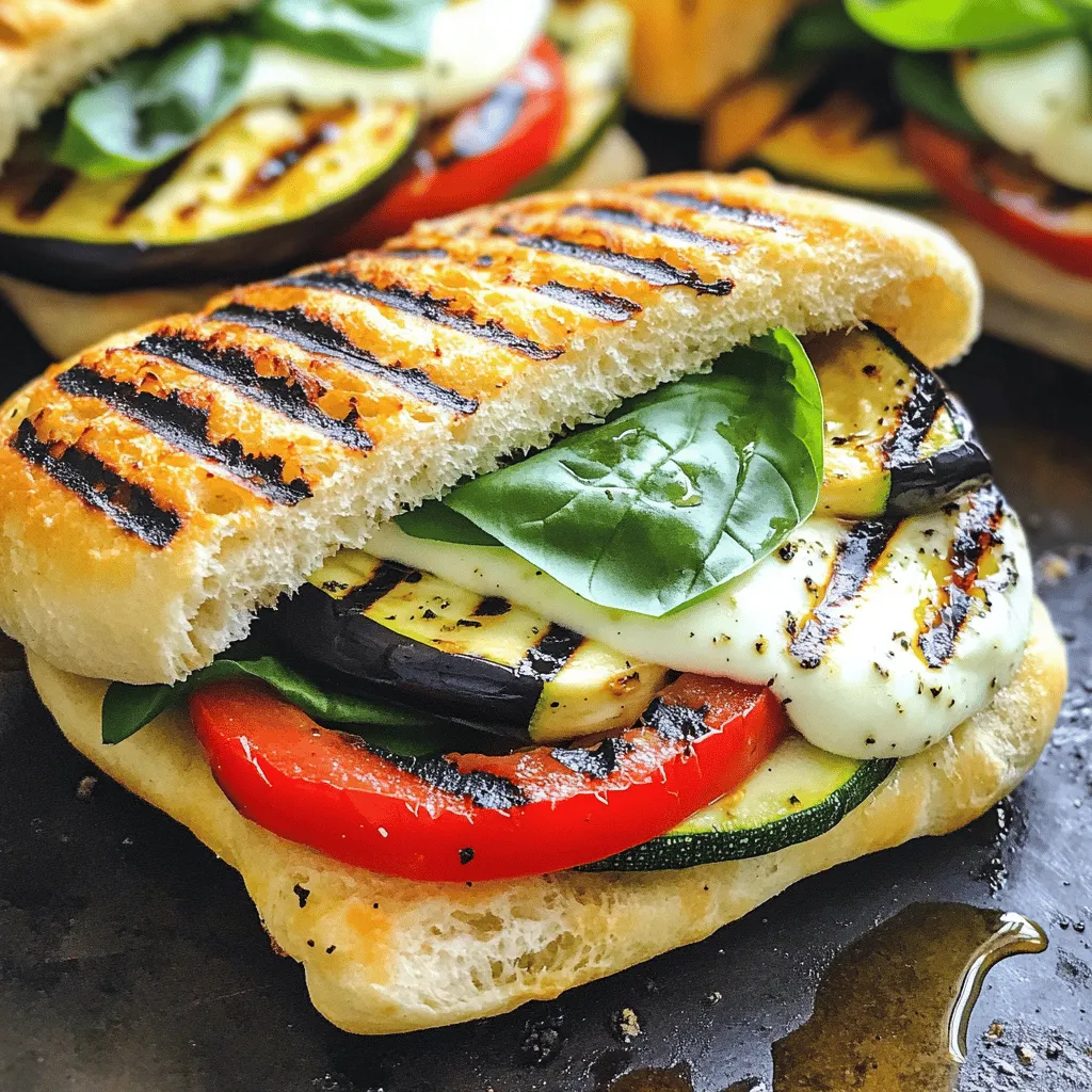 Für das Gegrillte Gemüse-Panini benötigst du einige einfache Zutaten. Hier sind die Hauptbestandteile: - 1 mittelgroße Zucchini, in Scheiben geschnitten - 1 Paprika (rot oder gelb), in Scheiben geschnitten - 1 kleine Aubergine, in Scheiben geschnitten - 1 Tasse frischer Spinat - 1/2 rote Zwiebel, dünn geschnitten - 4 Esslöffel Olivenöl - 1 Teelöffel Balsamico-Essig - Salz und Pfeffer nach Geschmack - 1 Teelöffel getrocknete italienische Kräuter - 4 Scheiben Focaccia oder Ciabatta-Brot - 1 Tasse Mozzarella, gerieben - Frische Basilikumblätter zum Garnieren Ich empfehle, mit frischem Gemüse zu arbeiten. Zucchini und Paprika geben Farbe. Auberginen bringen einen tollen Geschmack. Du kannst auch andere Gemüsesorten verwenden, die du magst. Probiere zum Beispiel Zwiebeln oder Pilze. Je mehr Farben, desto besser sieht dein Panini aus! Für mehr Geschmack kannst du einige optionale Zutaten hinzufügen. Probiere Hummus oder Pesto als Aufstrich. Diese machen das Panini noch leckerer. Auch Avocado kann eine gute Ergänzung sein. Du kannst mit verschiedenen Käsesorten experimentieren, wie Feta oder Gouda. Heize den Grill oder eine Grillpfanne auf mittlerer Temperatur vor. Das ist wichtig, damit das Gemüse gleichmäßig gart. Ein gut vorbereiteter Grill gibt dem Gemüse diese perfekten Grillstreifen. Wenn die Hitze stimmt, dann ist alles bereit für das Grillen. Nimm eine große Schüssel und füge die geschnittene Zucchini, Paprika und Aubergine hinzu. Gib 2 Esslöffel Olivenöl, Balsamico-Essig, Salz, Pfeffer und die italienischen Kräuter dazu. Mische alles gut durch. So nimmt das Gemüse die Aromen auf. Lass es etwa 10 Minuten marinieren. Dies macht einen großen Unterschied im Geschmack. Lege das marinierte Gemüse auf den Grill. Grill es für 3-4 Minuten auf jeder Seite. Es sollte zart und leicht braun sein. Nimm das Gemüse dann vom Grill und lass es kurz ruhen. Jetzt kommt der spaßige Teil: Baue dein Sandwich! Bestreiche die Außenseiten des Brotes mit dem restlichen Olivenöl. Lege das gegrillte Gemüse auf eine Brotscheibe. Füge eine Handvoll frischen Spinat und den geriebenen Mozzarella hinzu. Setze die zweite Brotscheibe auf das Gemüse. Lege das Sandwich auf den Grill oder in eine Panini-Presse. Grill es 3-4 Minuten lang, bis das Brot goldbraun und der Käse geschmolzen ist. Wenn du eine Pfanne benutzt, drücke leicht mit einem Pfannenwender und wende das Sandwich. Nimm das Panini nach dem Grillen vom Herd und lass es eine Minute abkühlen. Schneide es diagonal durch und garniere es mit frischen Basilikumblättern. Jetzt ist dein Gegrilltes Gemüse-Panini bereit zum Genießen! Um das beste Gegrillte Gemüse-Panini zuzubereiten, ist die Grilltechnik entscheidend. Heizen Sie den Grill gut vor. Eine mittlere Temperatur sorgt dafür, dass das Gemüse gleichmäßig gart. Verwenden Sie frisches Gemüse, da dies den Geschmack enorm verbessert. Drehen Sie das Gemüse während des Grillens, um schöne Streifen zu erhalten und es gleichmäßig zu garen. Lassen Sie das Gemüse nach dem Grillen kurz ruhen. So können sich die Aromen setzen. Für das Gegrillte Gemüse-Panini empfehle ich Mozzarella. Er schmilzt gut und hat einen milden Geschmack. Alternativ können Sie auch Feta oder Ziegenkäse verwenden. Diese Käse verleihen dem Panini eine besondere Note. Kombinieren Sie die Käse mit italienischen Kräutern, wie Oregano oder Basilikum. Diese Gewürze bringen den Geschmack des Gemüses zur Geltung. Ein Spritzer Balsamico-Essig kann das Ganze abrunden. Für eine vegane Variante ersetzen Sie den Käse durch pflanzliche Alternativen. Es gibt viele schmackhafte vegane Käsesorten auf dem Markt. Nutzen Sie glutenfreies Brot, wenn Sie eine glutenfreie Option benötigen. Die meisten Gemüsesorten sind von Natur aus glutenfrei. Achten Sie darauf, auch die Marinade ohne tierische Produkte zu wählen. So bleibt das Panini lecker und passt zu Ihrer Diät. Für das vollständige Rezept, schauen Sie sich die [Full Recipe] an. {{image_4}} Du kannst dein Panini mit verschiedenen Gemüsesorten anpassen. Probiere zum Beispiel: - Gegrillte Pilze - Zucchini - Süßkartoffeln - Brokkoli - Artischocken Diese Gemüse geben deinem Panini einen neuen Geschmack. Du kannst auch frisches Gemüse verwenden, wie Tomaten oder Rucola. Das sorgt für Frische und Farbe. Die Brotsorte macht viel aus. Focaccia und Ciabatta sind klasse Optionen. Du kannst auch: - Vollkornbrot - Baguette - Glutenfreies Brot Jede Brotsorte bringt ihren eigenen Charme und Textur. Experimentiere und finde deinen Favoriten! Aufstriche machen dein Panini noch besser. Hier sind einige Ideen: - Pesto für einen würzigen Kick - Hummus für eine cremige Note - Avocado für gesunde Fette Diese Aufstriche geben deinem Panini mehr Geschmack und Vielfalt. Probiere die verschiedenen Kombinationen aus dem [Full Recipe]. Um die Reste deines gegrillten Gemüse-Paninis gut zu lagern, folge diesen Tipps: - Lass das Panini zuerst auf Raumtemperatur abkühlen. - Wickel es in Frischhaltefolie oder lege es in einen luftdichten Behälter. - Halte es von direkter Sonneneinstrahlung fern. Das Aufwärmen ist einfach. So machst du es richtig: - Verwende einen Toaster oder eine Grillpfanne. - Erhitze es bei mittlerer Hitze, damit das Brot knusprig bleibt. - Du kannst auch eine Mikrowelle verwenden, aber das Brot wird nicht knusprig. Die Haltbarkeit ist wichtig für den Genuss. Hier sind die Details: - Im Kühlschrank bleibt das Panini frisch für etwa 2-3 Tage. - Im Gefrierschrank kann es bis zu einem Monat halten. - Achte darauf, es gut zu verpacken, um Gefrierbrand zu vermeiden. Diese einfachen Schritte helfen dir, dein gegrilltes Gemüse-Panini frisch und lecker zu halten. Wenn du das Panini zubereitest, kannst du auch gerne die [Full Recipe] ausprobieren, um dein Kochen noch abwechslungsreicher zu gestalten! Um das Gegrillte Gemüse-Panini perfekt zuzubereiten, folge diesen einfachen Schritten: 1. Heize deinen Grill oder eine Grillpfanne auf mittlere Hitze vor. 2. Mische die geschnittenen Zucchini, Paprika und Aubergine mit Olivenöl, Balsamico-Essig, Salz, Pfeffer und italienischen Kräutern. 3. Grill das Gemüse für etwa 3-4 Minuten pro Seite. Achte darauf, dass es zart ist und schöne Grillstreifen hat. 4. Bestreiche das Brot mit Olivenöl, lege das gegrillte Gemüse und Spinat darauf, und streue den Mozzarella darüber. 5. Decke das Sandwich mit einer weiteren Brotscheibe ab und grill es für 3-4 Minuten. Das Brot soll goldbraun sein und der Käse geschmolzen. Ein gut gegrilltes Panini hat eine knusprige Kruste und einen schmelzenden Käse. Ja, du kannst das Panini ohne Käse machen. Du kannst die gleichen Schritte befolgen und den Käse einfach weglassen. Stattdessen kannst du mehr frisches Gemüse oder Avocado hinzufügen. Diese Optionen halten das Panini lecker und nahrhaft. Eine vegane Option ist auch toll. Nutze zum Beispiel Hummus oder Pesto als Aufstrich. So bleibt der Geschmack stark und du hast ein tolles Gericht. Für ein Gegrilltes Gemüse-Panini passen viele Beilagen gut. Hier sind einige Ideen: - Ein frischer grüner Salat mit Vinaigrette - Knusprige Pommes oder Süßkartoffelpommes - Eine cremige Suppe, wie Tomatensuppe - Gebratene Zucchini oder Auberginen als Beilage Diese Beilagen ergänzen das Panini und machen dein Essen bunter. Zu einem Gegrillten Gemüse-Panini passen verschiedene Getränke gut. Hier sind einige Vorschläge: - Ein spritziger Weißwein, wie Sauvignon Blanc - Eine frische Limonade mit Minze - Ein kaltes Bier, wie ein helles Lagerbier - Mineralwasser mit einem Spritzer Zitrone Jedes dieser Getränke bringt frische Aromen und macht das Essen noch besser. Ein Gegrilltes Gemüse-Panini ist eine leckere Option mit vielen Zutaten. Du kannst das Gemüse vorher marinieren und dann perfekt grillen. Die Tipps helfen dir, die Technik zu verbessern und verschiedene Diäten zu berücksichtigen. Du kannst auch die Gemüsesorten und Brote nach Lust und Laune variieren. Denke daran, Reste richtig zu lagern. So schmecken sie später genauso gut. Probiere dieses Rezept aus und entdecke die Vielfalt!