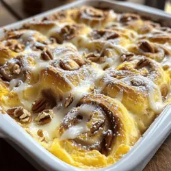 Für einen köstlichen Zimtschneckenauflauf brauchst du einige einfache Zutaten. Hier sind die Hauptzutaten: - 2 Dosen frische Zimtschnecken (mit Zuckerguss) - 6 große Eier - 250 ml Milch - 1 Teelöffel Vanilleextrakt - 1 Teelöffel gemahlener Zimt - 125 ml Ahornsirup Diese Zutaten machen die Basis deines Auflaufs. Die Zimtschnecken bringen die süße Note, während die Eier und die Milch die perfekte Textur geben. Um deinen Auflauf noch besser zu machen, kannst du einige zusätzliche Zutaten hinzufügen: - 125 g gehackte Pekannüsse (optional) - Puderzucker zum Bestäuben (optional) Die Pekannüsse fügen einen tollen Crunch hinzu. Der Puderzucker sorgt für ein schönes Finish. Wähle frische Zimtschnecken aus dem Kühlregal. Achte darauf, dass die Zimtschnecken gut gefüllt sind. Hochwertige Eier machen einen großen Unterschied. Greife nach Bio-Eiern, wenn möglich. Verwende frische Milch und echten Vanilleextrakt. Diese kleinen Details heben den Geschmack deines Auflaufs hervor. Denke daran, die Zutaten gut zu vermischen, um ein gleichmäßiges Ergebnis zu erzielen. Für das volle Rezept schaue dir den Full Recipe an. Heizen Sie Ihren Ofen auf 175°C vor. Dies ist der erste Schritt, um den Zimtschneckenauflauf perfekt zu backen. Nehmen Sie eine 23x33 cm große Backform und fetten Sie sie gut ein. Das verhindert, dass der Auflauf kleben bleibt. Ein bisschen Butter oder Öl funktioniert hier gut. Wenn der Ofen heiß ist, sind Sie bereit, die Zimtschnecken vorzubereiten. Öffnen Sie zwei Dosen frische Zimtschnecken. Schneiden Sie jede Rolle in vier Stücke. Legen Sie diese Stücke gleichmäßig in die vorbereitete Backform. Achten Sie darauf, dass die Stücke nicht übereinander liegen. So können sie gleichmäßig backen und schön aufgehen. Diese Zimtschnecken bringen viel Geschmack und Süße in Ihr Frühstück. Jetzt machen wir die Ei-Mischung. In einer großen Schüssel verquirlen Sie sechs Eier, 250 ml Milch, einen Teelöffel Vanilleextrakt, einen Teelöffel gemahlenen Zimt und 125 ml Ahornsirup. Rühren Sie gut um, bis alles gut vermischt ist. Gießen Sie die Mischung gleichmäßig über die Zimtschnecken. Achten Sie darauf, dass alle Stücke gut benetzt sind. Wenn Sie mögen, streuen Sie 125 g gehackte Pekannüsse darüber. Diese geben zusätzlichen Crunch und Geschmack. Für das vollständige Rezept schauen Sie sich bitte das [Full Recipe] an. Um einen perfekten Zimtschneckenauflauf zu backen, sollten Sie einige Fehler vermeiden. Ein häufiger Fehler ist, den Ofen nicht vorzuheizen. Wenn Sie den Auflauf in einen kalten Ofen stellen, backt er ungleichmäßig. Ein weiterer Fehler ist, die Backform nicht zu fetten. Dies kann dazu führen, dass der Auflauf an der Form kleben bleibt. Achten Sie auch darauf, die Zimtschnecken gleichmäßig zu verteilen. So wird jedes Stück schön durchtränkt. Der perfekte Zimtschneckenauflauf ist goldbraun und fluffig. Um dies zu erreichen, verwenden Sie frische Zimtschnecken. Diese haben die beste Textur und den besten Geschmack. Außerdem sollten Sie die Ei-Mischung gut verquirlen. So verbindet sich alles gut und es gibt keine Klumpen. Lassen Sie den Auflauf nach dem Backen einige Minuten abkühlen. Dadurch setzen sich die Aromen besser und der Auflauf wird stabiler. Sie können den Zimtschneckenauflauf leicht im Voraus vorbereiten. Schneiden Sie die Zimtschnecken und bereiten Sie die Ei-Mischung am Abend vorher vor. Lagern Sie beides im Kühlschrank. Am Morgen müssen Sie nur alles zusammenfügen und backen. So sparen Sie Zeit und können den Auflauf frisch genießen. Weitere Details finden Sie in der Full Recipe. {{image_4}} Wenn Sie eine vegane Option möchten, gibt es viele einfache Anpassungen. Ersetzen Sie die Eier durch Leinsamen oder Chiasamen. Mischen Sie jeweils einen Esslöffel mit drei Esslöffeln Wasser. Lassen Sie es fünf Minuten ruhen, bis es gelartig wird. Für die Milch verwenden Sie Hafer- oder Mandelmilch. Diese Alternativen geben dem Auflauf eine tolle Konsistenz und viel Geschmack. Sie können den Zimtschneckenauflauf je nach Saison anpassen. Im Herbst sind Äpfel oder Kürbis perfekt. Schneiden Sie Äpfel in kleine Stücke und mischen Sie sie unter die Zimtschnecken. Für einen Kürbisauflauf fügen Sie Kürbispüree zur Ei-Mischung hinzu. Im Sommer sind Beeren wie Himbeeren oder Blaubeeren eine fruchtige Ergänzung. Sie bringen Frische und Farbe in den Auflauf. Experimentieren Sie mit verschiedenen Geschmäckern. Fügen Sie Schokoladenstückchen oder Erdnüsse für einen süßen Crunch hinzu. Für einen nussigen Kick sind Walnüsse oder Mandeln eine gute Wahl. Auch Karamellsauce kann den Auflauf verfeinern. Gießen Sie etwas über die fertigen Zimtschnecken, bevor Sie servieren. Es gibt viele Möglichkeiten, den Auflauf zu variieren und jedes Mal neu zu gestalten. Für das vollständige Rezept besuchen Sie den Abschnitt [Full Recipe]. Nach dem Genießen des Zimtschneckenauflaufs bleiben oft Reste übrig. Um die Frische zu bewahren, lassen Sie den Auflauf auf Raumtemperatur abkühlen. Schneiden Sie dann den Auflauf in Portionen. Legen Sie diese in einen luftdichten Behälter. So bleibt der Auflauf für drei bis vier Tage frisch im Kühlschrank. Falls Sie mehr Reste haben, können Sie den Zimtschneckenauflauf auch einfrieren. Lassen Sie ihn zuerst ganz abkühlen. Schneiden Sie ihn in Portionen. Wickeln Sie jede Portion in Frischhaltefolie und legen Sie sie in einen gefrierfesten Behälter. So bleibt der Auflauf bis zu drei Monate haltbar. Denken Sie daran, das Datum auf dem Behälter zu notieren. Beim Wiederaufwärmen ist es wichtig, die Qualität zu erhalten. Nehmen Sie die Portionen aus dem Kühlschrank oder Gefrierfach. Für Kühlschrankreste heizen Sie den Ofen auf 175°C vor. Legen Sie den Auflauf in eine Auflaufform und decken Sie ihn mit Alufolie ab. Erwärmen Sie ihn für etwa 15 bis 20 Minuten. Für gefrorene Portionen heizen Sie ihn auf 180°C und backen ihn für 25 bis 30 Minuten. Prüfen Sie, ob er heiß ist, bevor Sie ihn servieren. So bleibt der Geschmack frisch und lecker. Das Backen eines Zimtschneckenauflaufs dauert etwa 25 bis 30 Minuten. Du solltest den Auflauf im vorgeheizten Ofen bei 175°C backen. Achte darauf, dass die Mitte fest ist und die Oberfläche goldbraun aussieht. So stellst du sicher, dass der Auflauf perfekt gegart ist. Ja, du kannst den Zimtschneckenauflauf im Voraus zubereiten. Bereite die Zimtschnecken und die Ei-Mischung einfach vor. Gib alles in die Backform und stelle sie in den Kühlschrank. Du kannst den Auflauf dann am nächsten Morgen backen. So sparst du Zeit und kannst dein Frühstück genießen. Zu einem Zimtschneckenauflauf passt frisches Obst sehr gut. Du kannst Beeren, Bananen oder Äpfel servieren. Auch Joghurt oder Schlagsahne sind tolle Begleiter. Sie bringen zusätzliche Frische und machen das Frühstück noch leckerer. Der Zimtschneckenauflauf ist ein einfaches, köstliches Gericht. Wir haben die besten Zutaten, eine Schritt-für-Schritt-Anleitung und nützliche Tipps zum Backen besprochen. Varianten und Lagerungshinweise helfen dir, den Auflauf noch länger zu genießen. Denke daran, die Zutaten frisch zu wählen und im Voraus zu planen. Mit diesen Tipps wird dein Zimtschneckenauflauf immer ein Hit. Viel Spaß beim Ausprobieren und Genießen!