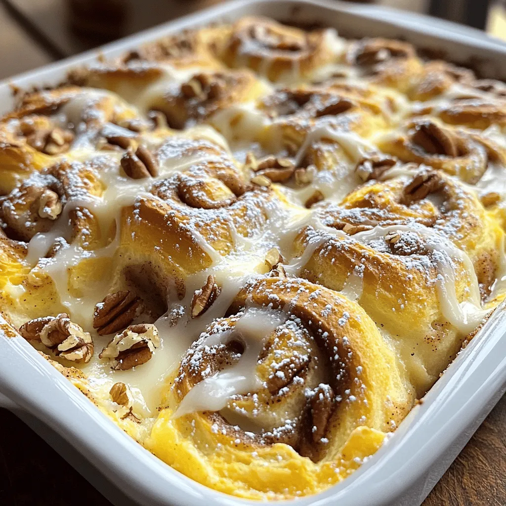 Für einen köstlichen Zimtschneckenauflauf brauchst du einige einfache Zutaten. Hier sind die Hauptzutaten: - 2 Dosen frische Zimtschnecken (mit Zuckerguss) - 6 große Eier - 250 ml Milch - 1 Teelöffel Vanilleextrakt - 1 Teelöffel gemahlener Zimt - 125 ml Ahornsirup Diese Zutaten machen die Basis deines Auflaufs. Die Zimtschnecken bringen die süße Note, während die Eier und die Milch die perfekte Textur geben. Um deinen Auflauf noch besser zu machen, kannst du einige zusätzliche Zutaten hinzufügen: - 125 g gehackte Pekannüsse (optional) - Puderzucker zum Bestäuben (optional) Die Pekannüsse fügen einen tollen Crunch hinzu. Der Puderzucker sorgt für ein schönes Finish. Wähle frische Zimtschnecken aus dem Kühlregal. Achte darauf, dass die Zimtschnecken gut gefüllt sind. Hochwertige Eier machen einen großen Unterschied. Greife nach Bio-Eiern, wenn möglich. Verwende frische Milch und echten Vanilleextrakt. Diese kleinen Details heben den Geschmack deines Auflaufs hervor. Denke daran, die Zutaten gut zu vermischen, um ein gleichmäßiges Ergebnis zu erzielen. Für das volle Rezept schaue dir den Full Recipe an. Heizen Sie Ihren Ofen auf 175°C vor. Dies ist der erste Schritt, um den Zimtschneckenauflauf perfekt zu backen. Nehmen Sie eine 23x33 cm große Backform und fetten Sie sie gut ein. Das verhindert, dass der Auflauf kleben bleibt. Ein bisschen Butter oder Öl funktioniert hier gut. Wenn der Ofen heiß ist, sind Sie bereit, die Zimtschnecken vorzubereiten. Öffnen Sie zwei Dosen frische Zimtschnecken. Schneiden Sie jede Rolle in vier Stücke. Legen Sie diese Stücke gleichmäßig in die vorbereitete Backform. Achten Sie darauf, dass die Stücke nicht übereinander liegen. So können sie gleichmäßig backen und schön aufgehen. Diese Zimtschnecken bringen viel Geschmack und Süße in Ihr Frühstück. Jetzt machen wir die Ei-Mischung. In einer großen Schüssel verquirlen Sie sechs Eier, 250 ml Milch, einen Teelöffel Vanilleextrakt, einen Teelöffel gemahlenen Zimt und 125 ml Ahornsirup. Rühren Sie gut um, bis alles gut vermischt ist. Gießen Sie die Mischung gleichmäßig über die Zimtschnecken. Achten Sie darauf, dass alle Stücke gut benetzt sind. Wenn Sie mögen, streuen Sie 125 g gehackte Pekannüsse darüber. Diese geben zusätzlichen Crunch und Geschmack. Für das vollständige Rezept schauen Sie sich bitte das [Full Recipe] an. Um einen perfekten Zimtschneckenauflauf zu backen, sollten Sie einige Fehler vermeiden. Ein häufiger Fehler ist, den Ofen nicht vorzuheizen. Wenn Sie den Auflauf in einen kalten Ofen stellen, backt er ungleichmäßig. Ein weiterer Fehler ist, die Backform nicht zu fetten. Dies kann dazu führen, dass der Auflauf an der Form kleben bleibt. Achten Sie auch darauf, die Zimtschnecken gleichmäßig zu verteilen. So wird jedes Stück schön durchtränkt. Der perfekte Zimtschneckenauflauf ist goldbraun und fluffig. Um dies zu erreichen, verwenden Sie frische Zimtschnecken. Diese haben die beste Textur und den besten Geschmack. Außerdem sollten Sie die Ei-Mischung gut verquirlen. So verbindet sich alles gut und es gibt keine Klumpen. Lassen Sie den Auflauf nach dem Backen einige Minuten abkühlen. Dadurch setzen sich die Aromen besser und der Auflauf wird stabiler. Sie können den Zimtschneckenauflauf leicht im Voraus vorbereiten. Schneiden Sie die Zimtschnecken und bereiten Sie die Ei-Mischung am Abend vorher vor. Lagern Sie beides im Kühlschrank. Am Morgen müssen Sie nur alles zusammenfügen und backen. So sparen Sie Zeit und können den Auflauf frisch genießen. Weitere Details finden Sie in der Full Recipe. {{image_4}} Wenn Sie eine vegane Option möchten, gibt es viele einfache Anpassungen. Ersetzen Sie die Eier durch Leinsamen oder Chiasamen. Mischen Sie jeweils einen Esslöffel mit drei Esslöffeln Wasser. Lassen Sie es fünf Minuten ruhen, bis es gelartig wird. Für die Milch verwenden Sie Hafer- oder Mandelmilch. Diese Alternativen geben dem Auflauf eine tolle Konsistenz und viel Geschmack. Sie können den Zimtschneckenauflauf je nach Saison anpassen. Im Herbst sind Äpfel oder Kürbis perfekt. Schneiden Sie Äpfel in kleine Stücke und mischen Sie sie unter die Zimtschnecken. Für einen Kürbisauflauf fügen Sie Kürbispüree zur Ei-Mischung hinzu. Im Sommer sind Beeren wie Himbeeren oder Blaubeeren eine fruchtige Ergänzung. Sie bringen Frische und Farbe in den Auflauf. Experimentieren Sie mit verschiedenen Geschmäckern. Fügen Sie Schokoladenstückchen oder Erdnüsse für einen süßen Crunch hinzu. Für einen nussigen Kick sind Walnüsse oder Mandeln eine gute Wahl. Auch Karamellsauce kann den Auflauf verfeinern. Gießen Sie etwas über die fertigen Zimtschnecken, bevor Sie servieren. Es gibt viele Möglichkeiten, den Auflauf zu variieren und jedes Mal neu zu gestalten. Für das vollständige Rezept besuchen Sie den Abschnitt [Full Recipe]. Nach dem Genießen des Zimtschneckenauflaufs bleiben oft Reste übrig. Um die Frische zu bewahren, lassen Sie den Auflauf auf Raumtemperatur abkühlen. Schneiden Sie dann den Auflauf in Portionen. Legen Sie diese in einen luftdichten Behälter. So bleibt der Auflauf für drei bis vier Tage frisch im Kühlschrank. Falls Sie mehr Reste haben, können Sie den Zimtschneckenauflauf auch einfrieren. Lassen Sie ihn zuerst ganz abkühlen. Schneiden Sie ihn in Portionen. Wickeln Sie jede Portion in Frischhaltefolie und legen Sie sie in einen gefrierfesten Behälter. So bleibt der Auflauf bis zu drei Monate haltbar. Denken Sie daran, das Datum auf dem Behälter zu notieren. Beim Wiederaufwärmen ist es wichtig, die Qualität zu erhalten. Nehmen Sie die Portionen aus dem Kühlschrank oder Gefrierfach. Für Kühlschrankreste heizen Sie den Ofen auf 175°C vor. Legen Sie den Auflauf in eine Auflaufform und decken Sie ihn mit Alufolie ab. Erwärmen Sie ihn für etwa 15 bis 20 Minuten. Für gefrorene Portionen heizen Sie ihn auf 180°C und backen ihn für 25 bis 30 Minuten. Prüfen Sie, ob er heiß ist, bevor Sie ihn servieren. So bleibt der Geschmack frisch und lecker. Das Backen eines Zimtschneckenauflaufs dauert etwa 25 bis 30 Minuten. Du solltest den Auflauf im vorgeheizten Ofen bei 175°C backen. Achte darauf, dass die Mitte fest ist und die Oberfläche goldbraun aussieht. So stellst du sicher, dass der Auflauf perfekt gegart ist. Ja, du kannst den Zimtschneckenauflauf im Voraus zubereiten. Bereite die Zimtschnecken und die Ei-Mischung einfach vor. Gib alles in die Backform und stelle sie in den Kühlschrank. Du kannst den Auflauf dann am nächsten Morgen backen. So sparst du Zeit und kannst dein Frühstück genießen. Zu einem Zimtschneckenauflauf passt frisches Obst sehr gut. Du kannst Beeren, Bananen oder Äpfel servieren. Auch Joghurt oder Schlagsahne sind tolle Begleiter. Sie bringen zusätzliche Frische und machen das Frühstück noch leckerer. Der Zimtschneckenauflauf ist ein einfaches, köstliches Gericht. Wir haben die besten Zutaten, eine Schritt-für-Schritt-Anleitung und nützliche Tipps zum Backen besprochen. Varianten und Lagerungshinweise helfen dir, den Auflauf noch länger zu genießen. Denke daran, die Zutaten frisch zu wählen und im Voraus zu planen. Mit diesen Tipps wird dein Zimtschneckenauflauf immer ein Hit. Viel Spaß beim Ausprobieren und Genießen!