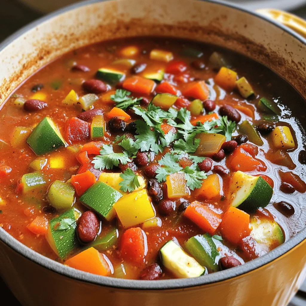 Für mein Veggie-Packed Chili benötigst du: - 2 Esslöffel Olivenöl - 1 große Zwiebel, gewürfelt - 3 Knoblauchzehen, fein gehackt - 1 Paprika (rot oder grün), gewürfelt - 2 Karotten, gewürfelt - 1 Zucchini, gewürfelt - 1 Tasse Champignons, grob gehackt - 1 Dose (425 g) Kidneybohnen, abgetropft und abgewaschen - 1 Dose (425 g) schwarze Bohnen, abgetropft und abgewaschen - 1 Dose (425 g) gewürfelte Tomaten (inklusive Saft) - 1 Tasse Gemüsebrühe - 2 Esslöffel Chiliflocken - 1 Teelöffel Kreuzkümmel - 1 Teelöffel geräuchertes Paprikapulver - Salz und Pfeffer nach Geschmack - Frischer Koriander zur Garnitur (optional) Frische Zutaten sind der Schlüssel. Achte darauf, dass das Gemüse knackig und farbenfroh ist. Wähle Zwiebeln, die fest und schwer sind. Der Knoblauch sollte keine grünen Sprossen haben, denn die sind bitter. Paprika sollte glatt und glänzend sein. So schmeckt dein Chili besser! Bio-Zutaten sind oft nährstoffreicher. Wenn du kannst, wähle Bio-Gemüse. Es hat weniger Pestizide und schmeckt frischer. Bio-Bohnen sind ebenfalls eine gute Wahl. Sie sind oft besser für die Umwelt. Achte darauf, dass die Dosen ohne BPA sind, wenn du Bohnen aus der Dose verwendest. So bleibt dein Chili gesund und lecker! Beginne mit den Zutaten. Du brauchst frisches Gemüse, Bohnen und Gewürze. Wasche das Gemüse gut. Schneide die Zwiebel, Paprika, Karotten, Zucchini und Champignons in kleine Stücke. Dies hilft beim Kochen. Hast du alles bereit? Das macht das Kochen einfacher. Erhitze das Olivenöl in einem großen Topf. Gib die Zwiebel hinzu und dünste sie glasig. Das dauert etwa 5 Minuten. Jetzt kommt der Knoblauch, die Paprika und die Karotten dazu. Brate sie für 3-4 Minuten. Dann füge Zucchini und Champignons hinzu. Weiter braten für 5 Minuten. Jetzt ist es Zeit für die Bohnen und die Tomaten. Rühre alles gut um. Gieße die Gemüsebrühe hinein. Würze das Ganze mit Chiliflocken, Kreuzkümmel, Paprikapulver, Salz und Pfeffer. Bring die Mischung zum Kochen. Reduziere dann die Hitze und lasse das Chili 25-30 Minuten köcheln. Rühre gelegentlich um. Wenn das Chili fertig ist, nimm den Topf vom Herd. Lass es kurz ruhen. So wird der Geschmack besser. Serviere das Chili in tiefen Schalen. Du kannst frischen Koriander darüber streuen. Dieses Chili passt gut zu Brot oder Tortillas. Hol dir das [Full Recipe] für alle Details! Um den Geschmack Ihres Chili zu verbessern, nutzen Sie verschiedene Gewürze. Chiliflocken bringen die gewünschte Schärfe. Kreuzkümmel gibt einen warmen, erdigen Geschmack. Geräuchertes Paprikapulver sorgt für Tiefe. Fügen Sie auch frische Kräuter wie Koriander hinzu. Diese bringen Frische und Farbe. Experimentieren Sie mit anderen Gewürzen. Zum Beispiel können Sie Oregano oder Thymian ausprobieren. Diese verleihen dem Gericht eine besondere Note. Wenn Ihr Chili zu dünn ist, lassen Sie es länger kochen. Das Wasser verdampft und das Chili wird dicker. Sie können auch Maisstärke oder Mehl verwenden, um es schneller zu verdicken. Mischen Sie dazu etwas Stärke mit Wasser und fügen Sie es hinzu. Um das Chili dünner zu machen, geben Sie mehr Gemüsebrühe oder Wasser hinzu. Rühren Sie gut um, damit sich alles verbindet. Ein häufiger Fehler ist das Überkochen des Chilis. Dies kann dazu führen, dass das Gemüse matschig wird. Achten Sie daher auf die Kochzeit. Ein weiterer Fehler ist das Vergessen der Gewürze. Probieren Sie das Chili immer! Passen Sie die Gewürze nach Ihrem Geschmack an. Verwenden Sie frisches Gemüse, um den besten Geschmack zu erreichen. Ein weiterer Tipp ist, das Chili erst nach dem Kochen zu salzen. So bleibt das Gemüse knackiger und der Geschmack intensiver. {{image_4}} Veggie-Packed Chili ist von Natur aus vegan. Alle Zutaten sind pflanzlich. Verwenden Sie Gemüsebrühe, die frei von tierischen Produkten ist. Sie können auch das Olivenöl durch Kokosöl ersetzen. Dies gibt dem Chili einen leichten, süßen Geschmack. Vergessen Sie nicht, frische Kräuter hinzuzufügen, um den Geschmack zu heben. Um das Chili glutenfrei zu machen, wählen Sie glutenfreie Brühe. Die meisten Bohnen und Gemüse sind bereits glutenfrei. Achten Sie darauf, dass alle Gewürze und Zutaten glutenfrei sind. Lesen Sie die Etiketten sorgfältig. So vermeiden Sie versteckte Glutenquellen. Das Chili bleibt lecker und nahrhaft. Fühlen Sie sich frei, kreative Gemüsesorten hinzuzufügen. Süßkartoffeln sorgen für eine süße Note. Brokkoli fügt eine knackige Textur hinzu. Auch Spinat oder Grünkohl sind tolle Optionen. Diese Gemüsesorten bringen zusätzliche Nährstoffe und Farbe. Experimentieren Sie mit verschiedenen Kombinationen, um Ihr perfektes Chili zu finden. Für das vollständige Rezept schauen Sie sich die [Full Recipe] an. Um Ihr Veggie-Packed Chili frisch zu halten, lassen Sie es zuerst abkühlen. Füllen Sie das Chili dann in einen luftdichten Behälter. Lagern Sie es im Kühlschrank. Es bleibt bis zu fünf Tage frisch. Achten Sie darauf, den Behälter gut zu verschließen. So bleibt der Geschmack erhalten. Wenn Sie mehr Chili zubereitet haben, können Sie es einfrieren. Füllen Sie das abgekühlte Chili in einen gefrierfesten Behälter. Lassen Sie etwas Platz oben, da sich das Chili beim Einfrieren ausdehnt. So bleibt es bis zu drei Monate haltbar. Zum Auftauen stellen Sie den Behälter einfach über Nacht in den Kühlschrank. Erhitzen Sie es dann auf dem Herd oder in der Mikrowelle. Die Reste von Veggie-Packed Chili sind vielseitig einsetzbar. Sie können es als Füllung für Burritos oder Tacos verwenden. Es schmeckt auch gut zu Reis oder Quinoa. Achten Sie darauf, Reste innerhalb von fünf Tagen zu essen. Wenn Sie es länger aufbewahren, nutzen Sie das Einfrieren. So bleibt der Geschmack frisch und lecker. Die Zubereitung von Veggie-Packed Chili dauert insgesamt etwa 45 Minuten. Du brauchst 15 Minuten für die Vorbereitung der Zutaten. Dann kochst du das Chili für 25 bis 30 Minuten. Diese Zeit ist wichtig, um die Aromen gut zu vermischen. Je länger du es kochen lässt, desto besser wird der Geschmack. Ja, du kannst die Bohnen ersetzen. Wenn du keine Kidney- oder schwarze Bohnen magst, nimm einfach andere. Weiße Bohnen oder Kichererbsen sind auch gute Optionen. Achte darauf, dass die Textur und der Geschmack harmonieren. Du kannst die Bohnen auch ganz weglassen, wenn du mehr Gemüse möchtest. Ja, Veggie-Packed Chili ist sehr gesund. Es enthält viele Gemüsearten, die reich an Vitaminen sind. Bohnen liefern wichtige Proteine und Ballaststoffe. Das Olivenöl hat gesunde Fette, die gut für dein Herz sind. Außerdem kannst du die Schärfe und die Gewürze anpassen, um es nach deinem Geschmack zu machen. In diesem Artikel haben wir die besten Zutaten für Veggie-Packed Chili besprochen. Ich habe eine Schritt-für-Schritt-Anleitung zum Kochen gegeben. Tipps und Tricks helfen dir, Geschmäcker zu optimieren und häufige Fehler zu vermeiden. Du kannst auch Variationen ausprobieren, wie vegane und glutenfreie Optionen. Denk daran, Chili richtig zu lagern, um seine Frische zu bewahren. Veggie-Packed Chili ist einfach, gesund und lecker. Nutze meine Tipps und kreiere dein perfektes Gericht!