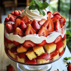 Für ein köstliches Erdbeer-Shortcake-Trifle brauchst du folgende Zutaten: - 2 Tassen frische Erdbeeren, geputzt und in Scheiben geschnitten - 1/4 Tasse Kristallzucker - 1 Teelöffel Vanilleextrakt - 1 Tasse Schlagsahne - 1/4 Tasse Puderzucker - 1 Teelöffel Vanilleextrakt (für die Schlagsahne) - 8 Unzen Biskuitkuchen, in Würfel geschnitten (kann gekauft oder selbstgemacht werden) - 1 Tasse Vanillejoghurt - Frische Minzblätter zur Garnierung (optional) Diese Zutaten sorgen für einen süßen und frischen Geschmack. Die Kombination aus Erdbeeren, Sahne und Biskuit ist einfach himmlisch. Um dein Trifle perfekt zuzubereiten, benötigst du einige einfache Utensilien: - Eine große Schüssel - Ein Handmixer oder eine Küchenmaschine - Ein großes Trifle-Gefäß oder einzelne Serviergläser - Ein Löffel zum Schichten - Ein Schneidebrett und ein Messer Mit diesen Utensilien kannst du die Zutaten einfach vermengen und schichten. Wenn du kreativ werden möchtest, probiere diese Varianten: - Blaubeeren: Ersetze die Erdbeeren durch frische Blaubeeren für eine andere Frucht. - Zitronenquark: Füge eine Schicht Zitronenquark für zusätzliche Frische hinzu. - Schokolade: Verwende Schokoladenpudding anstelle von Joghurt für eine dekadente Note. Diese Variationen geben deinem Trifle einen neuen Twist und machen es noch spannender. Du kannst auch die Full Recipe für weitere Ideen und Tipps nutzen. Um die Erdbeeren vorzubereiten, schneide sie in Scheiben. Nimm 2 Tassen frische Erdbeeren und lege sie in eine Schüssel. Füge 1/4 Tasse Kristallzucker hinzu. Mische alles gut durch. Lass die Erdbeeren für 15 bis 20 Minuten ziehen. So geben sie ihren Saft ab. Der Zucker hilft auch, die Süße zu betonen. Für die Schlagsahne benötigst du eine separate Schüssel. Gib 1 Tasse Schlagsahne, 1/4 Tasse Puderzucker und 1 Teelöffel Vanilleextrakt hinein. Schlage alles mit einem Mixer auf mittlerer Geschwindigkeit. Achte darauf, die Sahne nicht zu übermixen. Sie sollte weiche Spitzen bilden. So bleibt die Sahne luftig und leicht. Jetzt geht es ans Schichten! Nimm ein großes Trifle-Gefäß oder einzelne Serviergläser. Beginne mit einer Schicht Biskuitkuchenwürfel. Lege eine Schicht Vanillejoghurt über die Kuchenwürfel. Darauf kommt eine Schicht der marinierten Erdbeeren mit ihrem Saft. Toppe das Ganze mit einer Schicht geschlagener Sahne. Wiederhole die Schichten, bis das Gefäß voll ist. Beende mit einer Schicht Sahne obenauf. Decke den Trifle mit Frischhaltefolie ab und stelle ihn für mindestens 1 Stunde in den Kühlschrank. So können sich die Aromen gut vermischen. Für das vollständige Rezept, schau dir die [Full Recipe] an. Um die perfekte Schlagsahne zu machen, wähle frische Sahne. Sie sollte kalt sein. Benutze einen sauberen Mixer. Schlage die Sahne bei mittlerer Geschwindigkeit. Achte darauf, sie nicht zu lange zu schlagen. Wenn sie zu fest wird, wird sie butterig. Füge Puderzucker langsam hinzu. Das gibt ihr Süße und Stabilität. Ein Teelöffel Vanilleextrakt macht sie leckerer. Für einen reibungslosen Ablauf, bereite die Erdbeeren zuerst vor. Lass sie 15-20 Minuten ziehen. Während die Erdbeeren ziehen, schlage die Sahne. Das spart Zeit. Schneide den Biskuitkuchen, während die Sahne schlägt. So hast du alles bereit, wenn du schichtest. Jeder Schritt sollte nicht länger als zehn Minuten dauern. Ein häufiger Fehler ist, die Sahne zu übermixen. Achte darauf, sie gerade so lange zu schlagen, bis sie weiche Spitzen hat. Ein weiterer Fehler ist, die Erdbeeren zu früh mit Zucker zu vermischen. Lass ihnen Zeit, um Saft abzugeben. Wenn die Schichten nicht gleichmäßig sind, sieht der Trifle nicht schön aus. Nimm dir Zeit beim Schichten. Schau dir die Full Recipe an, um die Schritte zu sehen. {{image_4}} Um das Erdbeer-Shortcake-Trifle glutenfrei zu machen, wähle glutenfreien Biskuitkuchen. Es gibt viele Marken, die eine gute Qualität bieten. Du kannst auch selbst glutenfreien Biskuitkuchen backen. Nutze dafür glutenfreies Mehl. Das gibt dem Trifle die gleiche Textur und den Geschmack, den du liebst. Für eine vegane Variante ersetze die Schlagsahne durch Kokoscreme oder pflanzliche Sahne. Diese Alternativen sind leicht und lecker. Verwende auch veganen Joghurt anstelle von Vanillejoghurt. Außerdem kannst du anstelle von Biskuitkuchen vegane Kekse oder Brot verwenden. So bleibt der Genuss ganz ohne tierische Produkte. Das Erdbeer-Shortcake-Trifle ist sehr vielseitig. Im Sommer kannst du frische Pfirsiche oder Himbeeren verwenden. Im Herbst sind Äpfel und Birnen eine tolle Wahl. Im Winter schmecken auch gefrorene Beeren gut. Du kannst jede Frucht nutzen, die dir gefällt. Probiere auch verschiedene Kombinationen. So bleibt das Dessert immer spannend und neu. Für das komplette Rezept, schau dir die [Full Recipe] an. Einen Erdbeer-Shortcake-Trifle kann man einfach im Kühlschrank lagern. Decke den Trifle mit Frischhaltefolie ab. So bleibt er frisch und die Aromen bleiben erhalten. Im Kühlschrank hält er sich bis zu drei Tage. Wenn du ihn länger aufbewahren willst, ist das Einfrieren eine gute Idee. Das Einfrieren von Trifle ist möglich, aber nicht ideal. Die Schichten von Sahne und Joghurt können ihre Textur verlieren. Wenn du ihn dennoch einfrierst, stelle sicher, dass du ihn gut verpackst. Nutze einen luftdichten Behälter oder Frischhaltefolie. So schützt du ihn vor Gefrierbrand. Im Gefrierfach bleibt der Trifle bis zu zwei Monate haltbar. Die Haltbarkeit des Trifles hängt von den Zutaten ab. Frische Erdbeeren und Sahne verderben schneller. Wenn du ihn im Kühlschrank lagerst, iss ihn innerhalb von drei Tagen. Das Wiedererwärmen ist nicht notwendig. Der Trifle schmeckt am besten, wenn er kalt serviert wird. Wenn du ihn eingefroren hast, tau ihn im Kühlschrank über Nacht auf. So bleibt der Geschmack frisch. Das Erdbeer-Shortcake-Trifle Rezept ergibt 6 bis 8 Portionen. Diese Anzahl hängt von der Größe der Portionen ab. Wenn du kleine Gläser verwendest, kannst du mehr Portionen servieren. Wenn du große Portionen magst, sind 6 ideal. Das ist perfekt für eine kleine Feier oder ein Familienessen. Ja, du kannst andere Früchte verwenden. Himbeeren, Heidelbeeren oder Pfirsiche passen gut. Diese Früchte bringen ihre eigene Süße und Frische. Du kannst auch eine Mischung aus verschiedenen Früchten machen. So wird dein Trifle noch bunter und geschmackvoller. Experimentiere mit deinen Lieblingsfrüchten für neue Geschmäcker. Du kannst den Trifle bis zu einen Tag im Voraus zubereiten. Stelle sicher, dass du ihn gut abdeckst. So bleiben die Aromen frisch und die Schichten schön. Wenn du ihn länger aufbewahren willst, lagere die Schlagsahne getrennt. So bleibt sie luftig und lecker. Das Erdbeer-Shortcake-Trifle ist einfach und lecker. Wir haben die wichtigsten Zutaten, Utensilien und Variationen durchgesehen. Die Schritt-für-Schritt-Anleitung macht die Zubereitung leicht. Mit unseren Tipps und Tricks vermeiden Sie häufige Fehler. Sie können das Trifle anpassen, um es glutenfrei oder vegan zu machen. Denken Sie an die besten Lagerungshinweise, um die Frische zu bewahren. Viel Spaß beim Ausprobieren und Genießen!