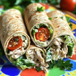 Für einen leckeren Chicken Caesar Wrap brauchst du: - 2 Tassen gekochtes Hähnchenbrustfilet, zerrupft - 1 Tasse Romanasalat, grob gehackt - ½ Tasse Cherrytomaten, halbiert - ¼ Tasse frisch geriebener Parmesan - ¼ Tasse Caesar-Dressing (selbstgemacht oder gekauft) - 4 große Tortillas aus Vollkornweizen - ¼ Teelöffel Knoblauchpulver - Salz und Pfeffer nach Geschmack - Frische Petersilie, gehackt (zum Garnieren) Die Wahl der Zutaten macht einen großen Unterschied. Frisches Hähnchen sorgt für tollen Geschmack. Achte darauf, dass der Romanasalat knackig und grün ist. Frische Cherrytomaten bringen Süße und Farbe. Verwende hochwertigen Parmesan für den besten Geschmack. Bei Dressing ist Selbstgemachtes oft besser. So kontrollierst du die Zutaten und den Geschmack. Falls du glutenfrei essen möchtest, nimm glutenfreie Tortillas. Für eine vegetarische Option ersetze das Hähnchen durch Tofu oder Kichererbsen. Beide sind proteinreich und lecker. Du kannst auch einen veganen Käse verwenden, um den Parmesan zu ersetzen. Die Wraps bleiben so schmackhaft und passen zu vielen Diäten. Um die Hähnchen-Caesar-Füllung zuzubereiten, beginne mit der Auswahl der Zutaten. Du brauchst gekochtes Hähnchen, Romanasalat, Cherrytomaten, Parmesan und Dressing. Zuerst zerrupfst du das Hähnchen in kleine Stücke. Dann hackst du den Romanasalat grob. Halbiere die Cherrytomaten, um sie in die Mischung zu geben. Jetzt kommt der Parmesan. Reibe ihn frisch, um den besten Geschmack zu erhalten. In einer großen Schüssel vermengst du das Hähnchen, den Salat, die Tomaten und den Parmesan. In einer separaten kleinen Schüssel mischst du das Caesar-Dressing mit Knoblauchpulver, Salz und Pfeffer. Probiere das Dressing, um sicherzustellen, dass es dir schmeckt. Gieße es über die Hähnchenmischung und rühre vorsichtig um. Achte darauf, dass alles gut bedeckt ist. Das Wickeln des Wraps ist einfach, wenn du es richtig machst. Lege eine Tortilla auf eine flache Fläche. Gib ein Viertel der Hähnchen-Caesar-Mischung in die Mitte. Jetzt klappst du die Seiten der Tortilla ein. Beginne, die Tortilla von unten nach oben aufzurollen. Achte darauf, dass die Füllung nicht herausfällt. Wickel sie straff, damit der Wrap nicht auseinanderfällt. Wenn du alle Wraps gewickelt hast, kannst du sie nach Belieben grillen oder einfach so servieren. Das Grillen der Wraps kann den Geschmack verbessern. Wenn du einen Panini-Grill hast, benutze ihn! Lege die Wraps für 2-3 Minuten auf den Grill. Achte darauf, dass sie goldbraun werden. Alternativ kannst du eine Pfanne verwenden. Erhitze sie auf mittlerer Stufe und lege die Wraps hinein. Drehe sie nach ein paar Minuten um. Du kannst sie auch kalt servieren, wenn du es magst. Experimentiere, um herauszufinden, was dir am besten schmeckt. Ein häufiger Fehler ist, das Hähnchen zu lange zu kochen. So wird es trocken. Achte darauf, die Hähnchenbrust nur bis zur perfekten Garzeit zu kochen. Übermäßiges Würzen kann ebenfalls den Geschmack überdecken. Halte dich an die Mengen im Rezept. Du kannst Zeit sparen, indem du das Hähnchen und das Gemüse im Voraus vorbereitest. Koche das Hähnchen am Vortag und lagere es im Kühlschrank. Du kannst auch den Romanasalat und die Cherrytomaten im Voraus schneiden. So bist du schneller bereit, wenn du Hunger hast. Um deinen Wrap nach deinem Geschmack anzupassen, probiere verschiedene Dressings aus. Vielleicht magst du ein leichtes Joghurtdressing oder ein würziges Chili-Dressing. Du kannst auch zusätzliche Zutaten wie Avocado oder Bacon hinzufügen. Das macht deinen Wrap noch interessanter. {{image_4}} Du kannst die Hähnchen-Caesar-Wraps leicht vegan machen. Ersetze einfach das Hähnchen durch Tofu. Tofu hat eine tolle Textur und nimmt den Geschmack gut auf. Marinier den Tofu in Sojasauce und knusper ihn vorher an. So wird er lecker und hat mehr Geschmack. Nutze das gleiche Dressing und die frischen Zutaten. Das Ergebnis ist ein gesunder und schmackhafter Wrap. Variiere deinen Wrap nach Belieben. Avocado bringt eine cremige Note. Sie passt perfekt zum Caesar-Dressing. Du kannst auch knusprigen Bacon hinzufügen. Der salzige Geschmack des Bacons kontrastiert mit dem frischen Salat. Auch Käse wie Feta oder Gouda funktioniert gut. Experimentiere mit verschiedenen Zutaten, um deinen perfekten Wrap zu finden. Die Wahl der Tortilla macht einen großen Unterschied. Du kannst Weizentortillas, Vollkorn-Tortillas oder sogar glutenfreie Tortillas verwenden. Jede Sorte hat ihren eigenen Geschmack und ihre eigene Textur. Probier auch Tortillas mit Kräutern oder Gewürzen aus. Diese kleinen Änderungen bringen neue Geschmäcker in dein Gericht. Achte darauf, dass die Tortilla groß genug ist, um die Füllung gut zu halten. Um die übrig gebliebenen Wraps frisch zu halten, wickeln Sie sie in Frischhaltefolie ein. Sie können auch eine luftdichte Box verwenden. Stellen Sie sicher, dass die Wraps nicht zu lange bei Raumtemperatur stehen. Lagern Sie sie im Kühlschrank und verbrauchen Sie sie innerhalb von zwei Tagen. Frische Zutaten sind der Schlüssel zu einem leckeren Wrap. Lagern Sie den Romanasalat und die Cherrytomaten in separaten Behältern. So bleiben sie knackig. Wenn Sie die Wraps im Voraus zubereiten, lassen Sie das Dressing weg, bis Sie bereit sind, zu essen. Das verhindert, dass die Tortilla durchweicht. Um die Wraps wieder warm zu machen, verwenden Sie eine Pfanne bei mittlerer Hitze. Legen Sie den Wrap in die Pfanne und erhitzen Sie ihn 2-3 Minuten auf jeder Seite. So bleibt die Tortilla knusprig. Alternativ können Sie die Wraps auch in der Mikrowelle für 30 Sekunden erwärmen. Achten Sie darauf, sie mit einem feuchten Tuch abzudecken, damit sie nicht austrocknen. Für das vollständige Rezept, schauen Sie sich den Abschnitt "Herzhafte Hähnchen-Caesar-Wraps" an. Wenn du kein Caesar-Dressing magst, probiere Joghurt-Dressing. Es ist leicht und frisch. Auch Ranch-Dressing passt gut. Für eine würzige Note kannst du BBQ-Sauce verwenden. Diese Alternativen geben dem Wrap tollen Geschmack. Du kannst auch Vinaigrette machen. Mische Öl, Essig und Gewürze für einen einfachen Geschmack. Ja, du kannst die Wraps im Voraus machen. Wickele sie einfach in Frischhaltefolie. Lagere sie im Kühlschrank. So bleiben sie frisch für bis zu zwei Tage. Achte darauf, die Füllung nicht zu feucht zu machen. Das verhindert, dass die Tortilla matschig wird. Wenn du sie servieren willst, schneide sie in Hälften. So sieht es hübsch aus und ist leicht zu essen. Zu Chicken Caesar Wraps passen viele Beilagen gut. Ein einfacher grüner Salat ist eine tolle Wahl. Auch Gemüsesticks mit Hummus schmecken gut dazu. Für etwas Warmes kannst du Ofenkartoffeln servieren. Diese Beilagen ergänzen die Wraps perfekt. Du kannst auch Chips für den Crunch dazugeben. Zusammengefasst gibt es viele Möglichkeiten, leckere Chicken Caesar Wraps zuzubereiten. Wählen Sie hochwertige Zutaten aus und nutzen Sie Alternativen für spezielle Diäten. Achten Sie auf die Zubereitung und vermeiden Sie häufige Fehler. Variieren Sie die Rezepte nach Ihren Vorlieben und stellen Sie sicher, dass die Wraps richtig gelagert werden. Wenn Sie all diese Tipps befolgen, werden Ihre Wraps immer frisch und schmackhaft sein! Genießen Sie jeden Biss und probieren Sie neue Ideen aus!