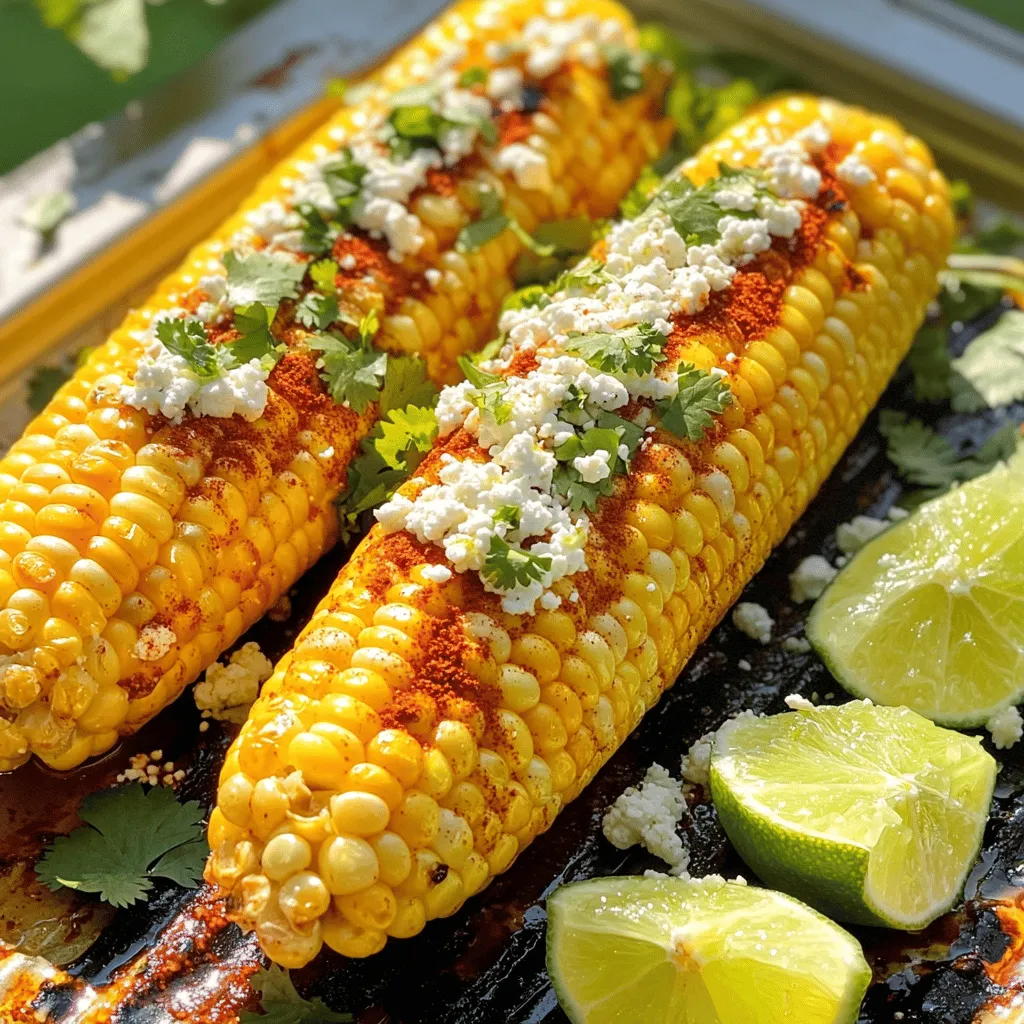 Für Chili Lime Grilled Corn brauchen Sie einfache, frische Zutaten. Diese machen das Rezept besonders lecker. Hier ist die Liste der Hauptzutaten: - 4 frische Maiskolben, geschält - 2 Esslöffel ungesalzene Butter, geschmolzen - 1 Limette, abgerieben und entsaftet Die Maiskolben sind die Hauptzutat. Sie bringen die Süße und den Geschmack. Frische Käufe sind wichtig. Die Butter sorgt für Feuchtigkeit und hilft, die Gewürze zu haften. Die Gewürze geben dem Gericht den besonderen Kick. Sie sind einfach zu finden und machen viel aus. Diese Gewürze sind wichtig für den Geschmack: - 1 Teelöffel Chilipulver - 1/2 Teelöffel geräuchertes Paprikapulver - Salz nach Geschmack Chilipulver bringt die Schärfe. Geräuchertes Paprikapulver fügt ein rauchiges Aroma hinzu. Salz hebt alle Aromen hervor und macht das Gericht rund. Um das Gericht noch besser zu machen, können Sie ein paar Extras hinzufügen. Diese Toppings sind nicht notwendig, aber sie machen das Essen besonders: - 1/4 Tasse Cotijakäse, zerbröselt (optional) - Frischer Koriander, gehackt zur Garnierung Cotijakäse gibt einen salzigen, cremigen Geschmack. Frischer Koriander sorgt für Frische und Farbe. Wenn Sie die Full Recipe verwenden, können Sie diese leckeren Toppings leicht hinzufügen. Stellen Sie sicher, dass Ihr Grill sauber ist. Ein sauberer Grill sorgt für bessere Ergebnisse. Heizen Sie Ihren Grill auf mittelhohe Temperatur vor (ca. 200-220 Grad Celsius). Dies ist wichtig, damit der Mais gut garen kann. Während der Grill aufheizt, können Sie die Maiskolben vorbereiten. Entfernen Sie die Schale vom Mais und achten Sie darauf, alle seidenen Fäden zu entfernen. So bleibt der Mais frisch und lecker. Jetzt machen wir die Marinade. In einer kleinen Schüssel vermengen Sie die geschmolzene Butter mit Chilipulver, geräuchertem Paprikapulver, Limettenabrieb und einer Prise Salz. Rühren Sie alles gut um. Diese Mischung gibt dem Mais einen tollen Geschmack. Bestreichen Sie die Maiskolben gleichmäßig mit der Chili-Limetten-Butter-Mischung. Achten Sie darauf, dass alle Seiten gut bedeckt sind, damit der Geschmack gleichmäßig verteilt wird. Legen Sie die vorbereiteten Maiskolben direkt auf die Grillroste. Grillen Sie die Kolben etwa 10-15 Minuten lang. Wenden Sie sie regelmäßig, damit sie gleichmäßig garen. Die Körner sollten zart und leicht angebräunt sein. Nach dem Grillen nehmen Sie die Maiskolben vom Grill. Träufeln Sie frisch gepressten Limettensaft darüber. Wenn Sie möchten, streuen Sie zerbröselten Cotijakäse über die warmen Kolben. Garnieren Sie mit frisch gehacktem Koriander. Servieren Sie die gegrillten Maiskolben heiß und genießen Sie diesen würzigen Genuss! Für die genauen Schritte können Sie das [Full Recipe] ansehen. Die ideale Grilltemperatur für Chili Lime Grilled Corn liegt bei etwa 200-220 Grad Celsius. Diese Temperatur sorgt dafür, dass der Mais schön gar wird und gleichzeitig eine leckere Grillnote erhält. Wenn der Grill zu heiß ist, kann der Mais außen verbrennen, bevor er innen weich ist. Um sicherzugehen, verwenden Sie ein Grillthermometer. So haben Sie die Temperatur immer im Griff. Ein häufiger Fehler beim Grillen ist, den Mais nicht gut vorzubereiten. Entfernen Sie alle Seidenfäden und die Schale. Wenn die Fäden bleiben, wird der Geschmack leidenschaftslos. Ein weiterer Fehler ist, den Mais zu lange zu grillen. 10-15 Minuten sind genug. Überprüfen Sie die Körner regelmäßig, damit sie nicht austrocknen. Zu viel Marinade kann auch den Grill beeinträchtigen. Weniger ist manchmal mehr. Um den Geschmack zu intensivieren, können Sie die Marinade anpassen. Fügen Sie mehr Limette hinzu für extra Frische. Sie können auch frische Kräuter wie Koriander oder Petersilie verwenden. Ein Spritzer Zitrone oder ein Hauch von Knoblauch in der Marinade macht das Gericht noch besser. Experimentieren Sie mit verschiedenen Paprikasorten, um neue Aromen zu entdecken. Für das vollständige Rezept schauen Sie sich die [Full Recipe](#) an. {{image_4}} Wenn Sie eine vegetarische Option suchen, probieren Sie Zucchini oder Paprika. Diese Gemüse sind saftig und nehmen die Marinade gut auf. Einfach auf den Grill legen und nach dem gleichen Rezept grillen. Das gibt Ihnen eine ähnliche Würze und Frische wie der Mais. Wenn Sie den Cotijakäse nicht mögen, probieren Sie Feta oder Parmesan. Feta bringt eine salzige Note, während Parmesan einen nussigen Geschmack hat. Streuen Sie den Käse nach dem Grillen über den Mais. So erhalten Sie einen neuen Twist. Für mehr Geschmack können Sie verschiedene Gewürze verwenden. Zum Beispiel, fügen Sie Kreuzkümmel oder Knoblauchpulver hinzu. Diese Gewürze verleihen dem Grillmais eine andere Tiefe. Experimentieren Sie mit der Menge, um den perfekten Geschmack zu finden. Wenn du Mais übrig hast, lass ihn zuerst abkühlen. Wickel ihn dann fest in Frischhaltefolie oder lege ihn in einen luftdichten Behälter. So bleibt er frisch und lecker. Du kannst den Mais bis zu drei Tage im Kühlschrank aufbewahren. Achte darauf, dass er gut verpackt ist, um Austrocknen zu vermeiden. Um den Mais wieder aufzuwärmen, kannst du ihn auf dem Grill oder in der Mikrowelle erhitzen. Wenn du den Grill benutzt, lege den Mais auf die indirekte Hitze und wende ihn regelmäßig. In der Mikrowelle kannst du den Mais in einem feuchten Papiertuch einwickeln. Erwärme ihn in kurzen Intervallen von 30 Sekunden. So bleibt er saftig und schmackhaft. Die Haltbarkeit von gegrilltem Mais im Kühlschrank beträgt etwa drei Tage. Nach dieser Zeit kann der Geschmack nachlassen und der Mais kann trocken werden. Wenn du ihn länger aufbewahren möchtest, friere die Kolben ein. So bleibt der Geschmack frisch und du kannst ihn später genießen. Grillen Sie den Mais etwa 10 bis 15 Minuten. Wenden Sie die Kolben regelmäßig. So werden sie gleichmäßig schön braun. Achten Sie darauf, dass die Körner zart sind. Sie sollten leicht aufplatzen, wenn Sie darauf drücken. Ja, Sie können gefrorenen Mais verwenden. Allerdings ist frischer Mais geschmackvoller. Wenn Sie gefrorenen Mais nehmen, tauen Sie ihn vorher auf. Grillen Sie den gefrorenen Mais in einer Grillpfanne. So bleibt er saftig und schmeckt gut. Ja, das Rezept ist von Natur aus glutenfrei. Verwenden Sie frische Zutaten ohne Gluten. Achten Sie darauf, dass auch die Gewürze glutenfrei sind. So können Sie sicher sein, dass Ihr Gericht glutenfrei bleibt. Für die vollständige Zubereitung schauen Sie sich das Full Recipe an. Chili Lime Grilled Corn ist einfach und lecker. Wir haben die besten Zutaten, Gewürze und Toppings besprochen. Die Schritt-für-Schritt-Anleitung hilft dir, den perfekten Mais zu grillen. Die Tipps zeigen dir, wie du Fehler vermeidest und den Geschmack intensivierst. Variationen bieten kreative Ideen für jeden Geschmack. Schließlich haben wir die Aufbewahrung und häufige Fragen geklärt. Grillen macht Spaß und bringt Freude. Probier es aus und teile deine Ergebnisse!