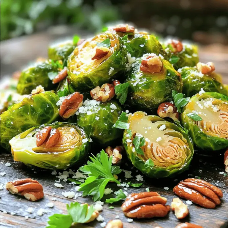 - 450 g Rosenkohl - 3 Esslöffel Olivenöl - 2 Esslöffel Honig - 2 Esslöffel Dijon-Senf - 1 Teelöffel Knoblauchpulver - Salz und Pfeffer - 60 g gehackte Pekannüsse - 60 g frisch geriebener Parmesan - Frische Petersilie zur Garnierung Die Zutaten sind einfach zu finden. Rosenkohl ist das Herzstück dieses Gerichts. Er hat einen tollen Geschmack und ist nahrhaft. Ich nehme frischen Rosenkohl, wasche ihn gut und schneide ihn in zwei Hälften. Das bringt den vollen Geschmack hervor. Ich nutze Olivenöl für die Röstung. Es gibt dem Rosenkohl eine schöne Textur. Honig fügt eine süße Note hinzu, die perfekt mit dem Senf harmoniert. Dijon-Senf bringt eine leichte Schärfe, die das Gericht spannend macht. Knoblauchpulver gibt dem Gericht einen zusätzlichen Geschmackskick. Ich mag es, mit Salz und Pfeffer zu würzen. Diese Gewürze sind wichtig, um alles zusammenzubringen. Wenn ich das Gericht aufpeppen möchte, füge ich gerne Pekannüsse hinzu. Sie bringen Crunch und einen nussigen Geschmack. Parmesan ist eine weitere Option, die ich oft benutze. Er schmilzt leicht und macht das Gericht cremiger. Frische Petersilie ist meine Lieblingsgarnitur. Sie sieht nicht nur schön aus, sondern bringt auch frische Aromen. Das ist die Liste der Zutaten für mein Rezept. Du findest die vollständige Anleitung in der [Full Recipe]. - Heize deinen Ofen auf 200°C vor. - Wasche den Rosenkohl gründlich. - Putze die äußeren Blätter ab und halbiere die Röschen. Die Vorbereitung ist wichtig. Ein gut vorgeheizter Ofen sorgt für knusprigen Rosenkohl. Halbiere die Röschen, damit sie gleichmäßig garen. - In einer großen Schüssel mische 3 Esslöffel Olivenöl, 2 Esslöffel Honig, 2 Esslöffel Dijon-Senf und 1 Teelöffel Knoblauchpulver. - Schmecke die Mischung mit Salz und Pfeffer ab. Die Honig-Senf-Mischung gibt dem Rosenkohl einen tollen Geschmack. Achte darauf, alles gut zu vermengen, damit die Aromen sich verbinden. - Wende die halben Röschen in der Honig-Senf-Mischung, bis sie gut bedeckt sind. - Verteile sie gleichmäßig auf einem Backblech und röste sie für 25-30 Minuten. Die Röstdauer ist entscheidend. Rühre die Röschen nach der Hälfte der Zeit um. So werden sie schön karamellisiert und zart. Folge der Anleitung für das beste Ergebnis. Für die vollständige Zubereitung kannst du das [Full Recipe] nutzen. - Rühren Sie den Rosenkohl während des Röstens um. So wird er gleichmäßig gar. - Karamellisierung bringt den besten Geschmack. Daran sollten Sie denken! - Experimentieren Sie mit verschiedenen Senfsorten. Scharfer Senf gibt einen tollen Kick. - Fügen Sie zusätzliche Gewürze hinzu, um mehr Tiefe zu erreichen. Paprika oder Kreuzkümmel sind gute Optionen. - Servieren Sie den Rosenkohl auf einer schönen Platte. Das sieht appetitlicher aus. - Garnieren Sie das Gericht mit frischer Petersilie und Parmesan. Das macht es besonders lecker und schön! Für das vollständige Rezept schauen Sie sich das Rezept für Honig-Senf Rosenkohl an. {{image_4}} Eine tolle Möglichkeit, dein Gericht gesünder zu machen, ist die Zugabe von Kichererbsen. Kichererbsen sind eine großartige Proteinquelle und geben deinem Gericht mehr Biss. Einfach die Kichererbsen mit dem Rosenkohl mischen und rösten. Eine andere Alternative ist die Verwendung von Ahornsirup statt Honig. Ahornsirup hat einen ähnlichen süßen Geschmack, ist aber vegan. Das gibt deinem Gericht einen neuen, interessanten Geschmack. Wenn du eine vegane Version machen möchtest, kannst du pflanzliches Öl verwenden. Olivenöl ist lecker, aber du kannst auch Rapsöl oder Kokosöl nehmen. Diese Öle eignen sich gut zum Rösten und haben ihre eigenen Aromen. Statt Parmesan kannst du Hefeflocken verwenden. Sie geben einen ähnlichen, würzigen Geschmack und sind perfekt für vegane Gerichte. Streue sie einfach über den fertigen Rosenkohl. Du kannst Mandeln oder Walnüsse als Topping einsetzen. Diese Nüsse geben dem Gericht einen schönen Crunch und mehr Geschmack. Röste sie leicht, bevor du sie hinzufügst, um das Aroma zu verstärken. Eine weitere Idee ist, geröstetes Gemüse hinzuzufügen. Karotten oder Paprika passen gut zum Rosenkohl. Sie bringen mehr Farben und Nährstoffe auf deinen Teller. Experimentiere mit diesen Variationen und finde deine perfekte Mischung! Für das gesamte Rezept schaue dir die Full Recipe an. Um übrig gebliebenen Rosenkohl richtig zu lagern, verwenden Sie einen luftdichten Behälter. Stellen Sie sicher, dass der Behälter gut verschlossen ist. So bleibt der Geschmack frisch. Der Rosenkohl hält sich im Kühlschrank etwa drei bis fünf Tage. Genießen Sie ihn innerhalb dieser Zeit, um den besten Geschmack zu erleben. Zum Aufwärmen gibt es mehrere gute Methoden. Die beste ist der Ofen. Heizen Sie ihn auf 180°C vor. Legen Sie den Rosenkohl auf ein Backblech und erwärmen Sie ihn für etwa 10-15 Minuten. So bleibt der Rosenkohl knusprig. Wenn Sie die Mikrowelle nutzen, legen Sie ihn in eine mikrowellengeeignete Schüssel. Decken Sie die Schüssel ab und erwärmen Sie ihn in 1-Minuten-Intervallen. Rühren Sie zwischendurch um, damit er gleichmäßig erhitzt wird. Sie können die Zutaten vor dem Kochen vorbereiten. Waschen und schneiden Sie den Rosenkohl im Voraus. Mischen Sie die Honig-Senf-Sauce und stellen Sie sie in den Kühlschrank. So sparen Sie Zeit bei der Zubereitung. Wenn Sie alles vorbereitet haben, ist das Kochen schnell und einfach. Genießen Sie die Zeit, die Sie sparen! Eingelegter Rosenkohl bleibt im Kühlschrank etwa 3 bis 5 Tage frisch. Lagern Sie ihn in einem luftdichten Behälter. So bleibt der Geschmack besser erhalten. Achten Sie darauf, den Rosenkohl gut abzutrocknen, bevor Sie ihn einlegen. Das verhindert, dass er zu schnell matschig wird. Ja, gefrorener Rosenkohl ist eine gute Option. Er ist oft frisch gefroren, was die Nährstoffe erhält. Achten Sie darauf, ihn vor der Zubereitung nicht zu lange aufzutauen. Dies kann die Textur beeinträchtigen. Kochen Sie ihn direkt aus dem Gefrierfach, um die besten Ergebnisse zu erzielen. Rosenkohl ist sehr gesund. Er enthält viele Vitamine, wie C und K. Außerdem bietet er Ballaststoffe, die gut für die Verdauung sind. Der Verzehr von Rosenkohl kann auch das Risiko für Herzkrankheiten senken. Er ist kalorienarm, was ihn zu einer guten Wahl für gesunde Ernährung macht. Honig-Senf-Sauce ist eine tolle Wahl, weil sie süß und herzhaft ist. Sie hebt den Geschmack des Rosenkohls hervor. Diese Sauce ist einfach zu machen und benötigt nur wenige Zutaten. Sie hat eine tolle Konsistenz und bleibt gut am Gemüse haften. Das macht jedes Gericht leckerer. Honig-Senf Rosenkohl passt gut zu vielen Gerichten. Servieren Sie ihn zu gebratenem Hähnchen oder Lachs. Auch zu Quinoa oder Reis ist er lecker. Für ein komplettes Menü kombinieren Sie ihn mit einem frischen Salat. So haben Sie eine schöne Balance aus Aromen und Texturen. Honig-Senf-Rosenkohl ist einfach und lecker. Mit wenigen Zutaten und einfachen Schritten bereitest du ein tolles Gericht zu. Denke daran, deinen Rosenkohl gut zu rösten. So wird er süß und knusprig. Du kannst das Rezept leicht anpassen. Füge Nüsse, Käse oder andere Gewürze hinzu, um es zu variieren. Auch die Aufbewahrung ist unkompliziert. Du hast jetzt alles, um dieses Gemüse schmackhaft zu machen. Probiere es aus und genieße!